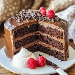 For the Chocolate Cake Dreams, you need a few key ingredients: - 1 ¾ cups all-purpose flour - 1 ¾ cups granulated sugar - ¾ cup unsweetened cocoa powder - 1 ½ teaspoons baking powder - 1 ½ teaspoons baking soda - 1 teaspoon salt - 2 large eggs - 1 cup whole milk - ½ cup vegetable oil - 2 teaspoons vanilla extract - 1 cup boiling water - ½ cup chocolate chips (semi-sweet or dark) Each ingredient plays a special role in making this cake amazing: - All-purpose flour gives the cake structure. - Granulated sugar adds sweetness and moisture. - Cocoa powder brings rich chocolate flavor. - Baking powder and baking soda help the cake rise. - Salt enhances all the flavors. - Eggs bind the ingredients and add richness. - Whole milk keeps the cake moist. - Vegetable oil adds tenderness. - Vanilla extract boosts the cake's flavor. - Boiling water helps melt the cocoa, making it more flavorful. - Chocolate chips add bites of chocolate in every slice. You can also have fun with some optional ingredients: - Use dark chocolate for a richer flavor. - Add a splash of coffee for depth. - Consider orange zest for a bright twist. These choices let you make your cake unique and special! For the full recipe, follow along to create this delightful treat. 1. Preheat your oven to 350°F (175°C). Grease and flour two 9-inch round cake pans. 2. In a large bowl, sift together: - 1 ¾ cups all-purpose flour - 1 ¾ cups granulated sugar - ¾ cup unsweetened cocoa powder - 1 ½ teaspoons baking powder - 1 ½ teaspoons baking soda - 1 teaspoon salt 3. Add to the dry mix: - 2 large eggs - 1 cup whole milk - ½ cup vegetable oil - 2 teaspoons vanilla extract Beat these on medium speed for about 2 minutes until smooth. 4. Slowly mix in 1 cup of boiling water. The batter will be thin. Stir until well combined, then fold in: - ½ cup chocolate chips 5. Pour the batter evenly into the prepared pans. Bake for 30 to 35 minutes. Check for doneness by inserting a toothpick in the center. If it comes out clean, your cakes are ready! 6. Let the cakes cool in the pans for 10 minutes. Carefully transfer them to wire racks to cool completely. 7. For frosting, you can choose a rich chocolate buttercream or cream cheese frosting. 8. Once cooled, layer the cakes with frosting in between. Frost the top and sides as well. 9. For decoration, sprinkle extra chocolate chips on top. You can also add chocolate shavings or fresh raspberries. This adds a nice touch to the presentation. For more details, check the Full Recipe. - Common pitfalls to avoid while baking a chocolate cake One big mistake is overmixing the batter. This can make the cake dense. Another common error is not preheating your oven. Always preheat for even baking. Lastly, avoid opening the oven door too often. This can cause the cake to sink. - Importance of measuring ingredients accurately Accurate measurements are key in baking. Use a kitchen scale for the best results. If you measure by volume, spoon the flour into the cup. Don’t scoop directly from the bag. This prevents packing and gives you the right amount. - How to achieve a moist cake texture To keep your cake moist, use oil instead of butter. Oil keeps the cake tender. Adding boiling water also helps. It creates steam that adds moisture. Don’t skip this step; it makes a big difference. - Creative ideas for decorating your Chocolate Cake Dreams You can layer your cake with chocolate frosting. Add fresh fruit like raspberries for color. Drizzle melted chocolate over the top for a stunning look. Use edible flowers for a fancy touch. - Suggested pairings with toppings like fresh fruit or whipped cream Fresh berries work great with chocolate cake. Whipped cream adds lightness. You can even try a scoop of vanilla ice cream. It melts slowly and pairs nicely with the warm cake. - Using chocolate shavings and sprinkles for a dreamy effect Chocolate shavings give a nice texture. They look beautiful on top. You can also add colorful sprinkles for fun. This makes the cake look festive for parties. - Suggestions for adding unique flavors Try adding a teaspoon of espresso powder to enhance the chocolate flavor. A bit of orange zest gives a nice citrus twist. You can also mix in some peppermint extract during the batter stage for a refreshing taste. - Pairing chocolate cake with various dessert wines or coffee A rich red wine, like a Cabernet Sauvignon, complements chocolate well. If you prefer coffee, a dark roast works nicely. It balances the sweetness and enhances the flavors. {{image_2}} You can create unique flavors with Chocolate Cake Dreams. Try adding white chocolate or raspberry. These flavors add a twist and keep things exciting. To meet dietary needs, you can adapt this cake. For gluten-free, use almond flour instead of all-purpose flour. For vegan options, substitute eggs with flax eggs and use almond milk. Frosting plays a key role in your cake experience. You can choose from cream cheese, buttercream, or ganache. Each type offers a different taste. To make your frosting special, add flavor extracts. A hint of mint or orange can elevate the taste. Let your imagination run wild with themed cakes! For holidays, decorate with festive colors and shapes. For birthdays, try adding fun sprinkles or candles. You can even mix flavors, like chocolate and peanut butter, for special occasions. This makes your Chocolate Cake Dreams a showstopper! For the full recipe, check the details above. Enjoy creating your own delicious variations! To keep your chocolate cake fresh, follow these tips: - Use an airtight container: This helps keep moisture in and air out. - Cake covers: These can work well, but they might not seal as tightly. - Room temperature: Store it on the counter for up to three days. - Refrigeration: If you want to keep it longer, place it in the fridge. Freezing your chocolate cake is easy. Here’s how to do it: 1. Cool completely: Let the cake cool down fully before freezing. 2. Wrap it well: Use plastic wrap to cover the cake tightly. 3. Use foil: Add a layer of aluminum foil over the plastic wrap for extra protection. 4. Label it: Write the date on the foil so you know when to use it. To thaw and reheat: - Thaw in the fridge: Leave the cake in the fridge overnight before serving. - Reheat gently: To warm, place it in the oven at 300°F (150°C) for about 10 minutes. Your chocolate cake can last in different ways: - Room temperature: It lasts about 3 days. - Refrigerated: It can stay fresh for up to a week. - Frozen: It can last up to three months. Watch for these signs your cake has gone bad: - Dry texture: If it feels too dry, it’s time to toss it. - Off smell: A bad smell means it’s no longer good. - Mold: If you see any mold, throw it away right away. For the complete chocolate cake recipe, check the [Full Recipe]. What is the best type of cocoa powder for chocolate cake? I recommend using unsweetened cocoa powder. It gives your cake rich flavor. You can choose between Dutch-process or natural cocoa. Dutch-process cocoa gives a smoother taste, while natural cocoa adds a nice brightness. Can I replace boiling water with coffee in the recipe? Yes, you can use coffee instead of boiling water. Coffee enhances the chocolate flavor. Just make sure it's hot to keep the batter smooth. How do I make the cake less sweet? To cut the sweetness, reduce the sugar by a quarter. You can also add a pinch of salt. This helps balance the flavors and makes the cake taste richer. Why did my chocolate cake sink? A sinking cake often means it did not bake long enough. Check your oven temperature with a thermometer. If it’s too high or too low, adjust your baking time. How can I make my cake more moist? To add moisture, try using buttermilk or yogurt in place of whole milk. Also, adding an extra egg can help. Don’t forget to check your baking time; overbaking dries out cakes. Why is my cake crumbly and not holding together? If your cake is crumbly, you may need more moisture or fat. Ensure you have the right egg amount, and check your flour measurement. Too much flour can lead to a dry cake. What to serve with Chocolate Cake Dreams? This cake pairs well with fresh fruits, like raspberries or strawberries. You can also serve it with whipped cream or vanilla ice cream for a delicious contrast. How to pair with beverages for an ultimate treat? Try serving chocolate cake with coffee, milk, or even a dessert wine. A rich red wine can enhance the flavors in your cake, making every bite even better. Can this cake be made ahead of time? Yes, you can bake the cake a day or two in advance. Just store it in an airtight container. For best results, frost it just before serving. You can find the Full Recipe for more details. You now have everything needed to create your own Chocolate Cake Dreams. We covered the key ingredients and their roles, plus the essential steps for baking and frosting. I shared tips to avoid common mistakes and ideas for unique variations. Don’t forget to store any leftovers properly for later enjoyment. With these insights, you can bake confidently and impress your friends and family with a delicious, dreamy cake. Enjoy the baking journey and let your creativity shine!