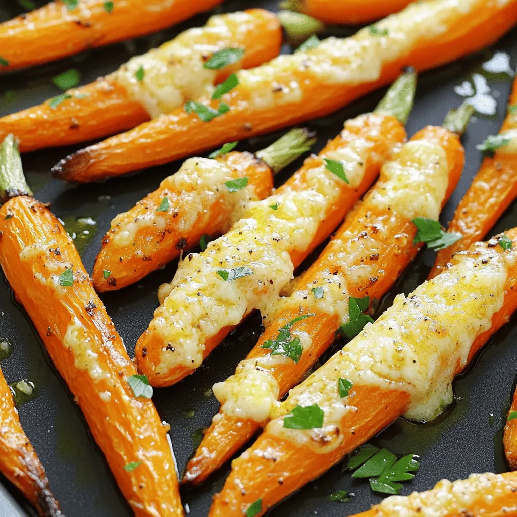 - 1 lb (450g) baby carrots, peeled - 3 tablespoons olive oil - 4 cloves garlic, minced - 1/2 cup grated Parmesan cheese In this dish, baby carrots shine. They are sweet, tender, and colorful. The olive oil adds nice richness, helping the carrots roast to perfection. Garlic brings a bold flavor that pairs well with the cheese. - 1 teaspoon dried thyme - 1/2 teaspoon salt - 1/4 teaspoon black pepper Thyme adds a warm, earthy note. Salt enhances flavor, while black pepper gives a little heat. Each seasoning works together to boost the taste of the carrots. - Fresh parsley, chopped (for garnish) Chopped parsley makes the dish pop. It adds color and a hint of freshness. Just sprinkle it on top before serving for a lovely finish. For the full recipe, check out the Garlic Parmesan Roasted Carrots. - Preheat your oven to 425°F (220°C). - In a large bowl, combine the peeled baby carrots and olive oil. Mix well to coat all the carrots. - Add minced garlic, dried thyme, salt, and black pepper to the carrots. Toss until everything is mixed well. - Spread the carrots out on a baking sheet in a single layer. Roast for 20 minutes, stirring halfway through for even cooking. - After 20 minutes, sprinkle grated Parmesan cheese evenly over the carrots. Return to the oven and roast for another 5-10 minutes, until the cheese bubbles and the carrots are tender. For the complete recipe, check out the [Full Recipe]. Opt for organic baby carrots for best flavor. They are sweeter and tender. You can find them at most grocery stores. If you can't find baby carrots, use regular ones. Just cut them into smaller pieces. Ensure even spacing on the baking sheet for uniform cooking. This step helps all sides brown nicely. If the carrots are crowded, they may steam instead of roast. Use a larger pan if needed. Consider adding extra herbs like rosemary or oregano. These herbs add depth and aroma to the dish. You can mix them in with the garlic and oil. Experiment with different herbs to find your favorite combination. For the full recipe, check out the recipe section. {{image_2}} You can mix things up with different cheeses. Feta brings a tangy bite. Cheddar offers a creamy richness. Both create a unique taste for Garlic Parmesan Roasted Carrots. Try them out and see which one you like best. If you want a vegan twist, use nutritional yeast instead of Parmesan. Nutritional yeast adds a cheesy flavor without any dairy. This option keeps your dish plant-based and still delicious. It’s a great way to enjoy these carrots while sticking to a vegan diet. Want a kick? Add a pinch of red pepper flakes. This simple step brings heat and depth to the dish. The spicy twist complements the sweetness of the carrots. It makes every bite exciting and flavorful. To store your Garlic Parmesan Roasted Carrots, let them cool first. Place the leftovers in an airtight container. This helps keep them fresh. In the fridge, they will stay good for about 3 to 5 days. Make sure to label the container with the date. This way, you know when they were made. When it's time to eat your leftovers, the best method is the oven. Preheat your oven to 350°F (175°C). Spread the carrots on a baking sheet. Heat them for about 10 to 15 minutes. This will help keep their texture nice. You can also use a microwave if you’re short on time. Just cover them with a damp paper towel and heat in short bursts. This will help avoid drying out. If you want to save your Garlic Parmesan Roasted Carrots for later, freezing is a great option. First, let them cool completely. Then, place them in a freezer-safe bag. Remove as much air as possible before sealing. They can stay in the freezer for up to 3 months. When you’re ready to eat them, thaw them in the fridge overnight. After that, reheat in the oven for the best taste and texture. Yes, you can use regular carrots. Regular carrots have a stronger flavor and firmer texture. They may need more time to roast. Slice them into smaller pieces for even cooking. Baby carrots are sweeter and tender. They roast quickly and blend well with garlic and cheese. Leftovers can last up to four days in the fridge. Store them in an airtight container. For safety, make sure they cool before sealing. If they smell off or look weird, it’s best to toss them. Reheat leftovers to at least 165°F (74°C) to ensure safety. These carrots pair well with many dishes. Serve them alongside grilled chicken or steak for a tasty meal. They also go great with mashed potatoes or rice. You can add them to a salad for extra flavor. The options are endless! You can find the full recipe here for more details. Garlic Parmesan roasted carrots are simple and delicious. We covered the main ingredients and steps to make them. Tips on choosing the best carrots and adding flavor enhance the dish. You can also try variations with different cheeses or spices. Proper storage ensures your leftovers stay fresh. Enjoy these carrots as a side or snack. Experiment and make this recipe your own!