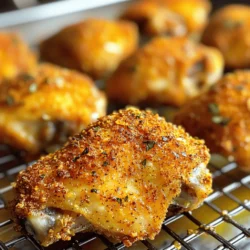 - 4 chicken thighs (bone-in, skin-on) - 4 chicken drumsticks - 1 cup buttermilk - 1 tablespoon hot sauce (optional) - 1 cup all-purpose flour - 1 teaspoon garlic powder - 1 teaspoon onion powder - 1 teaspoon smoked paprika - 1 teaspoon dried thyme - 1/2 teaspoon cayenne pepper - Salt and pepper, to taste - Cooking spray or olive oil for coating For this recipe, precise measurements matter. Use a measuring cup for the buttermilk and flour. A tablespoon works best for the hot sauce. Herbs and spices should be measured with teaspoons. This keeps the flavors balanced. You can swap ingredients to fit your needs. If you don’t have buttermilk, mix 1 cup of milk with 1 tablespoon of vinegar or lemon juice. For a gluten-free option, use a gluten-free flour blend. You can also try different spices. For example, replace smoked paprika with regular paprika or use Italian herbs instead of thyme. These changes still keep the dish tasty! Start by mixing the buttermilk and hot sauce in a large bowl. This mix gives the chicken flavor and keeps it moist. Add the chicken thighs and drumsticks, making sure they are well covered. Cover the bowl with plastic wrap and place it in the fridge. Let the chicken marinate for at least two hours. For the best taste, marinate overnight. This step makes your chicken juicy and tasty. While the chicken marinates, prepare the coating. In another bowl, combine the flour, garlic powder, onion powder, smoked paprika, dried thyme, cayenne pepper, salt, and pepper. Stir the mix well. This blend adds flavor and a nice crunch to your chicken. When the chicken is ready, take it out of the fridge. Let the excess buttermilk drip off before coating it. Dredge each piece in the flour mixture. Press down gently to help the coating stick. Shake off any extra flour to avoid clumps. Preheat your oven to 425°F (220°C). Line a baking sheet with parchment paper or use a wire rack for the chicken. This helps air circulate around the chicken, making it crispier. Place the coated chicken on the prepared sheet. Lightly spray or brush the chicken with cooking spray or olive oil. This step helps it brown nicely. Bake the chicken for 35 to 45 minutes. It should be golden brown and reach an internal temperature of 165°F (74°C). For an extra crispy finish, switch your oven to broil for the last 2 to 3 minutes. Keep a close eye on it to avoid burning. Enjoy the delicious aroma as it bakes! To get the crispiest chicken, use a wire rack. This allows hot air to circulate all around the chicken. Before baking, spray the chicken lightly with cooking spray or brush it with olive oil. It helps the coating turn golden brown. For extra crispiness, broil the chicken for the last few minutes. Keep an eye on it to prevent burning. One common mistake is skipping the marinade. Marinating the chicken in buttermilk enhances flavor and moisture. Another mistake is not allowing excess buttermilk to drip off. If too much buttermilk remains, the coating won’t stick properly. Finally, avoid overcrowding the baking sheet. Space the chicken pieces apart to ensure even cooking and crispiness. Pair your crispy chicken with classic sides like coleslaw or mashed potatoes. For a fresh twist, serve it with a tangy salad. You can also add a dipping sauce like honey mustard or ranch. This enhances the flavor and adds a fun element to your meal. Check out the Full Recipe for more ideas on sides and sauces. {{image_2}} If you love heat, try adding more spice. Use extra cayenne pepper in the flour mix. You can also add chili powder or crushed red pepper flakes. For a kick, mix in a bit of your favorite hot sauce into the buttermilk. This will give the chicken a nice heat that works well with the crispy coating. For a fresh taste, add herbs to your coating. You can use dried oregano, basil, or rosemary. Just mix about a tablespoon into the flour. You can also chop fresh herbs and sprinkle them on the chicken before baking. These herbs add a nice aroma and a burst of flavor that complements the chicken. If you need a gluten-free meal, swap out all-purpose flour for a gluten-free blend. Look for options made from rice flour or almond flour. You can also use crushed cornflakes for a crispy texture. Just make sure to check the labels for any hidden gluten. This way, everyone can enjoy crispy oven fried chicken without worry. For the complete approach to making this dish, check the Full Recipe. After enjoying your crispy oven-fried chicken, store leftovers in an airtight container. Place the chicken pieces in one layer to keep them from getting soggy. You can also wrap them in aluminum foil or plastic wrap. Store the chicken in the fridge for up to four days. To reheat, preheat your oven to 375°F (190°C). Place the chicken on a baking sheet. Heat for about 15-20 minutes. This helps keep the chicken crispy. You can also use an air fryer for faster results. Set it to 350°F (175°C) and heat for 8-10 minutes. If you want to save some chicken for later, freezing works well. First, let the chicken cool completely. Wrap each piece tightly in plastic wrap or aluminum foil. Then, place them in a freezer-safe bag. You can freeze the chicken for up to three months. When ready to eat, thaw in the fridge overnight before reheating. Enjoy your crispy oven-fried chicken anytime! For the full recipe, check out the detailed instructions above. You should marinate the chicken for at least 2 hours. This lets the flavors soak in. For the best results, marinate overnight. This gives the chicken a richer taste and keeps it juicy. Yes, you can use skinless chicken. However, skin adds flavor and crunch. If you choose skinless, adjust cooking time. Check the chicken’s internal temperature to ensure it reaches 165°F. The ideal oven temperature is 425°F. This high heat helps the chicken get crispy. Make sure to preheat the oven well. A good baking sheet or wire rack also helps achieve that perfect crispiness. You can check the [Full Recipe] for more tips! This post covered how to make tasty oven-fried chicken. We looked at ingredients, from measurements to substitutions. You learned the step-by-step process, from marinating to baking. Tips helped ensure crispiness, avoid mistakes, and flavor well. Variations like spicy or gluten-free options were discussed. Finally, we shared how to store and reheat leftovers. Now you can cook oven-fried chicken like a pro! Enjoy your delicious meals any time.