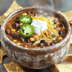 - 1 pound ground turkey or beef - 1 medium onion, diced - 3 cloves garlic, minced - 1 (15-ounce) can black beans, rinsed and drained - 1 (15-ounce) can kidney beans, rinsed and drained - 1 (15-ounce) can corn, drained - 1 (14-ounce) can diced tomatoes with green chilies - 1 (24-ounce) jar taco sauce - Optional toppings: sliced jalapeños, sour cream, shredded cheese, tortilla chips The main ingredients give the soup its hearty base. The ground turkey or beef adds protein and flavor. The onion and garlic bring a nice aroma and depth. The additional ingredients, like black beans and corn, add texture and nutrition. The seasoning and toppings elevate the dish. Diced tomatoes with green chilies add a touch of heat and flavor. Taco sauce ties everything together and enhances the taste. You can customize the soup based on what you have. Use different beans or skip the meat for a vegetarian option. Just follow the Full Recipe for all the details on how to make it. Remember, the toppings are key. They add crunch and creaminess, making every bite better. Enjoy the mix of flavors and colors in your bowl! Start by heating a large pot over medium heat. Add 1 pound of ground turkey or beef. Cook until it turns brown. Break the meat apart as it cooks. If there is extra fat, drain it out. This keeps the soup from being greasy. Next, add the diced onion and minced garlic to the pot. Stir them in well. Sauté for about 3 to 4 minutes. You want the onion to become soft and clear. This step adds a nice flavor base for the soup. Now, it’s time to mix in the fun stuff! Stir in the following ingredients: - 1 (15-ounce) can black beans, rinsed and drained - 1 (15-ounce) can kidney beans, rinsed and drained - 1 (15-ounce) can corn, drained - 1 (14-ounce) can diced tomatoes with green chilies - 1 (24-ounce) jar taco sauce - 2 cups chicken or vegetable broth After that, add taco seasoning, cumin, salt, and pepper. Give everything a good stir to blend. Bring the soup to a boil. Once it bubbles, reduce the heat to a low setting. Let it simmer for 20 to 25 minutes. Stir occasionally to stop it from sticking to the pot. This helps all the flavors mix well. After simmering, taste the soup. Adjust the seasoning if it needs more flavor. If you want a thicker soup, let it simmer a little longer. This will help the soup get that perfect texture. Enjoy your Easy Taco Soup! For the full recipe, check out the detailed instructions above. Want to change up the taste? You can swap different beans or proteins. Try pinto beans or chickpeas for a twist. Or use chicken instead of turkey or beef. Each option gives a new flavor. Adding more spice is easy. Toss in chili powder or cayenne pepper for heat. You can also use a flavored broth. This adds depth and richness to your soup. Using a slow cooker or Instant Pot makes your life easier. Just brown the meat and onions first. Then, add everything else to the pot. Set it and forget it! Prep your ingredients ahead of time. Chop the onions and garlic the night before. Rinse the beans and corn too. This way, you can whip up the soup quickly. Toppings make the soup even better. Try sliced jalapeños for heat. Sour cream adds creaminess, while cheese gives a nice melt. Don’t forget tortilla chips for crunch! Have leftovers? Use them in a casserole. You can also mix it with rice or serve it in tacos. There are many fun ways to enjoy your soup again! {{image_2}} You can easily make a vegetarian taco soup. Use plant-based ground meat or add more beans. This option keeps the soup hearty. You can also omit all meat and use vegetable broth instead of chicken broth. This gives you a rich flavor while keeping it meat-free. If you love heat, try the spicy version of this soup. Add sliced jalapeños or other spicy ingredients for a kick. You can also increase the taco seasoning for extra heat. This will make each bite burst with flavor. For a healthier choice, reduce sodium by using low-sodium broth and sauces. This keeps the taste good without too much salt. You can also add more vegetables to the soup. Think about bell peppers, zucchini, or spinach for a nutrient boost. This makes the soup filling and good for you. You can find the full recipe above to get started on creating your own variations. To store your taco soup, let it cool down. This helps keep it fresh. Use airtight containers to avoid spills. Glass or plastic containers work well. Label them with the date. This way, you can keep track of how long they stay fresh. If you want to freeze taco soup, pour it into freezer-safe bags or containers. Leave some space at the top for expansion. You can freeze it for up to three months. When ready to eat, thaw it in the fridge overnight. For quick reheating, use the microwave or a pot on the stove. Always heat it until it’s hot all the way through. Taco soup lasts about three to four days in the fridge. Check for any signs of spoilage. If it smells off or has mold, throw it away. Fresh soup tastes best, so try to eat it within a few days. Enjoy your delicious meal! Yes, you can make Easy Taco Soup ahead of time. This soup tastes even better the next day. To prep, cook the soup, then cool it down. Store it in an airtight container in the fridge for up to three days. When you're ready to eat, warm it up on the stove. Stir it well to heat evenly. You can add a splash of broth if it thickens too much in the fridge. Taco soup pairs well with many sides. Here are some ideas: - Cornbread or crusty bread for dipping - A simple green salad for fresh crunch - Tortilla chips for a nice crunch - Sliced avocado or guacamole for creaminess Absolutely! Canned beans are quick and easy to use. They save time and still add great flavor. Just rinse and drain them before adding to the soup. Dried beans need soaking and longer cooking times. Using canned beans makes the recipe faster. You have many options for meat in this recipe. Ground turkey or beef works well. If you want a lighter choice, use ground chicken. For a vegetarian option, use plant-based meat or add more beans. You can even skip the meat entirely and enjoy a hearty, veggie-filled soup. If your taco soup is too thin, you can thicken it easily. Here are some methods: - Let it simmer longer to reduce liquid. - Mash some beans against the pot’s side and stir them in. - Mix a bit of cornstarch with water and add it slowly to the soup. - Add in some crushed tortilla chips for a fun twist. For the full recipe, check out the detailed steps provided above. In this blog post, I shared how to make a tasty taco soup. You learned about the key ingredients and step-by-step cooking instructions. Tips on flavor, storing, and recipe variations were also included. Remember, you can adapt this recipe to fit your taste or dietary needs. Enjoy exploring these options and making the soup your own. It’s easy and fun to create a dish everyone will love.