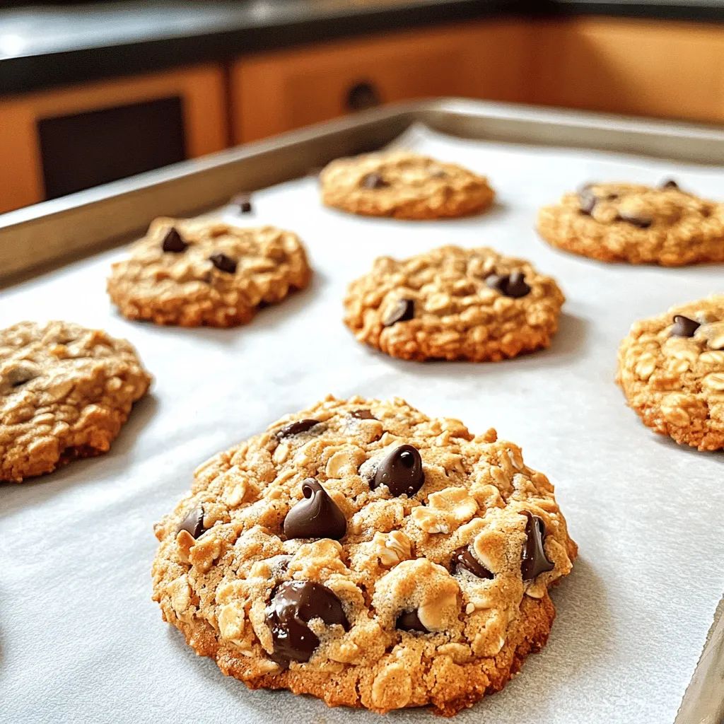 To make Peanut Butter Oatmeal Cookies, you need simple, easy-to-find ingredients. Here’s a detailed list: - 1 cup creamy peanut butter - 1/2 cup brown sugar, packed - 1/2 cup granulated sugar - 1 large egg - 1 teaspoon vanilla extract - 1 teaspoon baking soda - 1/2 teaspoon salt - 1 1/2 cups rolled oats - 1/2 cup chocolate chips (optional) - 1/4 cup chopped nuts (e.g., walnuts or pecans, optional) If you want to customize your cookies, you can add chocolate chips or nuts. Both give a nice crunch and extra flavor. You can also try adding spices, like cinnamon, for a warm twist. This recipe is flexible, so feel free to experiment! For the full recipe, check out the details in the recipe section. 1. Preheat your oven to 350°F (175°C). This ensures your cookies bake evenly. 2. Line a baking sheet with parchment paper. This helps cookies not stick. 3. In a large bowl, mix the wet ingredients. Combine 1 cup of creamy peanut butter, 1/2 cup of brown sugar, and 1/2 cup of granulated sugar. Stir until the mix is smooth. 4. Add in 1 large egg and 1 teaspoon of vanilla extract. Beat them together until fully blended. 5. In another bowl, combine dry ingredients. Mix 1 teaspoon of baking soda, 1/2 teaspoon of salt, and 1 1/2 cups of rolled oats. 1. Drop cookie dough onto the lined baking sheet. Use a tablespoon and space them about 2 inches apart. 2. Flatten each cookie slightly with the back of your spoon. This helps them bake evenly. 3. Bake in the oven for 10-12 minutes. The edges should be lightly golden. The centers may look undercooked, but they will firm up as they cool. 4. Once baked, remove from the oven and let them cool on the baking sheet for about 5 minutes. After that, transfer the cookies to a wire rack to cool completely. For the full recipe, check the complete list of ingredients and detailed steps. Enjoy baking! To get chewy cookies, use more oats and less baking time. For crunchy cookies, bake them a bit longer. The temperature of your ingredients matters too. Use room temperature eggs and peanut butter for the best blend. This helps combine everything smoothly. One big mistake is overmixing the batter. This can make your cookies tough. Mix just until the dry ingredients disappear. Also, don’t forget to space your cookies well on the baking sheet. Leave about 2 inches between each one. This allows them to spread and bake evenly. {{image_2}} You can easily change the taste of these cookies. Adding spices like cinnamon or nutmeg can bring warmth. Just a pinch of either spice can transform your cookies. If you want a nutty twist, try using different nut butters. Almond butter or cashew butter works well. Each nut butter adds its own unique flavor. Mixing in dried fruits or seeds can add a fun crunch and sweetness. Raisins, cranberries, or sunflower seeds are great choices. You can also swap regular oats for gluten-free oats. This ensures everyone can enjoy these tasty treats. If you have nut allergies, just remove the nuts from the recipe. The cookies will still taste amazing! For more details, check the Full Recipe. To keep your peanut butter oatmeal cookies fresh, place them in an airtight container. This keeps them soft and chewy. You can also use a cookie jar with a tight lid. Store at room temperature for up to one week. If you prefer, you can refrigerate them. Just remember, refrigeration may change their texture slightly. You can freeze these cookies for later enjoyment. First, let them cool completely. Then, place them in a single layer on a baking sheet. Freeze for about two hours. After that, transfer them to a freezer-safe bag. They will last for up to three months in the freezer. When you want to enjoy a cookie, take it out and let it thaw at room temperature. For the best flavor, you can warm them in the oven for a few minutes. This will bring back that fresh-baked taste. For more details, check the Full Recipe. Yes, you can easily make these cookies vegan. Use a flax egg instead of a regular egg. To make a flax egg, mix 1 tablespoon of ground flaxseed with 2.5 tablespoons of water. Let it sit for five minutes until it thickens. You can also swap the chocolate chips for dairy-free ones. To adjust sweetness, add or reduce the sugar. If you want them less sweet, cut back on the brown and granulated sugar by 1/4 cup. You can also use a natural sweetener like maple syrup or agave nectar. If you like them sweeter, add 1/4 cup more sugar or use chocolate chips. These cookies pair well with many drinks. A glass of cold milk is classic. You can also enjoy them with coffee or hot cocoa. For a fun treat, try them with vanilla ice cream. They make a great dessert when added to a scoop of your favorite flavor. You can also serve them with fresh fruit for a tasty snack! In this blog post, I detailed key ingredients and their amounts for making cookies. You learned step-by-step how to mix, bake, and cool them. Tips covered texture preferences and common mistakes. We discussed fun variations with flavors and add-ins, plus storage tips for freshness. Ultimately, these methods help make your cookies just right. Now, you can enjoy baking and sharing your creations with others!
