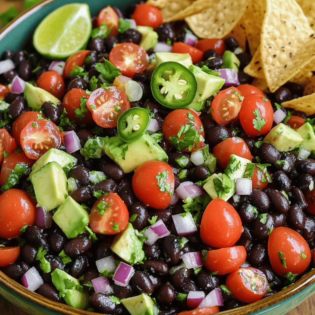 To make the Zesty Black Bean Salad, you need these key ingredients: - 2 cans (15 oz each) black beans, rinsed and drained - 1 cup cherry tomatoes, halved - 1 medium red bell pepper, diced - 1 small red onion, finely chopped - 1 jalapeño, seeded and minced - 1 avocado, diced - 1/4 cup fresh cilantro, chopped - 3 tablespoons lime juice - 2 tablespoons olive oil - 1 teaspoon cumin - Salt and pepper to taste These ingredients create a mix of textures and flavors. The black beans add protein, while the vegetables give crunch and color. You might not have all the ingredients on hand. Here are some easy swaps: - Use canned corn instead of cherry tomatoes for a sweet twist. - Swap the red bell pepper with yellow or green for different flavors. - Try lime juice with lemon juice if limes are out of reach. - Use garlic instead of onion for more zest. - If you don’t have fresh cilantro, parsley works well too. These substitutions help you adjust the salad to your taste or what you have at home. To keep your Zesty Black Bean Salad fresh, follow these tips: - Use ripe avocados but avoid overripe ones, which can get mushy. - Store your salad in an airtight container to keep it crisp. - Add lime juice right before serving to keep the flavors bright. - If you make it ahead, add avocado last to prevent browning. These steps help maintain the vibrant look and taste of your salad. For the full recipe, check out the details above! First, gather your ingredients. You will need black beans, cherry tomatoes, a red bell pepper, red onion, jalapeño, avocado, cilantro, lime juice, olive oil, cumin, salt, and pepper. Rinse and drain the black beans. This keeps them fresh and tasty. Grab a large mixing bowl. Add the rinsed black beans, halved cherry tomatoes, diced red bell pepper, chopped red onion, and minced jalapeño. Mix them gently with a large spoon. Next, fold in the diced avocado and fresh cilantro. Be careful not to mash the avocado. This keeps the salad bright and colorful. Now, let’s make the dressing. In a small bowl, whisk together lime juice, olive oil, cumin, salt, and pepper. Mix until it’s smooth and combined. Pour this dressing over your salad. Toss everything together gently to coat all the ingredients. Taste your salad and adjust the seasoning if needed. If you like it tangy, add more lime juice. Let the salad sit for 10-15 minutes. This helps the flavors mix well. For the full recipe, check out the earlier section. To make your Zesty Black Bean Salad pop, use fresh ingredients. Fresh lime juice adds brightness. A good quality olive oil brings richness. Add more cumin for depth. If you like spice, toss in more jalapeño or add hot sauce. Fresh herbs like cilantro or parsley can make it lively. Texture is key in this salad. The black beans provide a creamy base. Chopped bell peppers add crunch. Avocado offers a soft, rich element. For more crunch, try adding chopped radishes or corn. Use crispy tortilla chips on the side for extra texture. Serve the salad chilled or at room temperature. Cold salad can be refreshing on hot days. Use a large, colorful bowl to show off the bright ingredients. Garnish with extra cilantro and a lime wedge. You can also serve it alongside tortilla chips for a fun snack. This salad looks great and tastes even better! For the full recipe, check out the instructions above. {{image_2}} If you want to boost the protein in your salad, you have great choices. Black beans are already a good source, but you can add more. Grilled chicken or shrimp gives a nice flavor. You could also use quinoa for a plant-based option. Just cook it first and then mix it in. This keeps the salad filling and tasty. This recipe is perfect for both vegetarians and vegans. If you want a creamy addition, try using tofu or tempeh. For a vegan twist, you can swap the honey in dressings for maple syrup. Always check the labels to ensure no hidden animal products in your ingredients. This way, everyone can enjoy a delicious meal. Change up your salad with seasonal ingredients. In summer, add fresh corn or zucchini for a crunch. In fall, diced sweet potatoes or butternut squash work well. These swaps not only change the taste but also make the dish colorful. You can always adjust the flavors to match the season. For the full details on making this dish, check out the Full Recipe. Store your Zesty Black Bean Salad in an airtight container. This keeps it fresh and tasty. Place it in the fridge as soon as you finish eating. If you want to keep it longer, try to use it within three days. When you reheat, the salad loses some crunch. Enjoy it cold or at room temperature for the best taste. Freezing this salad is not the best idea. The avocado and tomatoes do not freeze well. If you want to freeze it, skip the avocado and add it later. You can freeze the beans and veggies mixed together. When you are ready to eat, thaw in the fridge overnight. Add fresh ingredients before serving. The shelf life of Zesty Black Bean Salad is about three days in the fridge. Keep an eye on the freshness of the ingredients. If the salad smells off or looks slimy, it’s best to throw it away. Always trust your nose and eyes when checking food. For the best flavors, eat the salad within this time frame. Enjoy your salad while it's fresh! You can serve this salad with many great sides. I love pairing it with grilled chicken. Tacos or quesadillas also go well. For a lighter meal, serve it with a side of rice. You can even use it as a topping on nachos. The flavors blend nicely with crunchy tortilla chips. Yes, you can make the salad ahead of time. It tastes even better after some time in the fridge. I suggest making it a few hours before you serve it. This time allows the flavors to mix well. Just remember to add the avocado last. This keeps it fresh and green. To spice up your salad, add more jalapeño. You could also include diced serrano peppers. A dash of hot sauce or chili powder works too. If you enjoy heat, try adding some cayenne pepper. Start with a little and taste as you go. You can always add more if needed. This post covered all you need to know about making Zesty Black Bean Salad. I shared key ingredients, easy steps, and tips for great flavor. You also learned about storage and fun variations. Remember, fresh ingredients and the right spices make a big difference. You can customize this salad to fit your taste. Now, you are ready to create a tasty dish that everyone will enjoy. Get cooking and have fun with it!