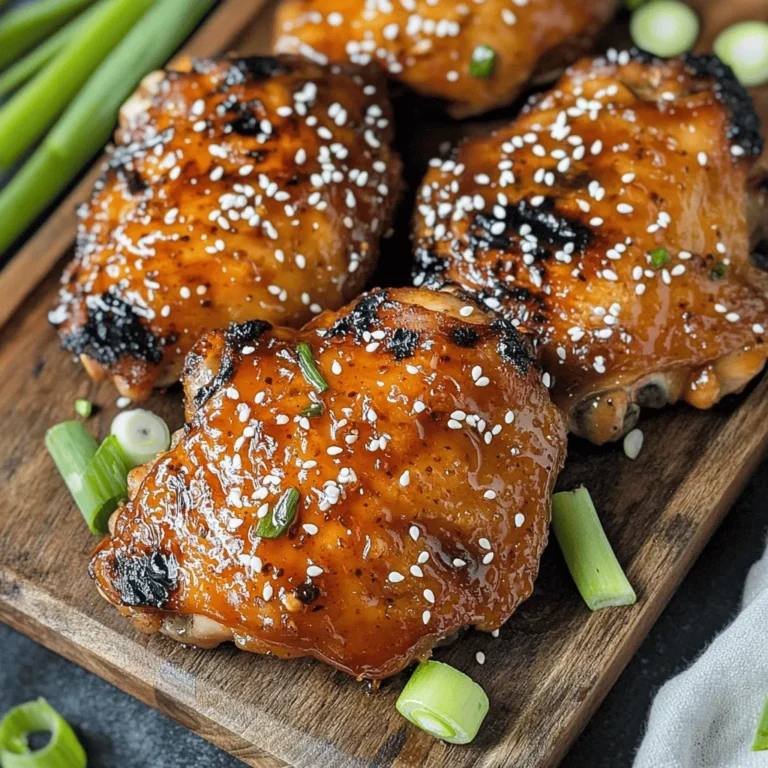 - 4 boneless, skinless chicken thighs - 2 tablespoons sriracha sauce - 3 tablespoons honey - 2 tablespoons soy sauce - 1 tablespoon sesame oil The main ingredients for Spicy Sriracha Honey Chicken are simple yet flavorful. Boneless, skinless chicken thighs are juicy and absorb the marinade well. The sriracha sauce brings heat, while honey adds a sweet touch. Soy sauce gives depth, and sesame oil adds a nutty flavor. - 2 cloves garlic, minced - 1 teaspoon grated ginger - 1 tablespoon rice vinegar To enhance the taste, we use garlic and ginger. Minced garlic adds a sharp flavor, while grated ginger brings warmth. Rice vinegar balances the sweetness and heat, giving a nice zing to the dish. - 1 tablespoon sesame seeds (for garnish) - 2 green onions, thinly sliced (for garnish) Garnishes like sesame seeds and green onions add crunch and color. Sprinkle sesame seeds for a nutty flavor, and use green onions for a fresh finish. These small touches make your dish look and taste amazing. For the full recipe and instructions, check out the [Full Recipe]. First, gather your ingredients. In a mixing bowl, whisk together: - 2 tablespoons sriracha sauce - 3 tablespoons honey - 2 tablespoons soy sauce - 1 tablespoon sesame oil - 2 cloves garlic, minced - 1 teaspoon grated ginger - 1 tablespoon rice vinegar - Salt and pepper to taste Ensure the mixture is smooth and well combined. You can adjust the seasoning to suit your taste. If you want it spicier, add more sriracha. For sweetness, add more honey. Next, place your chicken thighs in a large resealable plastic bag or a shallow dish. Pour the marinade over the chicken. Seal the bag or cover the dish tightly. For the best results, refrigerate for at least 30 minutes. You can marinate for up to 2 hours for more flavor. The longer you marinate, the more the chicken absorbs the tasty flavors. When you are ready to cook, preheat your grill or a grill pan over medium-high heat. This step is key to getting a nice char on the chicken. Once hot, take the chicken out of the marinade and discard any leftover marinade. Grill the chicken for 5-7 minutes on each side. The internal temperature should reach 165°F (75°C). This ensures it is safe and juicy. After grilling, let the chicken rest for a few minutes. Then, slice it into strips and serve. You can find the Full Recipe for more details and tips. Marinating is key to great flavor in Spicy Sriracha Honey Chicken. The longer you marinate, the more the chicken absorbs the tasty mix. Aim for at least 30 minutes. If you have time, let it sit for two hours. This gives the chicken rich, bold flavors. Use direct heat when grilling. Preheat your grill to medium-high heat. This helps the chicken to cook evenly and get a nice char. Flip the chicken only once for great grill marks. Overcooking chicken is a common mistake. It can turn your meal dry and tough. Use a meat thermometer to check for doneness. The internal temperature should reach 165°F (75°C). Let it rest for a few minutes before slicing. Don't skip the garnishes! Sesame seeds and green onions add color and crunch. They make your dish look fancy. Plus, they enhance the flavor. You can use leftover marinade, but be careful! If it touches raw chicken, it must be cooked. Boil it for a few minutes to kill any germs. Leftover marinade can also be a base for a sauce. Drizzle it over veggies or rice for added flavor. It can even spice up stir-fry dishes. Try to be creative with it! For the full recipe, follow the steps carefully to enjoy every bite. {{image_2}} You can switch up the protein in this dish. Using chicken breasts instead of thighs works well. Breasts are leaner, and they still soak up the flavor. Just remember to adjust the cooking time. They might cook a bit faster. If you want a vegetarian option, try tofu. Firm tofu absorbs flavors well. Cut it into cubes and marinate it just like the chicken. Then grill it until it’s golden brown and crispy. You can play with flavor in this recipe. Adding more spices can heat things up. Try cayenne pepper or crushed red pepper flakes for extra kick. You can also mix in smoked paprika for a deeper flavor. Incorporating fruit or citrus can brighten the dish. Pineapple or mango chunks add sweetness. A squeeze of lime or lemon juice can also enhance the taste. It makes the dish fresh and vibrant. This dish pairs well with many sides. Rice is an easy choice. It soaks up the sweet and spicy sauce nicely. Steamed vegetables also make a great side. They add color and nutrition to your meal. For a fun twist, serve it in lettuce wraps. This adds crunch and freshness. You can top it with chopped herbs or extra green onions for more flavor. For the full recipe, check out the Spicy Sriracha Honey Chicken guide. Enjoy experimenting with these variations! To store leftovers, place the chicken in an airtight container. Make sure it cools first. This keeps the chicken fresh. You can store it in the fridge for up to three days. Always check for any off smells before eating. For freezing cooked chicken, let it cool fully first. Wrap it tightly in plastic wrap, then foil. This will prevent freezer burn. You can freeze it for up to three months. When ready to eat, thaw it in the fridge overnight. This keeps the texture nice. To reheat, the best method is using an oven. Preheat it to 350°F (175°C). Place the chicken in a baking dish and cover it with foil. This helps keep it moist. Heat for about 15-20 minutes. You can also use a microwave, but it may dry out the chicken. To keep the flavor, let it rest after reheating. Enjoy your Spicy Sriracha Honey Chicken from the Full Recipe! Sriracha sauce has a medium heat level. It scores around 1,000 to 2,500 on the Scoville scale. This means it has a nice kick without being too hot. When you mix it with honey, the sweetness balances the heat. If you want more heat, add extra sriracha. For less spice, use less sriracha or mix in a bit of ketchup. Yes, you can prepare this dish in advance. Marinate the chicken for up to two hours for the best flavor. You can also cook the chicken and store it. Keep it in the fridge for up to three days. When ready to eat, just reheat it in the oven or on the grill. This helps save time on busy days. This chicken pairs well with many sides. Here are some popular options: - Steamed rice - Grilled vegetables - Coleslaw - Quinoa salad Each of these sides complements the bold flavors of the chicken. You can also add a fresh salad for a light meal. For the full recipe, be sure to check the detailed instructions above. In this article, we explored how to make Spicy Sriracha Honey Chicken. You learned about key ingredients and how to prepare a tasty marinade. Following that, we discussed marinating and cooking tips to ensure juicy chicken. I also shared variations, storage info, and answers to common questions. Remember, the right balance of flavors and proper cooking will elevate your dish. Enjoy making this delicious meal and don’t forget those flavorful garnishes!