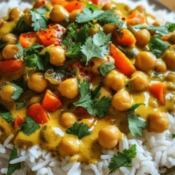- 2 cups canned chickpeas, drained and rinsed - 1 tablespoon coconut oil - 1 medium onion, finely chopped - 3 cloves garlic, minced - 1 tablespoon fresh ginger, grated - 1 medium carrot, diced - 1 bell pepper (red or yellow), diced For this dish, canned chickpeas save time. You can rinse them and use them right away. Coconut oil adds a nice flavor and helps cook your veggies. Fresh vegetables like onion, garlic, ginger, carrot, and bell pepper create a tasty base. These veggies add flavor and nutrients. - 2 tablespoons curry powder - 1 teaspoon turmeric powder - 1 teaspoon cumin powder - 1 tablespoon tomato paste Spices bring life to your curry. Curry powder gives a warm, rich taste. Turmeric adds color and health benefits. Cumin brings a nutty flavor. Tomato paste adds depth. Together, they create a balanced and flavorful dish. - 1 can (14 oz) coconut milk - 1 cup vegetable broth - Salt and pepper to taste Coconut milk makes the curry creamy and rich. It balances the spices well. Vegetable broth adds extra flavor. You can adjust salt and pepper to suit your taste. For the full recipe, check the detailed steps provided. - Gather all ingredients. You need: - 2 cups canned chickpeas, drained and rinsed - 1 tablespoon coconut oil - 1 medium onion, finely chopped - 3 cloves garlic, minced - 1 tablespoon fresh ginger, grated - 1 medium carrot, diced - 1 bell pepper (red or yellow), diced - 1 can (14 oz) coconut milk - 2 tablespoons curry powder - 1 teaspoon turmeric powder - 1 teaspoon cumin powder - 1 tablespoon tomato paste - 1 cup vegetable broth - Salt and pepper to taste - Fresh cilantro, for garnish - Cooked basmati rice or quinoa, for serving - Prepare your vegetables by finely chopping and dicing them. This helps them cook evenly. - Heat the coconut oil in a large pot over medium heat. - Add the chopped onion, and sauté for about 5 minutes until translucent. - Stir in the minced garlic and grated ginger. Cook for 1 more minute until fragrant. - Add the diced carrot and bell pepper to the pot. Cook for 3-4 minutes until the vegetables soften. - Sprinkle in the curry powder, turmeric powder, and cumin powder. Stir to coat the vegetables and cook for another minute. - Add the tomato paste to the pot and mix well. - Pour in the coconut milk and vegetable broth, stirring to combine. - Add the drained chickpeas, bringing the mixture to a gentle simmer. - Reduce the heat to low. Let it cook for 15-20 minutes, stirring occasionally, until the sauce thickens slightly. - Season with salt and pepper to taste. - Serve the curry hot over cooked basmati rice or quinoa. - For garnish, add fresh cilantro and sprinkle some chili flakes for an extra kick. You can find the [Full Recipe](#) for more details. Enjoy your delicious Vegan Chickpea Curry! To get the right texture, simmer the curry long enough. This helps the flavors blend well. Aim for about 15 to 20 minutes. If the sauce seems too thick, add a bit more vegetable broth or coconut milk. A splash of water can also work. Just stir well and simmer again. Want to boost the taste? Try adding more spices or fresh herbs. Fresh cilantro really brightens the dish. You can also add a pinch of chili for heat. If you like it spicy, add more chili flakes or fresh peppers. Remember, you can always adjust the spices to your liking. An appealing dish makes mealtime special. Use a wide bowl to show off the curry's colors. Add the curry in the center and let it spill slightly over the edges. Garnish with fresh cilantro for a pop of green. A sprinkle of chili flakes adds color and hints at spice. For an extra touch, serve with a side of fluffy basmati rice or quinoa. Check out the Full Recipe for more ideas! {{image_2}} You can switch chickpeas for other legumes. Black beans, lentils, or kidney beans work well. Each will give a new taste. They also add different nutrients. You can also mix in different veggies. Try spinach, zucchini, or sweet potatoes for added texture and flavor. They make the dish colorful and fun. If you need a gluten-free option, this recipe is already good. All the ingredients are naturally gluten-free. Just use gluten-free broth if needed. For low-carb variations, swap chickpeas for cauliflower or zucchini. This change keeps the dish light and still tasty. To change the flavor, you can use different curry pastes. Green or red curry paste gives a spicy kick. You can also mix spices from different regions. Try adding garam masala for a warm, rich taste. Each twist brings a new experience to the dish. For the Full Recipe, check out the main section. To store your leftover vegan chickpea curry, let it cool first. Then, transfer it to an airtight container. This keeps the flavors fresh. In the fridge, it stays good for about 3 to 5 days. Always check for any signs of spoilage before eating. Freezing is a great option for meal prep. To freeze, first cool the curry completely. Then, portion it into freezer-safe containers. Make sure to leave some space for expansion. It can last up to 3 months in the freezer. When you’re ready to eat, thaw it overnight in the fridge. For reheating, just warm it up in a pot on the stove or in the microwave until hot. Meal prepping makes weeknight dinners easy. You can cook a big batch of chickpea curry and store it. Divide the curry into single servings for quick meals. This way, you can grab a portion and heat it whenever you need. It saves time and keeps you healthy! You can use canned or dried chickpeas. Canned chickpeas are quick and easy. They come pre-cooked, so you can add them right to your curry. Just drain and rinse them before use. Dried chickpeas need more time. You must soak them overnight and then cook them for about an hour. This way, they get soft and creamy. Choose what fits your time best. Yes, you can add other plant-based proteins. Tofu is a great option. It absorbs flavors well. Tempeh also works; it adds a nice texture. You could even mix in some lentils for extra protein. Just remember to adjust cooking times to ensure everything is cooked perfectly. To change the spice level, you can add or reduce spices. If you like it mild, start with less curry powder. Taste as you cook and add a little more if needed. For more heat, try adding red pepper flakes or fresh chili peppers. Remember, you can always add more, but it’s hard to take it out once it's in! Vegan chickpea curry combines simple ingredients and flavors for a delicious meal. We explored the main ingredients and their roles, along with step-by-step instructions for cooking. Tips like achieving the perfect consistency and creative variations help you customize your curry. With storage tips, this dish is perfect for meal prep. Enjoy making this easy, flavorful dish that fits any diet!