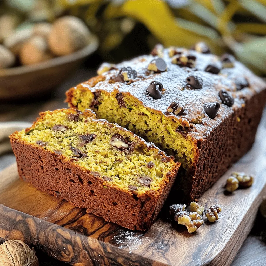 To make this tasty zucchini banana bread, gather these simple ingredients: - 1 medium zucchini, grated - 2 ripe bananas, mashed - 1/2 cup granulated sugar - 1/4 cup brown sugar - 1/3 cup vegetable oil - 2 large eggs - 1 teaspoon vanilla extract - 1 1/2 cups all-purpose flour - 1 teaspoon baking soda - 1/2 teaspoon baking powder - 1/2 teaspoon salt - 1 teaspoon ground cinnamon - 1/2 cup chopped walnuts (optional) - 1/2 cup chocolate chips (optional) Each of these ingredients plays a key role in making your bread moist and flavorful. The zucchini adds moisture without a strong taste. Ripe bananas give natural sweetness and a soft texture. Both sugars help create a nice crust on the outside. You can make this bread even more fun with some extra ingredients. Here are a few ideas: - Chopped nuts: Walnuts add crunch and healthy fats. - Chocolate chips: These bring sweetness and richness. - Dried fruit: Raisins or cranberries can add a chewy texture. - Spices: Nutmeg or ginger can enhance the flavor. Feel free to mix and match these add-ins. They can make your bread unique and special! Zucchini and bananas both offer health perks that make this bread a great choice: - Zucchini: Low in calories and high in fiber, it can aid digestion. - Bananas: Packed with potassium, they help with heart health and energy. - Walnuts: A good source of omega-3 fatty acids, they are great for brain health. - Cinnamon: Known for its anti-inflammatory properties, it can help regulate blood sugar. By using these ingredients, you not only create a tasty treat but also add some nutrition to your day. You can find the full recipe to get started on this delightful bread. Start by gathering all your ingredients. You need one medium zucchini, two ripe bananas, and both sugars. Measure out the oil, eggs, and vanilla. Don’t forget the flour, baking soda, baking powder, salt, and cinnamon. If you want, you can add walnuts or chocolate chips. Grate the zucchini using a box grater. Then, mash the bananas in a bowl. Make sure they are nice and soft. Set both aside for later. In a large bowl, mix the grated zucchini, mashed bananas, sugars, oil, eggs, and vanilla. Use a whisk or fork to blend it well. You want everything to combine smoothly. In another bowl, whisk together the flour, baking soda, baking powder, salt, and cinnamon. This helps spread the leavening agents evenly. Slowly add the dry mix to the wet mix. Stir gently until just combined. Be careful not to overmix, or your bread may turn out dense. If you are using walnuts or chocolate chips, fold them in now. Preheat your oven to 350°F (175°C) and grease a 9x5 inch loaf pan. You can also use parchment paper for easy removal. Pour the batter into the pan, smoothing the top with a spatula. Bake in the oven for 50 to 60 minutes. Check if it is done by inserting a toothpick into the center. If it comes out clean, your bread is ready. Let it cool in the pan for about 10 minutes. Then, transfer it to a wire rack to cool completely. Now, you have a moist and flavorful zucchini banana bread that you can enjoy warm or at room temperature. For more details, check out the Full Recipe! To make the best zucchini banana bread, start with ripe bananas. They add sweetness and moisture. Use a medium zucchini, grated, to keep the bread moist without altering the taste. Mix the wet and dry ingredients gently. Overmixing can make the bread tough. Bake until a toothpick comes out clean. This usually takes about 50 to 60 minutes. A few common mistakes can ruin your bread. First, don’t skip the grating step for zucchini. Large pieces won’t cook well. Second, avoid using unripe bananas. They lack the sweetness needed for flavor. Lastly, remember to measure your ingredients accurately. Too much flour can lead to a dense loaf. For precise measurements, use the spoon and level method. Spoon flour into your measuring cup, then level it off with a knife. This helps avoid packing, which can lead to too much flour. For brown sugar, pack it into the cup but level it off too. This ensures you're using the right amount. Follow these best practices for the best results with your zucchini banana bread recipe. Check out the Full Recipe for more details. {{image_2}} To make nutty zucchini banana bread, just add chopped walnuts. These nuts give a nice crunch. They also add healthy fats and protein. Mix them in gently before baking. You can toast the walnuts for more flavor. This step makes the bread even more special. Love chocolate? Add chocolate chips to your bread. Use semi-sweet or dark chocolate chips for a treat. Stir in about half a cup with the wet mix. The chocolate melts and makes each slice rich and gooey. Kids and adults alike will enjoy this sweet twist. For a gluten-free version, swap regular flour for almond or oat flour. This change keeps the bread moist and tasty. To make it vegan, replace eggs with flax eggs. Mix one tablespoon of flaxseed meal with three tablespoons of water. Let it sit for a few minutes to thicken. Using these swaps, you can enjoy zucchini banana bread without any gluten or animal products. Feel free to experiment with these variations. Each one brings a new flavor and texture to this moist and flavorful delight. For the full recipe, check out the complete list of ingredients and instructions. Store your zucchini banana bread at room temperature. Wrap it well in plastic wrap or foil. This keeps it fresh for about three days. If you want it to last longer, consider refrigerating it. In the fridge, it stays good for about a week. To freeze zucchini banana bread, slice it first. This makes it easier to thaw a piece later. Wrap each slice in plastic wrap, then place them in a freezer bag. Label the bag with the date. It can last up to three months in the freezer. When you're ready to eat, just remove a slice and thaw it at room temperature. Reheat your bread in the oven for a warm treat. Preheat the oven to 350°F (175°C). Place the bread on a baking sheet. Heat it for about 10 minutes. If you prefer, you can use a microwave. Heat a slice for about 15-20 seconds. Enjoy your moist and flavorful delight warm! For the full recipe, check out the main article. Yes, you can use frozen zucchini. Just thaw it first. Squeeze out extra water with a clean towel. This helps keep your bread moist. Frozen zucchini works well and saves time. You can use mashed banana or applesauce instead of eggs. Each egg equals 1/4 cup of mashed banana or applesauce. These substitutes add moisture and sweetness. They also keep the bread fluffy and soft. Check the center with a toothpick. If it comes out clean, your bread is ready. The top should look golden brown. You can also gently press the top; it should spring back. Trust these signs to get perfect zucchini banana bread! Zucchini banana bread is easy and fun to make. You learned about key ingredients and important steps. The tips and tricks help avoid common mistakes and perfect your loaf. You can even try different variations, like nutty or vegan options. Remember to store leftovers properly to keep them fresh. Enjoy this delightful treat and feel proud of your baking skills. With these tips, you can bake a great zucchini banana bread every time!