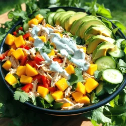 Making a mango chicken salad is simple and fun. Let’s gather what you need to make this dish shine. Here’s the full list of ingredients: - 2 cups cooked chicken breast, shredded - 1 ripe mango, diced - 1 red bell pepper, diced - 1 cup diced cucumber - ½ red onion, finely chopped - ¼ cup fresh cilantro, chopped - ½ cup Greek yogurt - 2 tablespoons lime juice - 1 teaspoon honey - Salt and pepper to taste - 1 avocado, sliced (for garnish) - Mixed greens (for serving) Each ingredient plays a key role. The chicken gives protein, while the mango adds sweetness. The bell pepper and cucumber add crunch, and the onion brings a sharp bite. Greek yogurt acts as a creamy dressing, making everything feel rich without being heavy. Lime juice adds a zesty kick, and honey balances the flavors. Don’t forget the avocado! It adds creaminess and looks great on top. The mixed greens serve as a fresh base, making the dish feel light. This combination makes a colorful and tasty salad that everyone will love. Check out the full recipe for a step-by-step guide. Let's make your mango chicken salad shine! Start by gathering your ingredients. - Combine chicken, mango, bell pepper, cucumber, and onion. In a large bowl, mix the shredded chicken, diced mango, diced red bell pepper, diced cucumber, and chopped red onion. Use a spoon to blend them well. This mix looks colorful and fresh! - Prepare the creamy dressing. In a smaller bowl, whisk together the Greek yogurt, lime juice, honey, salt, and pepper. Whisk until smooth. This dressing adds a nice creaminess to the salad. - Toss the salad mixture with dressing. Pour the creamy dressing over the chicken and veggie mix. Gently toss everything together. Make sure every piece gets coated. This step makes the flavors come alive. - Fold in cilantro and adjust seasoning. Now, add the chopped cilantro. Fold it in carefully to keep the salad light. Taste your salad and add more salt or pepper if needed. The cilantro gives it a fresh kick! - Serve on greens with avocado garnish. Prepare a bed of mixed greens on a platter or individual plates. Spoon the mango chicken mixture on top. Finish with slices of avocado. This not only looks great but tastes amazing! For more detailed steps, check the full recipe. Enjoy your fresh and flavorful creation! Ensuring the best mango selection Pick a mango that is soft to the touch but not mushy. The color should be vibrant. Check for a sweet scent near the stem. This means it is ripe and ready to eat. Tips for shredding chicken effectively Use cooked chicken that is still warm. Warm chicken is easier to shred. Two forks work well for shredding. Simply pull apart the chicken into thin pieces. This ensures even mixing with other ingredients. Using fresh herbs for optimal flavor Always use fresh herbs in your salad. Fresh cilantro brightens the dish and adds a punch. You can also try basil or mint for a twist. Chop them finely to release their full flavor. Add them just before serving for the best taste. For more detailed cooking steps, check the Full Recipe. {{image_2}} You can make this mango chicken salad even more exciting with some easy swaps. If you want a different protein, try using tofu, shrimp, or chickpeas. These options add unique flavors and textures. Seasonal fruits can change the game too. Pineapple or apple can bring a sweet twist. Each fruit adds a nice contrast to the savory chicken. For dressings, feel free to explore different yogurt bases or vinegars. A coconut yogurt can give a tropical feel. Or, use apple cider vinegar for a tangy kick. Each choice changes the salad's flavor. These variations let you keep this dish fresh and fun. You can always find the perfect mix for your taste buds. For the full recipe, check out the Tropical Mango Chicken Salad. To keep your mango chicken salad fresh, you need to store it right. First, use an airtight container. This helps keep the flavors locked in and prevents it from getting stale. How to store leftovers properly If you have leftovers, scoop them into your airtight container. Make sure to keep the salad and the dressing separate if possible. This way, the greens stay crisp, and the flavors stay fresh. Shelf life in the refrigerator In the fridge, the salad lasts about three days. After that, the quality drops. Check for any changes in smell or texture before eating leftovers. Freezing options for longer storage You can freeze the chicken salad if you want to keep it longer. However, I recommend freezing only the chicken and mango mixture. Avoid freezing the greens and dressing. They don't hold up well. When ready to eat, thaw the mixture in the fridge overnight. Then, mix it with fresh greens and dressing just before serving for the best taste. Remember, proper storage keeps your mango chicken salad tasting great for longer! For the full recipe, check out the Tropical Mango Chicken Salad. Can I make this salad ahead of time? Yes, you can make this salad a day ahead. Just keep the dressing separate. This helps keep the salad fresh and crisp. When ready to serve, mix everything together. Is it possible to add nuts or seeds for crunch? Absolutely! Adding nuts like almonds or seeds like sunflower seeds works great. These add a nice crunch and extra flavor. You can sprinkle them on top right before serving. What are some pairings or sides to serve with it? This salad pairs well with rice or quinoa. You can also serve it with tortilla chips for a fun crunch. A light soup or fruit salad make great sides too. What are the nutritional benefits of mango chicken salad? Mango chicken salad is packed with nutrients. It offers lean protein from chicken, vitamins from mango, and fiber from veggies. Greek yogurt adds probiotics for gut health. This salad is a healthy choice! For the complete recipe, check out the Full Recipe. This mango chicken salad combines fresh ingredients for a tasty dish. You learned to prepare it in easy steps. Remember to choose ripe mangoes and fresh herbs for the best flavor. You can also switch proteins or fruits for a fun twist. Store any leftovers correctly to enjoy later. With these tips, you can make a delightful salad that impresses anyone. Get creative and enjoy your meal!