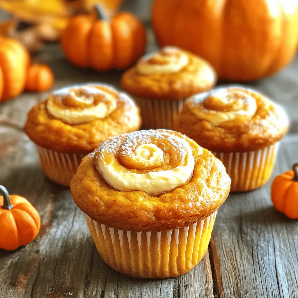 To make Pumpkin Cream Cheese Muffins, you need the following ingredients: - 1 ½ cups all-purpose flour - 1 teaspoon baking powder - 1 teaspoon baking soda - ½ teaspoon salt - 1 teaspoon ground cinnamon - ½ teaspoon ground nutmeg - ½ cup granulated sugar - ½ cup brown sugar, packed - ½ cup vegetable oil - 3 large eggs - 1 cup canned pumpkin puree - 1 teaspoon vanilla extract - 4 oz cream cheese, softened - 1 tablespoon powdered sugar - 1 teaspoon vanilla extract (for cream cheese filling) These simple ingredients blend to create a warm and cozy flavor. The pumpkin puree gives the muffins a soft texture. The cream cheese filling adds a rich surprise in every bite. When baking, precise measurements are key. Here are some tips: - Cups to grams: 1 cup of all-purpose flour is about 120 grams. - Teaspoons to tablespoons: 1 tablespoon equals 3 teaspoons. - Fluid ounces to cups: 8 fluid ounces equal 1 cup. If you want to double the recipe, just multiply each ingredient by two. Keep a conversion chart handy for quick reference. You can easily adapt this recipe for different diets: - Gluten-free: Use a gluten-free flour blend. Check that it has xanthan gum for structure. - Vegan: Replace eggs with flax eggs (1 tablespoon of flaxseed meal with 2.5 tablespoons of water per egg). Use a non-dairy cream cheese for the filling. - Sugar-free: Try using a sugar substitute like erythritol or stevia. Adjust the amounts as needed. These changes can help everyone enjoy these delightful muffins. You can find the full recipe to guide you through the steps. First, preheat your oven to 350°F (175°C). This helps the muffins bake evenly. Line your muffin tin with paper liners or grease it with cooking spray. This step keeps the muffins from sticking. In a medium bowl, whisk together the dry ingredients. Combine 1 ½ cups flour, 1 teaspoon baking powder, 1 teaspoon baking soda, and ½ teaspoon salt. Add 1 teaspoon ground cinnamon and ½ teaspoon ground nutmeg. Mix well until everything is blended. In a large bowl, mix the granulated sugar and brown sugar with ½ cup vegetable oil. Keep stirring until smooth. Next, add 3 large eggs one at a time. Then, stir in 1 cup canned pumpkin puree and 1 teaspoon vanilla extract. Make sure everything is well combined. Now it’s time to put it all together. Carefully fold the dry mixture into the wet mixture. Do this slowly to avoid overmixing. In a small bowl, blend 4 oz softened cream cheese with 1 tablespoon powdered sugar and 1 teaspoon vanilla extract. Fill each muffin cup halfway with the pumpkin batter. Add about a teaspoon of the cream cheese mix in the center. Top with more pumpkin batter, covering the cream cheese. Place the muffin tin in the preheated oven. Bake for 20-25 minutes. Check if they are done by inserting a toothpick in the center. If it comes out clean, they are ready. Let the muffins cool in the pan for about 10 minutes. Then, transfer them to a wire rack to cool completely. You can find the full recipe [here]. To make the best pumpkin cream cheese muffins, follow these simple tips: - Measure your flour correctly. Use a spoon to scoop it, then level it off. - Use fresh pumpkin puree for a rich flavor. Canned works too, but fresh shines. - Make sure your eggs are at room temperature. This helps the batter mix well. - Don’t skip the spices! They add warmth and depth to your muffins. Overmixing can lead to tough muffins. Here’s how to prevent that: - Mix wet and dry ingredients separately first. - When combining, fold gently using a spatula. Stop mixing as soon as you see no dry flour. - A few lumps are okay! They won’t hurt the muffins. To keep your muffins fresh, try these storage tips: - Let the muffins cool completely before storing. - Place them in an airtight container at room temperature. They last up to three days. - For longer storage, freeze them. Wrap each muffin in plastic wrap and place in a freezer bag. They can last for three months! - Thaw at room temperature or warm in the oven before serving. For the full recipe, check the complete guide above. {{image_2}} You can make these muffins gluten-free. Use a gluten-free flour blend instead of all-purpose flour. This swap keeps the texture light and fluffy. Be sure to check the label. Some blends work better than others. Also, add a bit of xanthan gum if your mix doesn’t include it. This helps bind the muffins. To make vegan muffins, swap eggs with flax eggs. Mix one tablespoon of ground flaxseed with three tablespoons of water. Let it sit for a few minutes until it thickens. Replace cream cheese with a vegan cream cheese. Use plant-based milk and oil in place of dairy. You can still enjoy the same rich flavors! You can reduce sugar in the recipe for a healthier treat. Use half the amount of granulated and brown sugar. Try natural sugar substitutes like stevia or monk fruit. These options keep the muffins sweet without the extra calories. Adjust the amount based on your taste. Remember, the cream cheese filling can also be made with sugar alternatives. For the full recipe, you can check the recipe section above. For a lovely touch, you can dust your muffins with powdered sugar. This simple step adds a sweet look. If you want more flavor, try a cream cheese glaze. To make it, mix cream cheese, powdered sugar, and a bit of milk until smooth. Drizzle it on top. Your muffins will look great and taste even better! These muffins go well with many drinks. Enjoy them with a hot cup of coffee. The warm flavors of pumpkin and spices blend nicely with coffee's rich taste. You can also pair them with tea. A spiced chai or herbal tea brings out the pumpkin's warmth. Try both options to find your favorite! Pumpkin cream cheese muffins shine at fall gatherings. Serve them at parties or family dinners. They make a great treat for Halloween or Thanksgiving. Place them on a festive platter with mini pumpkins for fun decor. Guests will love this cozy touch. You can also pack them as treats for school lunches. They’re a sweet surprise that kids will enjoy! Yes, you can freeze Pumpkin Cream Cheese Muffins. First, let them cool completely. Wrap each muffin in plastic wrap. Then, place them in a freezer bag or container. They can last for up to three months in the freezer. When you’re ready to eat one, just thaw it in the fridge overnight or warm it in the microwave for a few seconds. To make the muffins less sweet, reduce the sugar amounts. You can cut down both the granulated and brown sugar by half a cup. Alternatively, you can use unsweetened applesauce as a substitute for some of the sugar. This change keeps the muffins moist without adding extra sweetness. Store leftover muffins in an airtight container at room temperature. They stay fresh for about three days this way. For longer storage, keep them in the fridge for up to a week. If you want to enjoy them later, freezing is a great option. Just remember to wrap them well. Yes, you can substitute the cream cheese filling. Use Greek yogurt or ricotta cheese for a lighter option. You can also mix in some pumpkin puree with these alternatives for added flavor. This change keeps that creamy texture while offering a different taste. For a dairy-free option, try a vegan cream cheese. In this post, we explored how to make delicious pumpkin cream cheese muffins. We covered key ingredients, tips for the best results, and even dietary options. Remember, achieving the perfect muffin takes practice. Use the measurement tips and storage advice for great taste every time. Try the variations to suit your needs and impress at gatherings. Enjoy your baking journey!