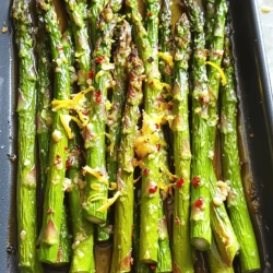 To make Lemon Garlic Roasted Asparagus, gather these items: - 1 pound fresh asparagus, trimmed - 3 tablespoons olive oil - 4 cloves garlic, minced - Zest of 1 lemon - Juice of 1 lemon - 1 teaspoon salt - ½ teaspoon freshly ground black pepper - ¼ teaspoon red pepper flakes (optional) - Grated Parmesan cheese for garnish (optional) If you have dietary needs, you can still enjoy this dish. Here are some easy swaps: - Use avocado oil instead of olive oil for a nut-free option. - Skip the cheese to make it dairy-free. - If you cannot have garlic, try shallots for a milder flavor. - You can replace asparagus with green beans or broccoli if needed. Using fresh ingredients makes a huge difference in flavor. Fresh asparagus has a bright green color and a crisp texture. It brings life to your dish. Fresh garlic adds a strong taste and aroma. The zest from a real lemon gives a burst of flavor that bottled juice can't match. When you use fresh, you get more nutrients too. This dish shines when you choose the best ingredients. It transforms a simple side into a gourmet experience. For the full recipe, check out the Lemon Garlic Roasted Asparagus instructions. Start with fresh asparagus. Look for firm, green spears with tight tips. Trim about an inch off the bottom. This helps remove tough ends. Rinse the asparagus under cold water. Pat them dry with a clean towel. Make sure they are dry to help the oil stick better. In a large bowl, add the trimmed asparagus. Pour in three tablespoons of olive oil. Toss the asparagus to coat each spear evenly. Next, add four minced garlic cloves. Zest one lemon and add the zest to the bowl. Squeeze the juice of the lemon over the asparagus. Then, sprinkle in one teaspoon of salt, half a teaspoon of black pepper, and red pepper flakes if you like a kick. Mix everything well to ensure the asparagus is full of flavor. Preheat your oven to 400°F (200°C). Spread the seasoned asparagus on a baking sheet lined with parchment paper. Make sure they are in a single layer. This helps them roast evenly. Place the sheet in the oven and roast for about 15 to 20 minutes. Toss them halfway through for even cooking. They are ready when they are tender and lightly browned. Once done, let them cool for a minute. If you like, sprinkle grated Parmesan cheese on top before serving. For the full recipe, check the details above. To find the best asparagus, look for bright green color. The stems should be firm and not limp. Choose spears with tight tips, as they indicate freshness. If you see any yellowing, skip it. Fresh asparagus has a sweet smell, which is a good sign. To get even roasting, spread the asparagus in a single layer. Avoid crowding the pan; this helps the heat circulate. Toss the asparagus halfway through cooking to brown all sides. If you want extra crispiness, increase the oven temp slightly for the last few minutes. You can change the flavors to suit your taste. Want more lemon? Add extra zest or juice. Prefer a spicy kick? Increase the red pepper flakes. If you like cheese, sprinkle on more Parmesan. Taste as you go to find your perfect balance. Try the full recipe for a delicious guide! {{image_2}} You can take Lemon Garlic Roasted Asparagus to new heights. Try adding herbs like thyme or rosemary. These herbs give a fresh taste and aroma. You can also use spices like cumin or paprika. They add warmth and a little kick. Don't be afraid to experiment! Use what you have at home. Mix and match to find your favorite flavor. Roasting asparagus is great, but other methods are fun too. Grilling adds a smoky flavor. Brush the asparagus with olive oil and grill over medium heat. Cook for about 5-7 minutes until tender. Sautéing is quick and easy. Heat some oil in a pan, toss in the asparagus, and cook for 3-5 minutes. Both methods keep the asparagus crisp and bright. Asparagus pairs well with many dishes. Serve it with lemony chicken or fish for a light meal. It also goes great with pasta. Toss it with some noodles and olive oil. For a heartier option, try serving it with quinoa or rice. These sides add texture and flavor, making your meal complete. For more ideas, check out the Full Recipe for Lemon Garlic Roasted Asparagus. After you enjoy Lemon Garlic Roasted Asparagus, store any leftovers quickly. Place the cooled asparagus in an airtight container. This keeps them fresh and tasty. You can keep them in the fridge for up to three days. If you wait longer, they may lose flavor and texture. To reheat the asparagus, use the oven for the best results. Preheat it to 350°F (175°C). Place the asparagus on a baking sheet. Heat for about 10 minutes. This method keeps them crispy. You can also use a skillet over medium heat. Just toss them gently for a few minutes. Avoid using the microwave. It can make the asparagus soggy. If you want to save the asparagus for later, freezing is a great option. First, blanch the asparagus in boiling water for two minutes. Then, quickly chill them in ice water. Drain and dry them well. Next, place the asparagus in freezer bags. Remove as much air as possible before sealing. They can last up to six months in the freezer. When ready to use, just thaw and reheat. Enjoy the fresh taste of your Lemon Garlic Roasted Asparagus later! Yes, you can prepare this dish ahead of time. Cook the asparagus as directed in the Full Recipe. Let it cool and store in an airtight container. Keep it in the fridge for up to three days. To reheat, place it in the oven at 350°F (175°C) for about 10 minutes. This will keep it warm and tasty. Asparagus is a superfood packed with nutrients. It is low in calories and high in vitamins. It contains vitamin K, which helps with bone health. Asparagus also has fiber, aiding in digestion. This veggie is rich in antioxidants, which fight free radicals. Plus, it has folate, important for cell health and growth. Perfectly cooked asparagus is tender yet still crisp. You can test this by piercing a spear with a fork. If it goes in easily but still has some firmness, it's just right. The color should turn bright green, and you may see slight browning. Avoid overcooking, as it can become mushy and lose its flavor. In this blog post, we explored the ingredients needed for a tasty asparagus dish. We discussed fresh ingredients, substitutions, and detailed step-by-step instructions for perfect preparation. I shared tips for selecting the best asparagus and how to adjust flavors. There are many fun ways to enjoy asparagus, including different cooking methods and side dishes. Remember to store leftovers correctly to keep them fresh. With these insights, you can make delicious asparagus every time. Enjoy your cooking!