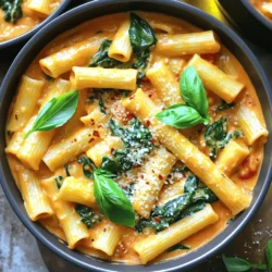 For this creamy tomato pasta, you need some key items: - 12 oz (340g) pasta: Choose either penne or fusilli. They hold sauce well. - 1 can (14 oz) crushed tomatoes: This gives the dish a rich base. - 1 small onion: Finely chopped, it adds sweetness and depth. - 3 cloves garlic: Minced for a fragrant touch. - 2 cups vegetable broth: Keeps it flavorful and hearty. - 1 cup heavy cream: Or use coconut milk for a lighter option. - 1 cup fresh spinach: Chopped, it adds color and nutrition. Flavor comes from the right herbs and spices. You’ll want: - 1 teaspoon dried basil: It brings warmth and earthiness. - 1 teaspoon dried oregano: Adds a classic Italian taste. - 1/4 teaspoon red pepper flakes: Optional, for a little kick. - Salt and pepper: Essential for balancing flavors. Garnishes make the dish pop! Use: - Fresh basil leaves: Add a fresh touch on top. - Grated Parmesan cheese: Sprinkle it on for extra creaminess. For the full recipe, check out the One-Pot Creamy Tomato Pasta! Start by heating olive oil in a large pot over medium heat. Add the finely chopped onion. Sauté for about 3-4 minutes. You want the onion to turn soft and clear. Next, add the minced garlic and, if you like a little heat, the red pepper flakes. Cook for one more minute. The garlic should smell nice but not burn. Now, pour in the crushed tomatoes and vegetable broth. Stir everything together. Bring the mix to a gentle simmer. This step builds a rich flavor base for your pasta. Once the base simmers, it's time to add the pasta. I prefer penne or fusilli for this dish. Make sure the pasta is submerged in the liquid. Cook according to the package instructions, usually about 10-12 minutes. Stir every few minutes to keep the pasta from sticking. Keep an eye on the pasta. You want it to be al dente, meaning it should still have a slight bite. This gives the dish a nice texture. After the pasta is ready, lower the heat. Stir in the heavy cream or coconut milk. This makes the dish creamy and rich. Add the dried basil, oregano, salt, and pepper to taste. Mix well to ensure all flavors blend. Next, toss in the fresh spinach. Cook for another 2-3 minutes, just until the spinach wilts. This adds color and nutrients. Remove the pot from heat and let it sit for a couple of minutes. This helps the sauce thicken a bit. Now, you have a delicious One-Pot Creamy Tomato Pasta! Serve it hot, garnished with fresh basil leaves and some grated Parmesan cheese if you like. Enjoy this easy recipe delight! To make your pasta creamy, you can adjust the liquid. Use heavy cream for a rich taste. If you want a lighter option, try coconut milk. Both give a smooth finish. When storing leftovers, keep them in an airtight container in the fridge. For reheating, add a splash of broth or water. This helps the pasta regain its creamy texture. Want more flavor? Add herbs like thyme or parsley. You can also try a pinch of smoked paprika for a warm taste. Don't forget to season well. A good balance of salt and pepper makes a big difference. Taste as you go to find what suits your palate. You can use any pasta shape you like. Penne and fusilli work great, but spaghetti or shells can be fun too. If you're short on time, try an Instant Pot. Cook the pasta with broth for about 5 minutes. For a slow cooker, mix all ingredients and cook on low for 4-6 hours. This makes the flavors blend beautifully. For the full recipe, check out the One-Pot Creamy Tomato Pasta. {{image_2}} You can make your creamy tomato pasta heartier by adding protein. Here are some options: - Chicken: Cook diced chicken in the pot before adding other ingredients. This adds flavor and protein. - Shrimp: Add shrimp just a few minutes before the pasta is done. They cook quickly and add a nice touch. - Tofu: For a vegetarian option, use firm tofu. Sauté it until golden for extra flavor. These choices let you customize your meal based on what you like or have on hand. Adding veggies boosts nutrition and flavor. Here are some great swaps: - Leafy greens: Kale works well. Just chop it and add it with the spinach. It wilts nicely and adds a rich taste. - Bell peppers: Dice them and add when you sauté the onion. They bring color and sweetness. - Mushrooms: Slice them and cook with the onions. They add a savory depth to the dish. Feel free to mix and match veggies based on your preference. Spice up the sauce with these easy changes: - Lemon zest: Add it at the end for a bright, fresh flavor. It makes the dish feel lighter. - Spicy peppers: If you like heat, try serrano or jalapeño. Add them with the garlic for a kick. These variations keep the dish exciting and new each time you make it. For the full recipe, check out the One-Pot Creamy Tomato Pasta. To store your One-Pot Creamy Tomato Pasta, let it cool first. Place leftovers in an airtight container. Glass or BPA-free plastic containers work well. Make sure to keep it sealed tight to avoid moisture loss. You can enjoy it cold or reheat it later. You can freeze this dish for later use. First, cool the pasta completely. Then, transfer it to a freezer-safe container. Leave some space at the top, as the pasta will expand when frozen. To reheat, thaw it overnight in the fridge. You can heat it on the stove or in the microwave. Add a splash of broth or cream to keep it creamy. In the fridge, your pasta lasts about 3 to 5 days. In the freezer, it can stay good for up to 2 to 3 months. After that, the taste may change, but it is usually still safe to eat. Always check for any signs of spoilage before enjoying your leftovers. For this dish, I recommend using penne or fusilli. They hold sauce well and cook evenly. You can also try farfalle or rigatoni for fun shapes. Each type of pasta gives a unique texture to your meal. Yes, you can easily make this dish vegetarian or vegan. Swap heavy cream for coconut milk or any plant-based cream. Use vegetable broth for a great flavor. Just skip the cheese or use a dairy-free option to keep it vegan. Cooking One-Pot Creamy Tomato Pasta takes about 25 minutes. You’ll spend around 10 minutes prepping the ingredients. Cooking the pasta takes about 10-12 minutes. The rest of the time is for mixing in the cream and spinach. A common mistake is overcooking the pasta. Keep an eye on the cooking time and taste for doneness. Another mistake is not seasoning enough. Always taste as you go to ensure a nice flavor balance. Yes, you can prepare this dish in advance. Cook it and let it cool, then store it in an airtight container. It stays good in the fridge for about three days. Reheat on the stove, adding a splash of broth to keep it creamy. Check the [Full Recipe] for detailed steps. In this blog post, we explored how to make One-Pot Creamy Tomato Pasta. We covered essential ingredients, from pasta choices to dairy options, and key seasonings like basil and oregano. We also shared step-by-step instructions for prepping the base, cooking the pasta, and adding final touches. Remember the helpful tips for enhancing flavor and perfecting creaminess, plus delicious variations. Store leftovers correctly to enjoy later. With this guide, you have all the tools to create a tasty meal that fits your needs. Enjoy your cooking adventure!