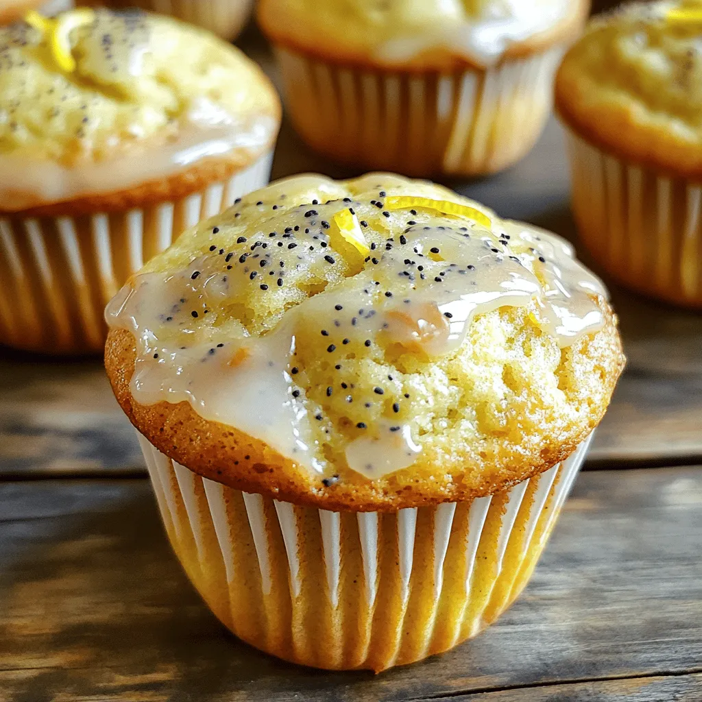 The right ingredients make all the difference in your lemon poppyseed muffins. Here's what you'll need: - 1 ½ cups all-purpose flour - ½ cup granulated sugar - 2 teaspoons poppy seeds - 1 tablespoon baking powder - ½ teaspoon salt - 1 large egg - ½ cup plain Greek yogurt - ⅓ cup vegetable oil - 2 tablespoons fresh lemon juice - Zest of 1 lemon - ½ teaspoon vanilla extract - Optional: Glaze (1 cup powdered sugar + 2 tablespoons lemon juice) Each ingredient plays a role. The flour gives structure. Sugar adds sweetness. Poppy seeds provide a fun crunch. Baking powder helps the muffins rise. The egg binds everything together, while yogurt keeps them moist. Lemon juice and zest give that bright, fresh flavor that makes these muffins special. You might not have all these ingredients on hand. No worries! Here are some swaps you can try: - For all-purpose flour, you can use whole wheat flour for more fiber. - If you want less sugar, try using honey or maple syrup. Adjust the liquid in the recipe. - Instead of Greek yogurt, sour cream or dairy-free yogurt works well. - Use melted coconut oil or canola oil in place of vegetable oil. These swaps can change the taste a bit, but they can still be delicious! Choosing fresh ingredients is key to great muffins. Here are my tips: - Flour: Check the expiration date. Fresh flour makes a big difference. - Lemon: Look for firm lemons that feel heavy for their size. Bright yellow skin means good flavor. - Poppy Seeds: Buy from a store with high turnover. Fresh seeds have more flavor. - Yogurt: Pick a brand with no added sugar. This keeps the muffins from getting too sweet. Taking the time to select fresh ingredients will help you create the best lemon poppyseed muffins. For the full recipe, check out the earlier section! To start, preheat your oven to 350°F (175°C). This step helps the muffins bake evenly. While it warms up, line a muffin tin with paper liners or grease it with cooking spray. This keeps the muffins from sticking. In a large mixing bowl, combine the flour, sugar, poppy seeds, baking powder, and salt. Whisk them together until they mix well. In another bowl, beat the egg. Then add the Greek yogurt, vegetable oil, lemon juice, lemon zest, and vanilla extract. Stir until smooth and creamy. Next, pour the wet ingredients into the dry ones. Use a spatula to gently mix until just combined. It’s okay to have some lumps. Overmixing can make the muffins tough. Now, spoon the batter into the prepared muffin tin. Fill each cup about ¾ full. This gives room for the muffins to rise. Place the muffin tin in the preheated oven. Bake for 18-20 minutes. To check for doneness, insert a toothpick into the center of a muffin. If it comes out clean, they are ready. Once baked, let the muffins cool in the tin for 5 minutes. Then, transfer them to a wire rack. This helps them cool completely and keeps them fluffy. If you want to add a glaze, mix the powdered sugar with lemon juice in a small bowl. Stir until smooth. Once the muffins cool, drizzle the glaze over each muffin. This adds a sweet finish and enhances the lemon flavor. For the full recipe, refer to the [Full Recipe]. Enjoy your delicious lemon poppyseed muffins! To make your lemon poppyseed muffins fluffy, follow these tips: - Measure flour correctly: Use the spoon and level method. Scoop flour into a cup, then level it off with a knife. This keeps your muffins light. - Mix wet and dry separately: Always mix your wet ingredients in one bowl and dry in another. This helps with even mixing. - Don't overmix: Stir the batter until just combined. Lumps are okay. Overmixing makes your muffins tough. - Use room temperature ingredients: Let your egg and yogurt sit out for a bit. This helps them blend better. Many home cooks face some common pitfalls. Avoid these to ensure great muffins: - Skipping the zest: Lemon zest adds bright flavor. Don’t leave it out! - Using old baking powder: Check the date on your baking powder. Old powder won't make your muffins rise. - Overfilling muffin cups: Fill them only ¾ full. Overfilling can cause them to spill over and become flat. - Not testing for doneness: Always check with a toothpick. If it comes out clean, your muffins are ready. A few handy tools make the process easier and more fun: - Muffin tin: A standard 12-cup muffin tin is ideal for this recipe. - Mixing bowls: Use both large and medium bowls to mix wet and dry ingredients separately. - Whisk: A good whisk helps blend ingredients smoothly. - Spatula: A rubber spatula gently folds the mixture without overmixing. - Cooling rack: This lets your muffins cool evenly and stay fluffy. With these tips and tricks in mind, you are well on your way to baking delightful lemon poppyseed muffins. For the full recipe, check out the section above. Happy baking! {{image_2}} You can switch up the flavors in your lemon poppyseed muffins. Try adding berries for a fruity twist. Blueberries or raspberries blend well with lemon. You can also stir in some chopped nuts, like walnuts or almonds, for crunch. If you want a tropical vibe, add shredded coconut to the batter. These flavors make the muffins unique and fun! Want to make gluten-free muffins? It's easy! Use a gluten-free flour blend instead of all-purpose flour. Many blends work well for baking. Just check the package for the right measurements. You might also add a bit of xanthan gum to help with texture. This will keep your muffins light and fluffy, just like the original. If you prefer vegan muffins, you can make some simple swaps. Replace the egg with a flax egg. To make a flax egg, mix 1 tablespoon of ground flaxseed with 2.5 tablespoons of water. Let it sit for a few minutes to thicken. You can also swap Greek yogurt with a plant-based yogurt. This keeps your muffins moist and delicious while staying vegan. Look for coconut or almond yogurt for extra flavor. For sweetness, you can use maple syrup or agave nectar instead of sugar. Check out the Full Recipe for all the details on making these tasty muffins! To store your lemon poppyseed muffins, let them cool completely first. Place them in an airtight container. This keeps them fresh and moist. You can also wrap them in plastic wrap if you prefer. Always store them at room temperature for a quick snack. If you want to save some muffins for later, freezing is a great option. First, let the muffins cool down. Then, wrap each muffin tightly in plastic wrap. After that, place them in a freezer-safe bag. Remove as much air as possible before sealing. You can freeze them for up to three months. Lemon poppyseed muffins stay fresh for about three days at room temperature. If you refrigerate them, they can last up to a week. To reheat, simply place a muffin in the microwave for about 15 to 20 seconds. You can also warm them in the oven at 350°F (175°C) for about five minutes. This makes them taste just as fresh as when you baked them. For a little extra zing, drizzle on some glaze before serving for that extra burst of flavor! Enjoy your muffins any time you want! For the full recipe, check out the steps above. Lemon poppyseed muffins stay fresh for about three days at room temperature. Store them in an airtight container. If you want them to last longer, keep them in the fridge. They can stay good for up to a week that way. For even longer storage, you can freeze them. Just wrap them well in plastic wrap and place them in a freezer bag. They can last up to three months in the freezer. Yes, you can use a different sweetener in this recipe. If you prefer to avoid granulated sugar, try using honey or maple syrup. Keep in mind that liquid sweeteners might change the texture a bit. If you use honey or maple syrup, you may need to reduce the amount of liquid in the recipe. A good rule is to use about ¾ cup of liquid sweetener for every cup of sugar. This makes it a little sweeter and adds a nice flavor. If you don't have Greek yogurt, you can use regular yogurt. It will still work great. You can also use sour cream if you have that on hand. Both options give you a nice moist muffin. For a dairy-free option, try using unsweetened applesauce or a plant-based yogurt. These will keep your muffins fluffy and tasty. Lemon poppyseed muffins are simple and fun to make. We covered the key ingredients, how to prepare the batter, and ways to bake them perfectly. You learned tips for fluffiness and avoiding common mistakes. There are also great variations for gluten-free and vegan diets. Lastly, we discussed storage tips for fresh muffins. Use this knowledge to create tasty muffins. Enjoy baking and sharing them with others!