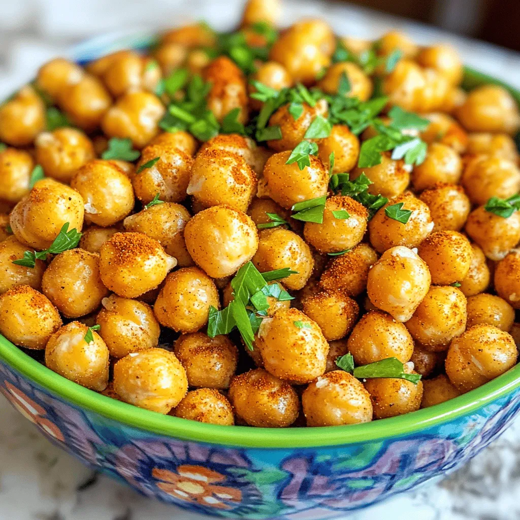 - 1 can (15 oz) chickpeas, drained and rinsed - 1 tablespoon olive oil - 1 teaspoon garlic powder - 1 teaspoon smoked paprika - 1 teaspoon ground cumin - 1/2 teaspoon cayenne pepper (optional for spice) - Salt and pepper to taste - Fresh parsley, chopped - Air fryer - Mixing bowl - Colander - Paper towels Gather these ingredients to make your crispy air fryer chickpeas. The chickpeas are the star here, bringing protein and fiber to the mix. Olive oil helps them crisp up nicely. The seasonings add flavor that makes each bite delicious. Don't skip the salt and pepper; they enhance all the other tastes. Optional garnishes like fresh parsley add a nice touch, making the dish look great. You will need an air fryer for the perfect texture. A mixing bowl is essential for tossing the chickpeas with oil and spices. Use a colander to rinse the chickpeas well. Finally, paper towels help dry them before cooking. This prep ensures your chickpeas turn out crispy and tasty. For the full recipe, check out the details I provided. - Preheat your air fryer to 400°F (200°C). - Open the can of chickpeas and drain them well. - Rinse the chickpeas in a colander to remove any canning liquid. - Use a paper towel to pat the chickpeas dry. This step helps them get crispy. - In a mixing bowl, add the dried chickpeas. - Pour in 1 tablespoon of olive oil. - Add 1 teaspoon of garlic powder, smoked paprika, and ground cumin. - If you like spice, add 1/2 teaspoon of cayenne pepper. - Sprinkle with salt and pepper to taste. - Toss everything together until the chickpeas are well-coated. - Place the chickpeas in the air fryer basket in a single layer. - Make sure they are not overcrowded for even cooking. - Air fry for 15-20 minutes. - Shake the basket halfway through to help them cook evenly. - Check for crispiness; they should be golden brown and crunchy. - When done, take them out and let them cool for a few minutes. - If you want, garnish with chopped fresh parsley before serving. Enjoy these crispy air fryer chickpeas as a snack or a salad topping! You can find the Full Recipe for exact details. To get that crispy texture, start by drying the chickpeas well. After rinsing them, use a paper towel to pat them dry. This step is key. Any extra moisture will make them soggy. Next, set your air fryer to 400°F (200°C). This high heat helps the chickpeas crisp up nicely. Cooking times can change based on your air fryer model. Some air fryers cook faster than others. Start with 15 minutes, then check for doneness. You want them golden brown and crunchy. If they need more time, add a few extra minutes. Always shake the basket halfway through to cook evenly. You can customize the flavors to fit your taste. For a spicy kick, add more cayenne or try red pepper flakes. If you prefer sweet, mix in cinnamon and a touch of sugar. The beauty of this recipe is its versatility. Experiment with your favorite spices to find your perfect blend. {{image_2}} You can spice up your crispy chickpeas in fun ways. For a spicy kick, add extra cayenne or red pepper flakes. This will make your snack fire up your taste buds. If you prefer a sweet treat, mix in some cinnamon and sugar. This will give you a nice contrast to the savory flavor. You can also play with the oils you use. Try avocado or coconut oil instead of olive oil. Each oil adds a unique taste. If you want to switch things up even more, swap chickpeas for other legumes like black beans. This change keeps things interesting while still being healthy. These crispy chickpeas make a great snack. You can eat them right from the bowl. They also work well as a salad topper, adding extra crunch. If you're feeling creative, use them as a crunchy topping for soups. They add a nice texture and flavor to any dish. For the full recipe, click [Full Recipe]. To keep your crispy chickpeas fresh, cool them completely first. Place them in an airtight container. This helps maintain their crunchiness. Glass or plastic containers work well. Avoid using bags, as they can trap moisture. When reheating, you want the chickpeas to stay crispy. Use the oven for the best results. Preheat your oven to 350°F (175°C). Spread the chickpeas on a baking sheet and heat for 10 minutes. If you use a microwave, they may become soggy. So, stick with the oven for crunch. Crispy chickpeas can last up to one week in the pantry. If you store them in the fridge, they may last a few days longer. However, they taste best fresh. Enjoy your crispy air fryer chickpeas right after making them for the best flavor and texture. For the full recipe, check out the recipe section above. Yes, you can! If you don't have an air fryer, roast chickpeas in the oven. Preheat your oven to 400°F (200°C). Drain and dry the chickpeas as you would for the air fryer. Then, toss them with olive oil and spices. Spread them on a baking sheet in a single layer. Bake for about 30-40 minutes, stirring halfway through. This method also gives you a crunchy snack. Watch for a golden brown color. Perfectly cooked chickpeas will be crunchy. They should not be soft or soggy. When you shake the basket, they should rattle. If they are not crisp yet, keep cooking a few more minutes. Remember, cooling them helps them crisp up more. Crispy chickpeas taste great with many dips! Try hummus for a classic combo. You can also pair them with tzatziki for a refreshing taste. A spicy yogurt sauce adds a kick. For a sweet twist, serve them with a honey drizzle or maple syrup. The options are endless! Crispy chickpeas are a simple and tasty snack you can make at home. We covered the main ingredients, steps, and tips to achieve that perfect crunch. Remember, drying the chickpeas well is key for the best results. You can also explore various flavors and use different legumes for variety. Store your leftovers properly to keep them fresh. Enjoy experimenting with these tasty treats as snacks or toppings!