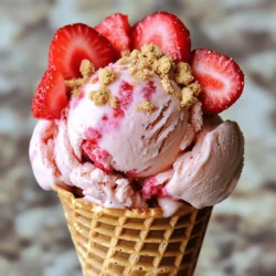 To make the best strawberry cheesecake ice cream, you need fresh, ripe strawberries. Choose 2 cups of strawberries that are bright red and sweet. These fruit gems bring a burst of flavor to your ice cream. You'll also need 8 ounces of cream cheese. Softened cream cheese gives the ice cream its creamy texture. For the base, gather 2 cups of heavy cream and 1 cup of whole milk. These ingredients make your ice cream rich and smooth. Add 1 teaspoon of pure vanilla extract for a sweet note. Lastly, you’ll need 1/2 cup of crushed graham crackers to mimic that cheesecake crust flavor. For sweetness, use 1 cup of granulated sugar, divided. This sugar helps balance the tartness of the strawberries. If you prefer a healthier option, try using honey or agave syrup. These can replace sugar in equal amounts. Keep in mind that using alternatives may change the texture slightly. Experiment to find what you like best. The quality of your cream cheese matters. A high-quality cream cheese makes your ice cream taste rich and luxurious. Look for cream cheese with a smooth texture and good flavor. Avoid low-fat or whipped cream cheese, as they can change the texture. Stick to full-fat cream cheese for the best results. It helps create a thick, creamy base that holds all the flavors together. For the full recipe, check out the instructions mentioned above. To make the strawberry mixture, start with 2 cups of fresh strawberries. First, hull and slice them. In a medium bowl, combine the strawberries, 1/4 cup of sugar, and 1 teaspoon of lemon juice. Mix everything well. Let this sit for about 30 minutes. This step helps the strawberries release their sweet juices. After 30 minutes, puree the mixture in a blender. You can leave some small pieces for texture if you want. Set this aside for later. Now, let’s work on the cream cheese base. In a large mixing bowl, beat 8 oz of softened cream cheese with the remaining 3/4 cup of sugar. Mix until it is smooth and creamy. Next, gradually add 2 cups of heavy cream, 1 cup of whole milk, and 1 teaspoon of pure vanilla extract. Keep mixing until everything is well combined. Gently fold in the pureed strawberries until the mixture is fully incorporated. Taste it! If you like it sweeter, add a bit more sugar. Finally, add a pinch of salt and fold in 1/2 cup of crushed graham crackers for that cheesecake crust flavor. Pour the ice cream mixture into an ice cream maker. Churn it according to the manufacturer's instructions until it reaches a soft-serve consistency. This usually takes about 20 to 25 minutes. Once done, transfer the ice cream into an airtight container. Freeze it for at least 4 hours or until it is firm. Before serving, let the ice cream sit out for a few minutes. This makes it easier to scoop. Enjoy your homemade strawberry cheesecake ice cream! For a full recipe, check the details above. To get that delightfully creamy texture in your strawberry cheesecake ice cream, follow these tips: - Use heavy cream and whole milk. These fats create a rich base. - Blend your cream cheese until smooth. This helps avoid lumps. - Chill your mixture before churning. A colder base churns better. - Don’t skip the salt. It enhances the flavors and balances sweetness. If you want to adjust the sweetness of your ice cream, try these methods: - Start with less sugar. You can always add more later. - Taste the mixture after adding strawberries. Adjust as needed. - Use different sweeteners. Honey or maple syrup can work well. - Remember, the ice cream tastes less sweet when frozen. Having the right tools makes a big difference. Here’s what you need: - An ice cream maker. It churns the mixture and adds air. - A blender or food processor. This purées the strawberries smoothly. - Mixing bowls in various sizes. They help organize your ingredients. - An airtight container. This keeps your ice cream fresh in the freezer. For the complete guide, check out the Full Recipe for Strawberry Cheesecake Ice Cream. {{image_2}} You can easily swap strawberries for other fruits. Try using blueberries, raspberries, or peaches. Each fruit will bring its own unique taste. Just remember to adjust the sugar based on the fruit's sweetness. For example, peaches may need a bit more sugar than strawberries. This keeps your ice cream balance just right. Mix-ins can elevate your strawberry cheesecake ice cream. Consider adding nuts, chocolate chips, or cookie pieces. These will give your ice cream a fun texture. You can mix in the ingredients right before you freeze the ice cream. This way, the mix-ins stay crunchy and add a delightful surprise in every bite. You can make this ice cream vegan or lactose-free with a few simple swaps. Use coconut cream instead of heavy cream. Replace cream cheese with a vegan cream cheese or cashew cream. For the milk, almond or oat milk works great. These options keep the creamy texture while catering to different diets. You can still enjoy a delicious treat without dairy! For the full recipe, check out the details above. To keep your strawberry cheesecake ice cream fresh, store it in an airtight container. This keeps out air and prevents ice crystals. Make sure to press a piece of plastic wrap against the ice cream's surface before sealing. This helps it stay creamy and smooth. Homemade ice cream lasts about two weeks in the freezer. For the best taste and texture, eat it within the first week. If you freeze it longer, it may lose flavor. Always freeze it at 0°F or lower for safe storage. Check for ice crystals forming on top; this means it has started to spoil. If you see a change in color or smell, it’s best to toss it. A grainy texture can also mean it’s time to say goodbye. Always trust your senses when deciding if it's still good. You can still make delicious ice cream without an ice cream maker. Just use a simple method. First, mix the cream cheese, heavy cream, milk, and vanilla until smooth. Then, fold in the strawberry puree and crushed graham crackers. Pour the mix into a freezer-safe bowl. Every 30 minutes, stir it for about 3 hours. This helps make your ice cream creamy and smooth. Yes, you can use frozen strawberries. They work well in this recipe. Just thaw them first and drain excess liquid. The flavor will still be great, but the texture may change slightly. Slicing and mixing with sugar will help bring out some sweetness. I love serving this ice cream in waffle cones or bowls. You can top it with fresh strawberry slices. A sprinkle of crushed graham crackers adds a nice crunch. For an extra touch, drizzle some chocolate or caramel sauce on top. You can find the full recipe for Strawberry Cheesecake Ice Cream in the earlier section. It will guide you through every step. Enjoy making this delightful dessert! You learned how to make delicious strawberry cheesecake ice cream with fresh ingredients. From preparing the berry mix to freezing the cream cheese base, each step is key. I shared tips for achieving a creamy texture and ways to customize the sweetness. You can explore variations by swapping fruits or adding crunch. Remember to store your ice cream correctly for the best taste. Enjoy this treat with friends or family, and don't hesitate to experiment. Homemade ice cream is both fun and rewarding!