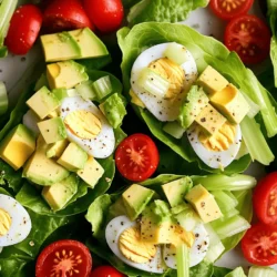 - 4 large hard-boiled eggs - 2 tablespoons Greek yogurt - 1 tablespoon Dijon mustard - 1 tablespoon fresh dill - 1/4 cup celery - 1/4 cup red bell pepper - Salt and black pepper - Sliced avocado - Cherry tomatoes - Cucumber slices - Romaine lettuce - Butter lettuce The main ingredients for Healthy Egg Salad Lettuce Wraps include hard-boiled eggs, Greek yogurt, and Dijon mustard. Each of these items serves a purpose. The eggs provide protein and texture. Greek yogurt adds creaminess while keeping it light. Dijon mustard gives a nice tang that balances the dish. For crunch, I add diced celery and red bell pepper. They not only taste good but also bring bright colors. You can season with salt and black pepper to make it pop. If you want to elevate your meal, consider optional toppings. Sliced avocado offers a rich flavor and smooth texture. Cherry tomatoes add a pop of sweetness, while cucumber slices give extra crunch. Lastly, choose the right lettuce. Romaine and butter lettuce work best for wraps. They are sturdy yet tender. You can use these leaves to hold the egg salad and toppings together. Enjoy creating these tasty wraps! You can find the complete recipe at the end of this section. - First, chop the hard-boiled eggs into small pieces. This helps them mix well. - Next, place the chopped eggs in a medium bowl. Add Greek yogurt and Dijon mustard. These ingredients make the salad creamy and tangy. - Now, add the chopped dill, celery, and red bell pepper. These veggies add crunch and flavor. - Season the mixture with salt and black pepper to taste. Adjust the seasonings based on your preference. - Take a lettuce leaf and spoon a good amount of the egg salad into the center. - If you like, add optional toppings such as sliced avocado or cherry tomatoes. This adds color and taste. - Finally, wrap the lettuce leaf around the filling like a taco. Enjoy your healthy egg salad lettuce wraps right away or chill them until serving. For the full recipe, check out the Healthy Egg Salad Lettuce Wraps section above. To make your egg salad creamy, adjust the amount of Greek yogurt you use. Start with two tablespoons, but feel free to add more if you like it creamier. I also recommend using a fork to mash the eggs. This method creates a smooth texture that blends well with the yogurt and mustard. You can enhance the flavor of your egg salad by adding spices. Try a dash of paprika or garlic powder for extra zest. Adding lemon juice brings a fresh taste that brightens the dish. Experiment with these flavors to find what you love most. You can prepare the egg salad in advance for quick meals. Just remember to keep the lettuce leaves separate until you are ready to serve. This step keeps them crisp and avoids sogginess. Store your egg salad in the fridge, and you will have a tasty meal ready to go. {{image_2}} You can easily change this recipe to fit your needs. If you want a vegan option, switch Greek yogurt for vegan mayo. This keeps the taste creamy and delicious. You can also add avocado for a richer, creamier mix. Avocado adds healthy fats and flavor, making your egg salad even better. Feel free to mix in different crunchy veggies. Radishes add a nice bite, and cucumbers bring a cool crunch. You can also toss in greens like spinach or kale. These greens boost the nutrition and color of your wraps. The more colors you use, the more vitamins you get! If you want more protein, add cooked chicken or turkey. This makes the meal heartier and great for lunch. For a plant-based twist, try tofu or chickpeas. Both options are rich in protein and make the dish filling. You can adjust the flavors to match your taste by adding spices or herbs. For the full recipe, check out the detailed instructions above. Store your egg salad in an airtight container. This keeps it fresh and safe to eat. I recommend consuming it within three days for the best taste. If you keep it longer, the flavors change, and it may spoil. Freezing egg salad is not a good idea. It can change the texture and taste. Instead, prepare fresh lettuce wraps as needed. This keeps your meal tasty and enjoyable. You can pair your egg salad with healthy dips or sides. Carrot sticks or hummus work well. Serve the wraps on a bed of greens for a colorful plate. It adds a nice touch and extra nutrients. For more ideas, check the Full Recipe. No, it is best to use hard-boiled eggs for safety. Raw eggs can carry germs like Salmonella. Cooking the eggs kills these germs and makes them safe to eat. Plus, hard-boiled eggs are easy to chop and mix into a salad. You can use cottage cheese or a dairy-free yogurt. Cottage cheese adds protein and a creamy texture. Dairy-free yogurt works well for those avoiding dairy. Both options will keep your egg salad tasty and healthy. You can serve the egg salad without any wraps or use low-carb lettuce options. Lettuce like iceberg or romaine has fewer carbs than bread. This keeps the meal light and fresh, perfect for a healthy diet. Yes, you can prepare the egg salad ahead of time. But, it’s best to assemble the wraps just before serving. This keeps the lettuce fresh and crisp. Enjoy your wraps at their best! For the full recipe, check out the section above. This blog post showed you how to make a tasty egg salad. We covered the main ingredients, step-by-step mixing, and the best lettuce to use. Remember, you can customize with toppings and different veggies. Storage tips help keep it fresh. With these simple steps, you can enjoy a healthy dish anytime. Try making it your own with fun variations and enjoy!