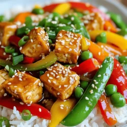 - 14 oz firm tofu, pressed and cubed - Vegetables: bell pepper, snap peas, carrot, green onions - Sauce components: soy sauce, honey (or maple syrup), sesame oil, rice vinegar The main star of this dish is firm tofu. I love using firm tofu because it holds its shape well. Pressing the tofu gets rid of extra water. This step makes the tofu crispier when cooked. I also like to cube it into bite-sized pieces. Next, the vibrant vegetables make this dish pop. I often choose bell peppers for sweetness and color. Snap peas add a nice crunch, while carrots give a slight earthiness. Green onions bring brightness and fresh flavor. The sauce is where the magic happens. I mix soy sauce with honey or maple syrup for sweetness. Sesame oil adds a rich, nutty taste. Rice vinegar gives a little tang, making everything work together. - Additional vegetables (e.g., broccoli, mushrooms) - Protein substitutions (e.g., tempeh, chicken) - Seasoning enhancements (e.g., chili flakes, lime juice) If you want to switch things up, consider adding more veggies. Broccoli and mushrooms are great choices. They add texture and flavor. For protein, tempeh or chicken work well if you prefer. They can replace the tofu while keeping the meal hearty. You can spice things up with chili flakes for heat. A squeeze of lime juice adds a refreshing twist. To start, you need to press the tofu. This step removes excess moisture. Place the tofu on a plate and cover it with another plate. Add something heavy on top, like a few cans. Let it press for 15-20 minutes. After that, cut the tofu into 1-inch cubes. Next, coat the tofu with cornstarch. In a bowl, sprinkle the cornstarch over the cubed tofu. Gently toss it so every piece is coated. This helps make the tofu crispy when you cook it. Heat 2 tablespoons of vegetable oil in a large skillet or wok over medium-high heat. Once the oil is hot, add the tofu cubes. Fry them until they turn golden brown on all sides. This should take about 5-7 minutes. Once done, take the tofu out and set it aside. In the same skillet, add the last tablespoon of oil. Toss in your sliced bell pepper, snap peas, and julienned carrot. Stir-fry these for about 3-4 minutes until they start to soften but still have some crunch. Add minced garlic and grated ginger to the pan. Cook for 1-2 more minutes until you smell their strong aroma. This step adds a lot of flavor to your dish. In a small bowl, whisk together the soy sauce, honey (or maple syrup), sesame oil, and rice vinegar. This sauce is what gives your dish its sticky, sweet flavor. Pour the sauce over the vegetables in the skillet. Stir everything together well. Now, return the golden tofu to the skillet. Toss it with the sauce and veggies to make sure everything is coated. Cook for an extra 2-3 minutes to heat it all through. Finally, sprinkle sesame seeds and chopped green onions on top. Season with salt and pepper to taste. For the full experience, serve this over steamed rice or quinoa. Enjoy your meal! To get crispy tofu, pressing it is key. Pressing removes extra water. This helps the tofu fry better. Use a heavy object like a cast iron pan. Let it press for about 15-20 minutes. After pressing, cut the tofu into cubes. Then, coat the cubes in cornstarch. This step adds a nice crunch. Fry the tofu at medium-high heat. Use enough oil to cover the pan. Cook the tofu for about 5-7 minutes. Turn it often until golden brown. This gives you that perfect crispy texture. Want to boost the taste? Try adding spices like chili flakes or garlic powder. Herbs like cilantro or basil can add freshness too. Adjusting sweetness is easy. Use more honey or maple syrup for a sweeter dish. If you prefer less sweetness, cut back on the syrup. Balance the saltiness by tasting as you go. Add a little soy sauce if needed. Serve your stir fry over rice or quinoa. This adds a nice base to soak up the sauce. For a pop of color, garnish with sesame seeds and chopped green onions. This not only looks good but also adds flavor. A colorful plate makes the meal more appealing and fun. Try to arrange the tofu and veggies nicely for a great finish. For the full recipe, check out the Sticky Sesame Tofu Stir Fry details. {{image_2}} If you want a gluten-free meal, use tamari instead of soy sauce. Tamari has a similar taste, and it works great. For vegetarians or vegans, you can swap honey for maple syrup. This change keeps the dish sweet without using animal products. To spice things up, add sriracha to the sauce for a sweet and spicy kick. You can also include bok choy or water chestnuts for extra crunch. These ingredients boost flavor and make the dish more exciting. You can also bake the tofu for a different texture. To do this, toss the cubed tofu in cornstarch, then spread it on a baking sheet. Bake at 400°F until golden, about 25 minutes. If you want a quicker method, try using an air fryer. Cook the tofu in the air fryer for about 15 minutes at 375°F. This method gives you crispy tofu with less oil. For the full recipe and more details, check out the Sticky Sesame Tofu Stir Fry recipe. To keep your sticky sesame tofu stir fry fresh, follow these steps: - Allow the dish to cool to room temperature. - Place leftovers in an airtight container. - Store in the fridge for up to three days. Using a glass or plastic container with a tight seal works best. Make sure to label the container with the date for easy tracking. If you want to keep your stir fry longer, freezing is a good option. Here's how to do it: - Cool the stir fry completely before freezing. - Portion it into freezer-safe bags or containers. - Remove as much air as possible before sealing. When you're ready to enjoy it, thaw in the fridge overnight. To reheat, warm it in a skillet over medium heat until heated through. You can also microwave it, stirring occasionally, until hot. This method helps keep the tofu's texture and flavor. Try to consume frozen stir fry within three months for the best taste. To make this dish gluten-free, use tamari instead of regular soy sauce. Tamari is a great option. It has a similar taste but does not contain wheat. Always check labels to ensure there are no hidden gluten ingredients. You can also use coconut aminos as a soy sauce alternative. This option is naturally gluten-free and adds a hint of sweetness. Yes, you can use other types of tofu, but firm tofu works best. Firm tofu holds its shape during cooking. Soft tofu may break apart easily in the stir fry. Silken tofu is even more delicate and not ideal for frying. If you want a creamier texture, consider adding soft tofu at the end, right before serving. This dish pairs well with several sides. Steamed rice is a classic choice. Quinoa also adds a nice, nutty flavor. You can serve it with noodles for a heartier meal. Try adding a simple green salad for freshness. Roasted vegetables can also complement the richness of the stir fry. Sticky Sesame Tofu Stir Fry lasts about 3 to 4 days in the fridge. Store it in an airtight container to keep it fresh. Reheat it in a pan to maintain texture. Avoid microwaving if you want to keep the tofu crispy. Enjoy it warm for the best flavor. This blog post covered how to make Sticky Sesame Tofu Stir Fry. We examined key ingredients, from tofu to sauce. Next, we outlined easy steps, ensuring crispy tofu and tasty vegetables. You learned tips and tricks for flavor and presentation. We explored variations for dietary needs and cooking methods. Finally, we shared storage and reheating advice. Now you can create a delicious meal that's simple and fun. Enjoy experimenting with your favorite ingredients!