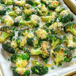 To make Crispy Parmesan Roasted Broccoli, you will need: - 1 large head of broccoli, cut into florets - 3 tablespoons olive oil - 1 teaspoon garlic powder - 1 teaspoon onion powder - 1/2 teaspoon red pepper flakes (optional) - Salt and pepper to taste - 1/2 cup grated Parmesan cheese - 1 tablespoon lemon zest - 1 tablespoon chopped fresh parsley (for garnish) This dish is not only tasty but also healthy. One serving has about: - Calories: 150 - Protein: 6g - Carbohydrates: 8g - Fat: 12g - Fiber: 3g The broccoli gives you vitamins C and K. The olive oil adds healthy fats. Parmesan cheese boosts flavor and protein. If you have allergies or dietary needs, here are some ideas: - Broccoli: You can use cauliflower or Brussels sprouts. - Olive Oil: Avocado oil or melted coconut oil works too. - Parmesan Cheese: Nutritional yeast is a great vegan option. - Red Pepper Flakes: Leave this out for a milder taste. These swaps help you enjoy the dish while fitting your needs. Start by washing the broccoli. Cut a large head of broccoli into small florets. Make sure the pieces are even in size. This helps them cook evenly. Next, dry the broccoli well with a towel. Excess water can make the broccoli soggy instead of crispy. In a large bowl, mix the broccoli florets with olive oil. Add three tablespoons of olive oil for the best flavor. Then, sprinkle in one teaspoon of garlic powder and one teaspoon of onion powder. If you like spice, add half a teaspoon of red pepper flakes. Season with salt and pepper to taste. Toss the broccoli until every piece is coated in oil and spices. Preheat your oven to 425°F (220°C). Line a baking sheet with parchment paper for easy cleanup. Spread the seasoned broccoli in a single layer on the baking sheet. Roast the broccoli for 15 minutes. After 15 minutes, take it out and sprinkle half a cup of grated Parmesan cheese on top. Return it to the oven for another 5 to 10 minutes. The broccoli should be tender, and the cheese must be golden and crispy. Once it’s done, add a tablespoon of lemon zest and chopped parsley for extra flavor. Enjoy this delicious side dish! To get that golden, crunchy texture, you need to space out your broccoli. If the florets touch, they will steam instead of crisp. Use a large baking sheet. I recommend preheating your oven to 425°F (220°C). This high heat helps the broccoli cook quickly and evenly. Remember to toss the broccoli in olive oil well. It helps the cheese stick and adds flavor. You can make this dish even tastier. Add lemon zest right before serving. It brightens the flavor. You can also mix in some red pepper flakes if you like spice. For a twist, try adding garlic or onion powder before roasting. Fresh herbs like parsley make a great garnish too. They add color and freshness. One mistake is using too much oil. Just enough will coat the broccoli well. Also, don’t skip the roasting time. Allowing it to roast for the full 20-25 minutes gives you the perfect crunch. Lastly, don’t forget to check if the cheese is golden before taking it out. If you skip this, you might miss that crispy topping. {{image_2}} You can easily change up this recipe. Adding more veggies makes it fun. Try mixing in bell peppers or carrots for color. You can also add chickpeas for protein. Just toss them in with the broccoli. This gives you a mix of flavors and textures. While Parmesan is tasty, other cheeses work well too. Try using Pecorino Romano for a sharper flavor. Or, go for cheddar for a creamier taste. Just remember to adjust the amount based on the cheese's strength. You can use less if it’s very strong. Want a vegan version? No problem! Skip the cheese and use nutritional yeast instead. It adds a cheesy flavor without any dairy. Just sprinkle it on right before roasting. You can also add a splash of lemon juice for extra zest. This way, you still get a flavor-packed dish without the cheese. To store any leftovers of your crispy Parmesan roasted broccoli, place it in an airtight container. Make sure the broccoli is completely cool before sealing it. If stored properly, it can last up to three days in the fridge. Keeping it airtight helps maintain its flavor and texture. When reheating, I recommend using an oven or an air fryer. Preheat your oven to 350°F (175°C). Spread the broccoli on a baking sheet and heat for about 10 minutes. This method keeps the broccoli crispy. If you use a microwave, it may turn soggy. If you prefer a quicker method, reheat in an air fryer for 5 minutes at 350°F. If you want to freeze the broccoli, it’s best to do so before cooking. Cut the florets and blanch them in boiling water for 2 minutes. Then, cool them in ice water. Drain and dry them well. Place in a freezer bag, removing as much air as possible. Frozen broccoli can last for up to 3 months. When you’re ready to cook, just roast it straight from the freezer, adding a few extra minutes to the cooking time. Yes, you can use frozen broccoli. However, fresh broccoli gives the best crunch. If you use frozen, thaw it first. Pat it dry with a towel to remove excess moisture. This helps the cheese get crispy. To add heat, mix in red pepper flakes. You can also use cayenne pepper for more spice. If you like a smoky flavor, try adding smoked paprika. Start with a little and taste as you go. This dish pairs well with many meals. Serve it alongside grilled chicken or fish. It also goes great with pasta or rice dishes. You can even enjoy it as a snack with a dip. This blog post covered the key points to make Crispy Parmesan Roasted Broccoli. We looked at ingredients, steps, and tips to help you prepare this tasty dish. Remember to choose the right broccoli and season it well for the best flavor. Don’t shy away from trying different cheese or add-ins. The right storage makes your leftovers last longer. Now you can enjoy this dish and impress your family and friends! Embrace these ideas, and get cooking!