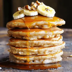 - 2 ripe bananas - 1 cup rolled oats - 1 cup milk (dairy or non-dairy) - 2 large eggs - 2 tablespoons honey or maple syrup - 1 teaspoon vanilla extract - 1 teaspoon baking powder - 1/2 teaspoon cinnamon - Pinch of salt - Coconut oil or butter for cooking Using ripe bananas is key. They add natural sweetness and flavor. Look for bananas with brown spots. They are perfect for this recipe. Rolled oats blend well and give a nice texture. You can pick regular or gluten-free oats. The milk can be any kind you enjoy. Almond, oat, or cow's milk all work great. Honey or maple syrup adds a hint of sweetness. You can adjust the amount based on your taste. Vanilla extract gives a nice aroma. Baking powder makes the pancakes fluffy. Cinnamon adds warmth and depth. A pinch of salt balances the sweetness in the pancakes. If you do not have ripe bananas, you can use applesauce. It still keeps the pancakes moist. For oats, quick oats can work, but they will change the texture. If you are vegan, replace eggs with flax eggs. Just mix 1 tablespoon of flaxseed meal with 3 tablespoons of water. Let it sit for 5 minutes to thicken. You can swap honey for agave syrup if you prefer. If you want to avoid dairy, use almond milk or coconut milk. For toppings, fresh fruits, nuts, or yogurt are great choices. Feel free to get creative! To start, gather all your ingredients. You need two ripe bananas, one cup of rolled oats, one cup of milk, two large eggs, two tablespoons of honey or maple syrup, one teaspoon of vanilla extract, one teaspoon of baking powder, half a teaspoon of cinnamon, and a pinch of salt. In a blender, add the bananas, oats, milk, eggs, honey or maple syrup, vanilla extract, baking powder, cinnamon, and salt. Blend the mixture until it is smooth and creamy. This step is crucial. A well-blended batter gives you light and fluffy pancakes. Let the batter rest for about five minutes. This helps it thicken slightly, making pancakes fluffier. Now it's time to cook. Heat a non-stick skillet or griddle over medium heat. Add a small amount of coconut oil or butter to grease the surface. This step prevents sticking and adds flavor. Pour about 1/4 cup of the batter onto the skillet for each pancake. Cook for two to three minutes. Watch for bubbles to form on the surface; this shows they are ready to flip. Carefully flip the pancakes with a spatula. Cook for an additional two to three minutes on the other side until they are golden brown. Repeat this process with the remaining batter, adding more oil or butter as needed. Serve the pancakes warm. You can top them with fresh fruits like berries or banana slices. Nuts add a nice crunch too. For extra sweetness, drizzle honey or maple syrup on top. Enjoy your delicious banana oatmeal pancakes! To get the best pancakes, blend your batter until smooth. This helps mix all the ingredients well. After blending, let the batter rest for about five minutes. This step helps thicken the batter. If it seems too thick, add a splash of milk. When cooking, keep the heat at medium. Too high of heat can burn the pancakes. Look for bubbles on the top. This means it’s time to flip. Cook until golden brown for a soft texture. One common mistake is not measuring ingredients correctly. Use a measuring cup for oats and liquids. Another mistake is cooking on high heat. This can burn the outside while leaving the inside raw. Don’t skip resting the batter. This step is key for fluffy pancakes. Lastly, avoid overcrowding the pan. Cook one or two pancakes at a time for even cooking. You can top these pancakes with many delicious options! Fresh fruits like berries or sliced bananas add sweetness. Nuts give a nice crunch. Drizzle honey or maple syrup for extra flavor. You can also add a sprinkle of cinnamon on top. For a twist, try a dollop of yogurt or nut butter. These toppings make your pancakes even more tasty! Enjoy experimenting with different combinations. {{image_2}} You can easily make these pancakes gluten-free. Just use certified gluten-free oats. Blend the oats into a fine flour before mixing. This way, the pancakes will still be fluffy and tasty. Want to mix things up? Add chocolate chips or nuts to the batter. Chocolate chips give a sweet touch, while nuts add crunch. You can also try berries or dried fruits for extra flavor. Each option makes the pancakes even more fun to eat. You can make these pancakes vegan with a few swaps. Replace the eggs with flaxseed meal or chia seeds. Use non-dairy milk, like almond or oat milk. Maple syrup can replace honey. These changes keep the pancakes delicious while fitting a vegan diet. To keep your leftover pancakes fresh, stack them in an airtight container. You can place parchment paper between each pancake to prevent sticking. Store them in the fridge if you plan to eat them within a few days. They will stay good for about 3-5 days. When it’s time to enjoy your pancakes again, you have options. You can use a microwave, skillet, or toaster. For the microwave, heat them for about 30 seconds to 1 minute. If you prefer a crispy edge, reheat in a skillet over medium heat for 2-3 minutes on each side. A toaster works well too; just pop them in until warm. Freezing pancakes is a great way to save time. To freeze, let the pancakes cool completely. Then, stack them with parchment paper in between and place them in a freezer-safe bag. They can last up to 2 months in the freezer. When you're ready, just reheat them as mentioned above. This makes breakfast quick and easy! Yes, you can use quick oats. They blend faster and can create a softer pancake. However, rolled oats give a chewier texture. Both work well, so choose what you have! To make these pancakes dairy-free, switch the milk for a non-dairy option. Almond, soy, or oat milk works great. Just make sure to check the labels for added sugars. This keeps the pancakes light and fluffy without dairy. Many toppings go well with these pancakes. Fresh fruits like berries or sliced bananas add sweetness. Nuts like walnuts or almonds give a nice crunch. A drizzle of honey or maple syrup enhances the flavor. You can even add yogurt for creaminess. Mix and match to find your favorite combo! In this post, we covered how to make delicious, fluffy pancakes using simple ingredients. You learned about ingredient options and helpful tips for perfect texture. We explored variations, including gluten-free and vegan options, along with storage ideas. Remember, great pancakes start with the right blend and cooking technique. Try different toppings to find your favorite. With this guide, you can enjoy pancakes any way you like. Happy cooking!