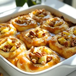 - 2 cans of refrigerated cinnamon rolls - 2 medium apples (Granny Smith or Honeycrisp) - 1 cup caramel sauce - 1 teaspoon ground cinnamon - 1/4 teaspoon nutmeg - 1/2 cup chopped pecans (optional) - 1/4 cup brown sugar - 1/4 cup maple syrup - Whipped cream (optional) To make the Caramel Apple Cinnamon Roll Bake, you need simple ingredients that create a fun dessert. Start with two cans of refrigerated cinnamon rolls. These keep the bake fluffy and sweet. Choose two medium apples, like Granny Smith or Honeycrisp. They add tasty flavor and texture. Next, grab one cup of caramel sauce. You can buy it or make your own if you want. The caramel makes this dish rich and gooey. You’ll also need ground cinnamon and nutmeg for warmth and spice. Chopped pecans are optional but add a nice crunch. You can use half a cup if you like. Brown sugar adds sweetness, and maple syrup is for drizzling at the end. Lastly, whipped cream is optional but makes everything even better. With these ingredients, you can create a delightful treat that everyone will love. - Preheat your oven to 350°F (175°C) and grease a 9x13 inch baking dish. - In a mixing bowl, toss 2 diced apples with 1 teaspoon cinnamon, 1/4 teaspoon nutmeg, and 1/4 cup brown sugar. Mix until the apples are well coated. Set this mixture aside. - Open the 2 cans of cinnamon rolls. Cut each roll into quarters. Layer half of these pieces evenly in the bottom of the baking dish. - Scatter half of the apple mixture over the cinnamon roll pieces. Drizzle half of the caramel sauce on top. - If you like, sprinkle half of the chopped pecans over the apples. - Add the remaining cinnamon roll pieces on top of the apple and caramel layer. Then, add the rest of the apple mixture. Drizzle the remaining caramel sauce on top. - Bake this in your preheated oven for about 25-30 minutes. The rolls should turn golden brown and be cooked through. - After baking, let the dish cool for about 10 minutes. Drizzle 1/4 cup of maple syrup over the top before serving. Enjoy it warm, and add whipped cream if you want! Choosing the right apples To make the best caramel apple cinnamon roll bake, pick apples that balance sweet and tart. Granny Smith apples give a nice tartness, while Honeycrisp offers extra sweetness. You can mix both for a great flavor. Make sure to peel, core, and dice them well; this helps them cook evenly. Adjusting spices for flavor enhancement Spices can transform your bake. The recipe includes ground cinnamon and nutmeg, but you can add more! If you love warmth, try adding a bit more cinnamon. For an extra kick, a pinch of ginger or allspice can work wonders. Taste your apple mixture before layering it, so you can adjust to your preference. Best toppings to elevate the dish After baking, drizzle more caramel sauce for extra sweetness. Whipped cream makes a great topping too. You can sprinkle chopped pecans on top, adding crunch and flavor. For a fun twist, consider a scoop of vanilla ice cream on the side. Pairing ideas with drinks or sides This bake pairs well with warm beverages. Hot apple cider or coffee complements it nicely. You could also serve it with a fresh fruit salad to balance the sweetness. For a brunch, consider pairing it with scrambled eggs or a light salad. Recommended bakeware for even cooking A 9x13 inch baking dish works best for this recipe. It allows the bake to cook evenly and gives you nice portions. Make sure it is non-stick or greased well, so the bake comes out easily. Useful kitchen gadgets A good set of measuring cups and spoons helps ensure you add the right amounts. A mixing bowl is essential for tossing the apples with spices. A sharp knife and cutting board will help you prepare the apples quickly and safely. {{image_2}} You can make this dish even more fun! Try adding dried fruits or berries. Dried cranberries or raisins can add a sweet bite. You might also enjoy chocolate twists. Just sprinkle mini chocolate chips between the layers. The mix of chocolate and caramel is pure joy. If you want a healthier option, use whole wheat cinnamon rolls. They give you fiber without losing flavor. You can also try sugar-free caramel sauce. This swap keeps it sweet but cuts some sugar. It’s a great way to enjoy this treat without guilt. This bake shines in every season. For fall, add pumpkin spice to the apple mix. It brings a warm, cozy flavor. During the holidays, think about cranberries or nuts. Chopped pecans or walnuts add crunch and taste. This way, you can enjoy it year-round! To keep your caramel apple cinnamon roll bake fresh, place leftovers in an airtight container. Refrigeration helps maintain flavor and texture. Use it within three days for the best taste. For longer storage, freeze the bake. Cut it into portions and wrap each piece in plastic wrap. Then place them in a freezer-safe bag. This way, you can enjoy it later without losing quality. To reheat your leftovers, avoid drying them out. The oven works best for even heat. Preheat it to 350°F (175°C). Place the bake in a baking dish and cover with foil. Heat for about 10-15 minutes until warm. You can also use the microwave for a quick fix. Heat a piece for about 30 seconds. Check if it’s warm enough. If not, heat in 10-second bursts. In the fridge, your bake lasts about three days. Signs of spoilage include an off smell or mold. If it looks dry or hard, it’s best to discard it. Always trust your senses. When in doubt, throw it out. Enjoy your delicious treat while it's fresh! You can choose store-bought or homemade caramel sauce. Store-bought is quick and easy. It saves time on busy days. Look for a high-quality brand with rich flavor. Homemade caramel sauce lets you control the taste and texture. It adds a personal touch to your dish. You can find many simple recipes online. Just remember to be careful while cooking sugar. Yes, you can prep this recipe in advance. Prepare the apple mixture the night before. Toss the apples with cinnamon and sugar, then store them in the fridge. You can also cut the cinnamon rolls ahead. Just keep them covered to avoid drying out. Assemble everything in the baking dish the next morning. This way, you can enjoy a fresh bake with less morning stress. Absolutely! You can switch out apples for other fruits. Pears or peaches work great in this bake. You can even use berries like blueberries or raspberries. If you want a tropical twist, try diced pineapple. Each fruit brings its own flavor. Just keep the spices the same to balance the taste. This recipe is all about creativity, so have fun with it! This cinnamon roll bake combines sweet apples, rich caramel, and cozy spices. You can easily customize it with flavors you love. Remember to store any leftovers well, so they stay tasty. Serve with whipped cream or your favorite drink for a perfect treat. Try various fruits or healthy swaps for a unique twist. Enjoy the delightful flavors or share them with family and friends. This dish is sure to become a favorite in your home!