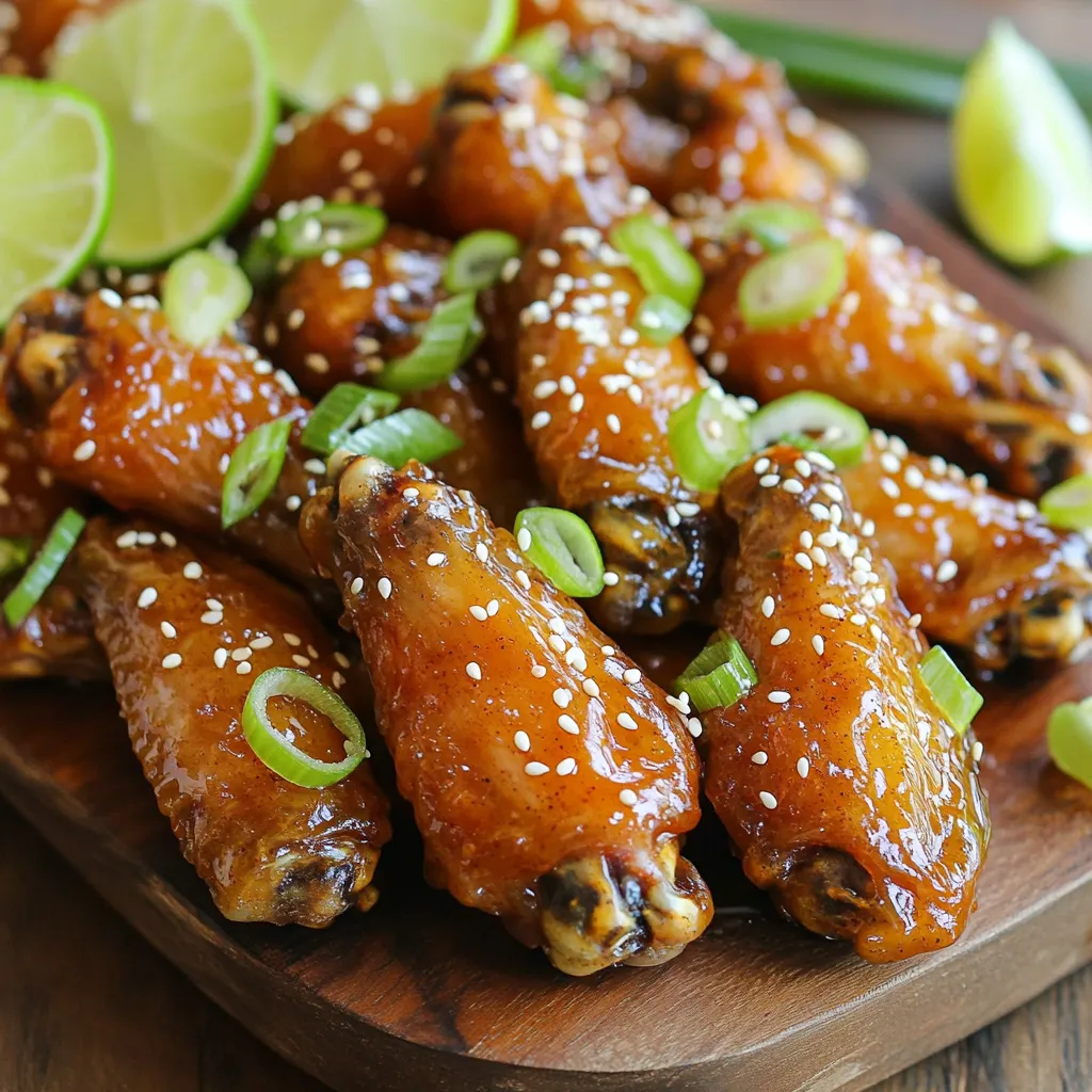 - 2 pounds chicken wings - ½ cup honey - 4 cloves garlic, minced - 2 tablespoons soy sauce (or tamari for gluten-free) - 1 tablespoon rice vinegar - 1 tablespoon sesame oil - 1 teaspoon baking powder - 1 teaspoon salt - ½ teaspoon black pepper - ½ teaspoon garlic powder - ½ teaspoon paprika - 1 tablespoon green onions, sliced - Sesame seeds Start by prepping the chicken wings. Grab 2 pounds of wings and pat them dry with paper towels. This step is key for crispiness. Place the dried wings in a large bowl. Next, we will season the wings. Add 1 teaspoon of baking powder, 1 teaspoon of salt, ½ teaspoon of black pepper, ½ teaspoon of garlic powder, and ½ teaspoon of paprika to the bowl. Toss the wings well to coat them evenly with the seasoning. This mix adds flavor and helps them crisp up. Now it’s time to air fry the wings. Preheat your air fryer to 400°F (200°C). Lay the wings in a single layer in the basket. Avoid overcrowding to ensure even cooking. Cook the wings for 25 minutes. Remember to flip them halfway through for that perfect crunch. While the wings cook, let’s make the sauce. In a small saucepan, combine ½ cup of honey, 4 minced garlic cloves, 2 tablespoons of soy sauce, 1 tablespoon of rice vinegar, and 1 tablespoon of sesame oil. Cook this mixture over medium heat. Stir often until it simmers. Let it simmer for about 3-5 minutes until it thickens slightly. Once the wings are crispy, take them out of the air fryer. Place them in a large mixing bowl. Pour the honey garlic sauce over the wings. Toss them well to ensure every wing gets coated. This final step makes the wings sticky and delicious. Enjoy your crispy honey garlic wings! To get those wings super crispy, start by drying them well. Use paper towels to pat them. This helps remove moisture, which can make wings soggy. Next, sprinkle baking powder over the wings. This magic ingredient helps them crisp up nicely. Air fry them at 400°F (200°C). Cook them in a single layer for the best results. Flip them halfway to ensure they cook evenly. One common mistake is overcrowding the air fryer. If the wings touch, they won't crisp up. Another mistake is not drying the wings enough. Moisture is the enemy of crispiness. Also, don't skip the seasoning. Each spice adds flavor and helps with texture. Lastly, avoid overcooking. Keep an eye on them to prevent drying out. Once your wings are done, serve them on a fun platter. A wooden board adds a rustic touch. For a pop of color, add lime wedges and green onions. Sprinkle sesame seeds on top for added crunch. You can pair these wings with a cool dip, like ranch or blue cheese. {{image_2}} To make spicy honey garlic wings, add heat to the sauce. Mix in 1-2 teaspoons of chili flakes or sriracha. This will give your wings a nice kick. You can also use hot sauce instead of soy sauce for a different flavor. Adjust the spice to match your taste. If you need gluten-free wings, choose tamari instead of regular soy sauce. This simple swap keeps the flavor but removes gluten. Be sure to check all other ingredients for hidden gluten. Baking powder is usually gluten-free, but read the label to be safe. You can play with sauces and marinades for variety. Try using BBQ sauce or teriyaki sauce instead of the honey garlic mix. For a citrus twist, mix honey with orange juice and zest. You could even use a dry rub of your choice before cooking. Each option brings a new taste to your wings. To keep your crispy honey garlic wings fresh, place them in an airtight container. Let the wings cool first to avoid steam buildup. Store them in the fridge for up to three days. This keeps the wings safe to eat and helps maintain their flavor. When you're ready to enjoy the wings again, use the air fryer for the best results. Preheat the air fryer to 350°F (175°C). Place the wings in a single layer and heat for about 5-7 minutes. This will help restore their crispiness. You can also use an oven at 350°F, but the air fryer works best. If you want to save wings for later, freezing is a great option. First, allow the wings to cool completely. Then, place them in a freezer-safe bag or container. Remove as much air as possible before sealing. They can last for up to three months in the freezer. When ready to eat, thaw them in the fridge overnight and reheat as mentioned above. Yes, you can use frozen chicken wings. However, you need to thaw them first. Place them in the fridge overnight or use cold water. Pat them dry before seasoning. This helps the wings get crispy. To add heat, use hot sauce in the honey garlic sauce. You can mix in cayenne pepper or crushed red pepper flakes. Adjust the amount to match your taste. Spicy honey garlic wings are a tasty twist! The best air fryer temperature for chicken wings is 400°F (200°C). This high heat gives the wings a nice, crispy texture. Cook them for about 25 minutes, flipping halfway for even cooking. Yes, you can cook these wings in a conventional oven. Preheat your oven to 425°F (220°C). Place the wings on a baking sheet lined with parchment paper. Bake for 30-35 minutes, flipping once. Use a meat thermometer to check for doneness. Crispy honey garlic wings are fun and easy to make. We covered the key ingredients, steps, and tips for success. Remember, the right seasoning and cooking method lead to crunchy wings. Also, adjust the spiciness to fit your taste. Lastly, knowing how to store and reheat keeps your wings fresh longer. Try these tips and enjoy the best wings! Your friends and family will love them. Happy cooking!