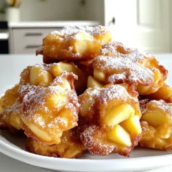To make these Brown Sugar Cinnamon Apple Fritters, gather the following ingredients: - 2 large apples (preferably Granny Smith or Honeycrisp), peeled and diced - 1 cup all-purpose flour - 1/2 cup brown sugar, packed - 1/2 teaspoon baking powder - 1/2 teaspoon cinnamon - 1/4 teaspoon nutmeg - 1/4 teaspoon salt - 1/2 cup milk - 1 large egg - 1 teaspoon vanilla extract - Oil for frying - Powdered sugar for dusting Make sure to measure your ingredients carefully. This helps the fritters turn out great. For flour, you can use a gluten-free blend if needed. You can swap brown sugar with white sugar, but the taste will change. If you want less sugar, reduce the brown sugar to 1/3 cup. For milk, any milk, including almond or soy milk, works well. You can skip the egg for a vegan version and add extra milk instead. When picking apples, look for firm ones. Granny Smith apples add a nice tartness, while Honeycrisp gives sweetness. Avoid apples with bruises or soft spots. Fresh apples will make your fritters taste better. If you're unsure, ask your local farmer for the best apples in season. Start by peeling the apples. I like using Granny Smith or Honeycrisp. They give a nice tart taste. After peeling, dice them into small pieces. Aim for about half an inch thick. Set the diced apples aside. This helps keep them fresh until you need them. In a mixing bowl, combine the all-purpose flour, brown sugar, baking powder, cinnamon, nutmeg, and salt. Use a whisk to mix them well. Make sure there are no lumps. You want an even blend of spices and flour. This mix brings great flavor to the fritters. In another bowl, whisk together the milk, egg, and vanilla extract. Mix until smooth. The vanilla adds a warm flavor. It makes the fritters taste better. Pour this wet mixture into the dry ingredients slowly. Stir gently to combine. A few lumps are okay; don’t overmix. Now, it’s time to fold in the diced apples. Gently mix them into the batter. This step makes sure every fritter has apple in it. The batter should be thick but still pourable. It’s essential for the fritters to hold their shape while frying. In a deep skillet, heat oil over medium heat. The oil should be about 2 inches deep. To test if the oil is ready, drop a small spoonful of batter in. If it sizzles and rises, you’re good to go. Carefully drop spoonfuls of batter into the hot oil. Aim for about 2 tablespoons per fritter. Don’t overcrowd the pan. Fry each fritter for about 3-4 minutes on one side. Once golden brown, flip and cook the other side for another 3-4 minutes. Use a slotted spoon to transfer the fritters to a plate lined with paper towels. This drains excess oil. While they are still warm, dust with powdered sugar. This adds a sweet touch and makes them look inviting. To get the best fry, heat your oil to the right temperature. Use a deep skillet with about 2 inches of oil. Test the heat by dropping a small amount of batter into the oil. If it sizzles and rises, you’re ready! Fry the fritters in small batches. This helps them cook evenly and stay crispy. Soggy fritters can ruin your treat. To avoid this, do not overcrowd the skillet. If the oil cools too much, the fritters soak up oil. Fry them until they turn golden brown, about 3-4 minutes per side. Use a slotted spoon to let excess oil drain on paper towels. You can add more flavor to your fritters! Try mixing in a pinch of ginger or cloves. They pair well with apples and cinnamon. You can also add some vanilla extract to the batter for a sweet touch. Experiment with spices to find your favorite mix. {{image_2}} You can make your fritters even better by adding nuts or raisins. Chopped walnuts or pecans give a nice crunch. You can add about 1/2 cup of nuts to the batter. For a sweet touch, add 1/2 cup of raisins. Mix them in with the apples. This adds great flavor and texture to each bite. You can switch flours to change the taste. Try using whole wheat flour for a nutty flavor. Almond flour is a great choice too, for a gluten-free option. Just remember, different flours can change the texture a bit. Adjust the liquid to keep the batter right. A glaze can make your fritters extra special. Mix powdered sugar with a little milk and vanilla for a simple glaze. Drizzle it over warm fritters for a sweet finish. You can also sprinkle cinnamon on top for more flavor. Use your favorite toppings, like crushed nuts or chocolate chips, for fun variations. To keep leftover fritters fresh, let them cool completely. Place them in an airtight container. Store at room temperature for up to 2 days. If you want them to last longer, keep them in the fridge. They can stay fresh for up to 5 days in the fridge. Just make sure the container is sealed tight. When you’re ready to enjoy the fritters again, reheating is easy. Preheat your oven to 350°F (175°C). Place the fritters on a baking sheet. Heat them for about 5-10 minutes until they are warm. This keeps them crispy. You can also use a toaster oven if you prefer. Just be careful not to overheat them, or they may dry out. If you want to save some fritters for later, freezing is a great option. First, allow them to cool completely. Then, place them in a single layer on a baking sheet and freeze them for about an hour. Once frozen, transfer them to a freezer-safe bag. They can last up to 3 months in the freezer. When you're ready to eat, thaw them in the fridge overnight before reheating. Enjoy your tasty treats anytime! Yes, you can! While Granny Smith and Honeycrisp are great, you can try others. Fuji or Gala apples work well too. They add sweetness and flavor. Just remember to peel and dice them before adding to the batter. To make these fritters gluten-free, swap all-purpose flour with a gluten-free flour blend. Many brands offer blends that work well in baking. Check the label for the right cup-to-cup ratio. You may also want to add a bit of xanthan gum for texture. These fritters shine when served warm. You can dust them with powdered sugar for sweetness. They pair well with vanilla ice cream or whipped cream. A drizzle of caramel sauce adds a nice touch, too. Feel free to enjoy them with coffee or tea as an afternoon snack. Yes, baking is an option! Preheat your oven to 400°F (200°C). Place the fritters on a baking sheet lined with parchment paper. Bake for about 15-20 minutes, flipping halfway through. They won’t be as crispy as fried fritters but will still be tasty! This blog post covered how to make delicious apple fritters. We explored ingredients, step-by-step instructions, tips, variations, and storage info. You learned how to pick the best apples and get the right texture when frying. Remember, you can customize flavors and store your fritters easily. Enjoy trying out this recipe. Happy cooking!