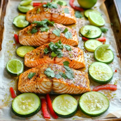 Chili Lime Salmon & Zucchini Sheet Pan Delight