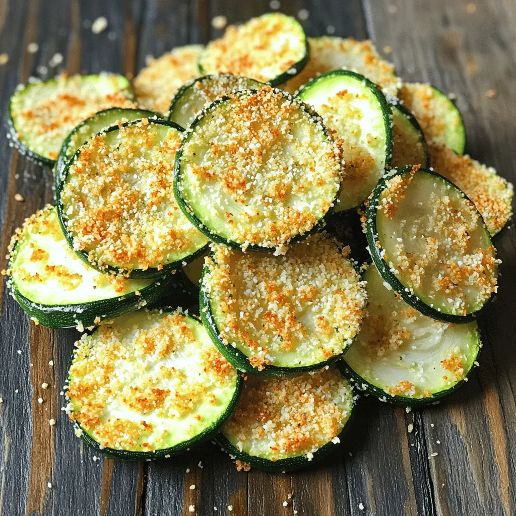 For tasty air fryer zucchini chips, you need these basic items: - 2 medium zucchinis, thinly sliced - 1 cup breadcrumbs (use panko for extra crunch) - ½ cup grated Parmesan cheese - 1 teaspoon garlic powder - 1 teaspoon onion powder - ½ teaspoon paprika - Salt and pepper to taste - 1 large egg, beaten - Olive oil spray These ingredients create a crispy texture and flavorful taste. The zucchini gives a fresh base. The breadcrumbs and cheese add crunch and richness. You can add other spices or herbs to customize your chips: - Italian seasoning for a herby twist - Cayenne pepper for heat - Lemon zest for brightness - Fresh herbs like parsley for a fresh finish These options let you play with flavors. Try different combinations to find what you like best. To make your zucchini chips, gather these tools: - An air fryer for quick and even cooking - A sharp knife for slicing - A cutting board for safety - Two mixing bowls for coating and egg - A spatula for flipping the chips Using the right tools makes the process easier. You’ll enjoy cooking your healthy snack! Start with two medium zucchinis. Wash them well under cold water. Use a sharp knife to slice them thinly. Aim for about 1/8 inch thick. Thin slices cook best and get nice and crispy. Place the slices in a bowl and sprinkle a little salt on them. This helps draw out moisture, making them crispier later. Let them sit for about 10 minutes. Then, pat them dry with a paper towel. In a large bowl, mix the breadcrumbs, grated Parmesan cheese, garlic powder, onion powder, paprika, salt, and pepper. Stir this mixture until it’s well combined. In another bowl, beat one large egg. Take each zucchini slice, dip it in the egg, letting any extra drip off. Then, coat it in the breadcrumb mix. Press gently to make sure the crumbs stick well. Lay the coated slices on a plate. Preheat your air fryer to 375°F (190°C) for about five minutes. Once hot, arrange the zucchini slices in the air fryer basket. Make sure not to crowd them; this helps them cook evenly. Lightly spray the top with olive oil spray for extra crunch. Air fry the zucchini chips for 10 to 12 minutes. Flip them halfway through for even cooking. They should turn golden brown and crispy. When done, carefully remove them and let them cool a bit before serving. Enjoy your tasty, healthy snack! To get the best crunch, start with thin zucchini slices. Aim for about 1/8 inch thick. This ensures they cook evenly. Also, make sure to dry the slices before cooking. Excess moisture can make them soggy. Use a clean towel to pat them dry. Next, don’t skip the olive oil spray. It helps the chips get nice and golden. Remember to space them out in the air fryer. Crowding leads to uneven cooking. Flip them halfway for even browning. One common mistake is not seasoning enough. Be generous with salt, pepper, and spices. If you skip the egg wash, the crumbs won’t stick. Always coat the slices well. Another issue is cooking at too low a temperature. Stick to 375°F (190°C) for crispness. Lastly, avoid opening the air fryer too often. Each time you check, heat escapes and slows cooking. While the basic recipe is great, you can mix it up! Try adding some Italian herbs like oregano or basil. For a spicy kick, sprinkle in some cayenne pepper. You can also use lemon zest for a fresh taste. For cheese lovers, add more Parmesan or try cheddar. These small changes can make each batch unique and fun! {{image_2}} You can change the taste of your zucchini chips easily. Try adding different spices to the breadcrumb mix. Here are some ideas you might enjoy: - Italian herbs: Add dried basil and oregano for a fresh taste. - Spicy kick: Mix in some cayenne pepper or chili powder for heat. - Cheesy goodness: Use other cheese like cheddar or feta for a new twist. These options let you create flavors that suit your mood or meal. While the air fryer is quick and easy, you can also bake or fry zucchini chips. Here’s how: - Baking: Preheat your oven to 400°F (200°C). Place the coated zucchini slices on a baking sheet. Bake for 20-25 minutes, flipping halfway through. This method is great for a larger batch. - Frying: Heat oil in a pan over medium heat. Fry the zucchini slices until golden and crispy, about 2-3 minutes per side. This method gives a rich flavor but adds more calories. Each method has its charm, so feel free to experiment! Dips can make your zucchini chips even better. Here are some tasty ideas: - Ranch dressing: Creamy and cool, it pairs well with the crunch. - Salsa: Fresh and zesty, this dip adds a bright flavor. - Hummus: Creamy and healthy, it gives a nice contrast to the chips. Try these dips to make your snack more fun. You can also serve the chips with a side salad or as a crunchy topping for soups. Enjoy your cooking! To keep your leftover zucchini chips fresh, store them in an airtight container. This helps prevent moisture from making them soggy. Place them at room temperature if you plan to eat them within a day. For longer storage, use the fridge. Just remember, they taste best fresh! To reheat your zucchini chips, use the air fryer. Set it to 350°F (175°C). Place the chips in a single layer and heat for about 3-5 minutes. This method helps restore their crispiness. Avoid using the microwave, as it can make them soft and chewy. You can freeze zucchini chips for later! First, let them cool completely. Then, arrange them in a single layer on a baking sheet. Freeze until firm, then transfer them to a freezer bag. They can last up to three months. When ready to enjoy, air fry them straight from the freezer for a quick snack! Yes, you can use many other vegetables in the air fryer. Vegetables like sweet potatoes, carrots, and eggplant work great. Just slice them thinly, season, and follow the same steps as zucchini. Each vegetable has its own taste and texture. You may need to adjust the cooking time based on thickness. Always check for doneness as you cook. To make zucchini chips without breadcrumbs, simply skip them. Coat the zucchini slices in beaten egg or olive oil. Then sprinkle them with your favorite seasonings. You can use spices like garlic powder, paprika, or even nutritional yeast for a cheesy flavor. Just ensure you still cook them in a single layer for even crispiness. The best air fryer temperature for zucchini chips is 375°F (190°C). This heat cooks the zucchini evenly and makes them crispy. Preheating the air fryer is key for the best results. Cook for about 10-12 minutes, flipping halfway. Keep an eye on them to avoid burning, as every air fryer may cook a bit differently. You learned how to make tasty air fryer zucchini chips. We covered the best ingredients, easy steps, and key tips. Perfectly crispy chips come from right cooking times and avoiding mistakes. You can add fun flavors and enjoy these chips with dips. For leftovers, store them right to keep them fresh. Now, it’s time to get cooking and make your own delicious zucchini chips! Enjoy your crunchy snack!