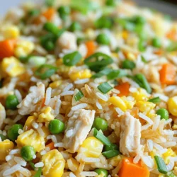 To make easy chicken fried rice, you need the following items: - 2 cups cooked jasmine rice (preferably chilled) - 1 cup cooked chicken breast, diced - 1 cup mixed vegetables (carrots, peas, corn) - 2 eggs, beaten - 4 green onions, chopped - 3 tablespoons soy sauce (low sodium) - 1 tablespoon sesame oil - 1 tablespoon vegetable oil - 1 teaspoon garlic powder - Salt and pepper to taste - Optional: 1 teaspoon fresh ginger, grated Each ingredient plays a key role in bringing flavor and texture to your dish. Chilled rice is a must. It helps keep the grains separate and avoids clumping. Diced chicken gives you protein, while mixed vegetables add color and nutrients. Eggs bring richness, making the fried rice more satisfying. Soy sauce and sesame oil provide that classic savory taste. Garlic powder offers depth, and ginger can add a fresh kick. Feel free to adjust the seasonings to suit your taste. With this list, you are set for a delicious meal. Scrambling the Eggs Start by heating vegetable oil in a large skillet over medium-high heat. Once hot, pour in the beaten eggs. Cook them for about 2 minutes until they are fully set. Make sure to stir gently. Once done, remove the eggs and set them aside on a plate. Stir-frying the Chicken In the same skillet, add the diced chicken breast. Stir-fry it for 2 to 3 minutes. You want it heated through but not overcooked. This step adds great flavor to your dish. Cooking the Mixed Vegetables Next, toss in the mixed vegetables. Cook them for about 3 to 4 minutes. They should become tender but still colorful. This adds both taste and texture to your fried rice. Adding the Rice and Seasonings Now it’s time for the star of the show: the rice! Add the chilled jasmine rice to the skillet. Break up any clumps with a spatula. Then drizzle in the soy sauce, sesame oil, garlic powder, and ginger if you’re using it. Stir-fry everything together for about 5 minutes. This ensures the flavors blend well and the rice heats up nicely. Incorporating Eggs and Green Onions After the rice is heated, fold in the scrambled eggs and chopped green onions. This adds freshness and color to the dish. Seasoning to Taste Finally, season with salt and pepper. Taste and adjust as needed. You want a balance of flavors that pleases your palate. Serve hot, and enjoy your delicious chicken fried rice! Using chilled rice is key for great fried rice. Freshly cooked rice is too soft. It can clump and get mushy. For best results, use jasmine rice. Cook it a day ahead. Store it in the fridge. This helps the rice firm up. To add flavor, try different seasonings. Garlic powder and sesame oil work well. You can also add fresh ginger for a zesty kick. If you like spice, a dash of chili flakes is nice. Use a hot skillet or wok. This helps sear the ingredients and keeps them crisp. Overcooking the chicken or veggies can ruin the dish. Keep an eye on them while cooking. They should be tender but still bright. Also, don’t skimp on oil. It helps the rice fry up nicely. Without enough oil, the rice can stick. Make sure to use vegetable oil for frying. {{image_2}} You can easily swap the chicken for shrimp or tofu. Shrimp adds a sweet, briny taste. Just cook the shrimp until pink, about 3-4 minutes. Tofu is a great choice for a vegetarian meal. Use firm tofu and cube it. Sauté it until it’s golden brown. Both options work well with the same spices and sauces. Feel free to mix up the vegetables in your fried rice. You can use bell peppers, broccoli, or snap peas. These veggies add color and crunch. You can also use frozen mixed vegetables for convenience. Just thaw them before adding. Each veggie brings its unique flavor, making your dish special. Adding sauces or spices can take your fried rice to the next level. Try adding sriracha for heat. A splash of oyster sauce adds a rich umami flavor. You can also sprinkle some sesame seeds for extra crunch. Experiment with different spices, like five-spice powder, to find your perfect blend. After you make your chicken fried rice, let it cool down. This helps keep it fresh. - Refrigerating Leftovers: Place the rice in an airtight container. It will stay good for about 3 to 4 days in the fridge. Make sure it cools to room temperature before sealing. - Freezing Options: If you want to store it longer, freeze it. Use freezer-safe bags or containers. Chicken fried rice can last up to 3 months in the freezer. When you’re ready to eat your chicken fried rice, it’s key to reheat it well. - Best Methods to Reheat Fried Rice: The best way is to use a skillet. Heat it on medium. Add a splash of water or oil. Stir the rice until it warms up nicely. You can also use the microwave. Place it in a bowl, cover it, and heat for about 1 to 2 minutes. Stir halfway through to avoid hot spots. These steps ensure your chicken fried rice stays tasty and safe to eat! For fried rice, I recommend using jasmine rice. It has a nice texture and flavor. Cooked jasmine rice works best when it's chilled. This helps keep the rice grains separate and fluffy. If you use warm rice, it may get sticky and mushy. Yes, you can use pre-cooked chicken. It saves time and makes cooking easier. Just dice it into small pieces. This way, it warms up quickly when you stir-fry it with the other ingredients. Yes, you can skip soy sauce if you need to. You can use alternatives like coconut aminos or tamari. These options keep the dish tasty without soy. You can also add extra spices to enhance the flavor. To avoid mushy fried rice, use chilled rice. Break up any clumps before cooking. Don’t add too much liquid when cooking. Stir-frying over high heat helps keep the rice dry and fluffy. Absolutely! To make chicken fried rice vegetarian, simply leave out the chicken. You can add tofu or more vegetables instead. This keeps the dish hearty and delicious while being meat-free. This blog post covered how to make delicious chicken fried rice. You learned about the key ingredients, each step to prepare it, and essential tips to enhance flavor. Remember, using chilled rice helps keep your dish from getting mushy. You can also swap proteins or veggies for variety. Storing leftovers correctly is key to enjoying this dish later. Experiment and make this recipe your own. Now, you can create great chicken fried rice anytime! Enjoy your cooking adventure!