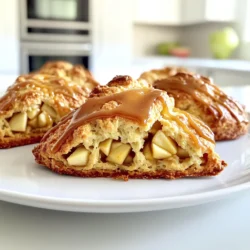 To make your caramel apple scones, gather these simple ingredients: - 2 cups all-purpose flour - 1/3 cup granulated sugar - 1 tablespoon baking powder - 1/2 teaspoon salt - 1/2 cup unsalted butter, cold and cubed - 1/2 cup heavy cream - 1 large egg - 1 teaspoon vanilla extract - 1 cup Granny Smith apples, peeled, cored, and diced - 1/2 cup caramel sauce (store-bought or homemade) - 1/2 teaspoon cinnamon - Extra caramel sauce for drizzling on top When it comes to caramel sauce, I recommend a few brands that work well: - Smucker's Caramel Sauce - Ghirardelli Caramel Sauce - Trader Joe's Caramel Sauce These brands offer a rich flavor that pairs perfectly with the scones. If you need alternatives, here are some great substitutions: - For butter, use coconut oil or vegan butter. - Any tart apple works, but Granny Smith is the best choice. - If you're out of heavy cream, use whole milk or a non-dairy milk like oat milk. These swaps keep the flavor while catering to your needs. First, you need to preheat your oven to 400°F (200°C). This helps the scones bake evenly. While your oven heats, line a baking sheet with parchment paper. This step makes cleanup easy and helps prevent sticking. In a large bowl, combine 2 cups of all-purpose flour, 1/3 cup of granulated sugar, 1 tablespoon of baking powder, 1/2 teaspoon of salt, and 1/2 teaspoon of cinnamon. Whisk these ingredients together until they blend well. This mix builds the base for your scones and adds flavor. In another bowl, whisk together 1/2 cup of heavy cream, 1 large egg, and 1 teaspoon of vanilla extract. Make sure you mix these well. Pour this wet mixture into the dry ingredients. Gently stir until just combined. Be careful not to overmix, as this can make your scones tough. Then, fold in 1 cup of diced Granny Smith apples and 1/2 cup of caramel sauce. Ensure they spread evenly through the dough. To make scones soft and flaky, use cold butter. Cold butter helps create layers. When mixing, stop as soon as the dough comes together. Overmixing makes scones tough. Aim for a dough that is slightly sticky but manageable. You want to feel the texture of the butter chunks. When adding apples and caramel, do it gently. Use a spatula or wooden spoon. Fold the apples and caramel in slowly. This ensures they spread evenly without breaking the dough. Keep some caramel aside for drizzling later. This adds a nice touch to your scones. Common mistakes include overworking the dough and using warm butter. Always measure ingredients accurately. Avoid adding too much liquid, which makes the dough too wet. Don’t open the oven door too soon while baking. This can cause the scones to collapse. Trust the baking time and enjoy the aroma. {{image_2}} You can easily make gluten-free caramel apple scones. Just swap regular flour for a gluten-free blend. Look for a blend that has xanthan gum for the best structure. Many brands do this already, so check the label. Follow the same steps in the recipe. Your scones will taste great and still be soft. Adding nuts can boost flavor and texture. Chopped pecans or walnuts add a nice crunch. You can mix in about half a cup. If you want more warmth, try adding spices. A pinch of nutmeg or ginger gives a lovely twist. You can add these spices to the dry mix for even flavor. To make vegan caramel apple scones, replace the butter with coconut oil. Use a plant-based cream instead of heavy cream. You can also use flax eggs. Mix one tablespoon of flaxseed meal with two tablespoons of water to replace one egg. Let it sit for a few minutes until it thickens. Your vegan scones will be just as tasty and fluffy. Store your caramel apple scones in an airtight container. This keeps them fresh and soft. Place a paper towel in the container to absorb moisture. This helps prevent sogginess. Ideally, keep them at room temperature. They last about two days this way. If you want them to last longer, consider refrigeration. To reheat your scones, use the oven for the best results. Preheat your oven to 350°F (175°C). Place the scones on a baking sheet. Heat them for about 5-10 minutes. This warms them up and brings back their crispiness. If you’re in a hurry, you can use the microwave. Heat for 10-15 seconds. Just be careful, as the scones may get chewy. You can freeze caramel apple scones to enjoy later. Wrap each scone in plastic wrap. Then, place them in a freezer-safe bag. They can stay in the freezer for up to three months. When you’re ready to eat, thaw them overnight in the fridge. Reheat in the oven for that fresh-baked taste. Enjoy your scones anytime! Yes, you can make the dough ahead of time. Form it into a rectangle and wrap it tightly in plastic wrap. Place it in the fridge for up to 24 hours. When you are ready, cut and bake the scones as directed. This saves time and gives you fresh scones whenever you want. You can use milk or a milk alternative. If you want a richer flavor, try using half-and-half. For a dairy-free option, use coconut cream or almond milk. Just keep in mind that these may change the texture a bit. Caramel apple scones can last for about 2-3 days at room temperature. Store them in an airtight container to keep them fresh. If you want them to last longer, you can freeze them. They keep well in the freezer for up to a month. Just make sure to wrap them tightly. In this article, we explored making delicious caramel apple scones. We covered key ingredients, step-by-step instructions, and tips for perfect texture. We also discussed variations, storage info, and answered common questions. These scones are a great treat to share. With the right ingredients and techniques, you can make them easily. Enjoy the process and the tasty results. Happy baking!