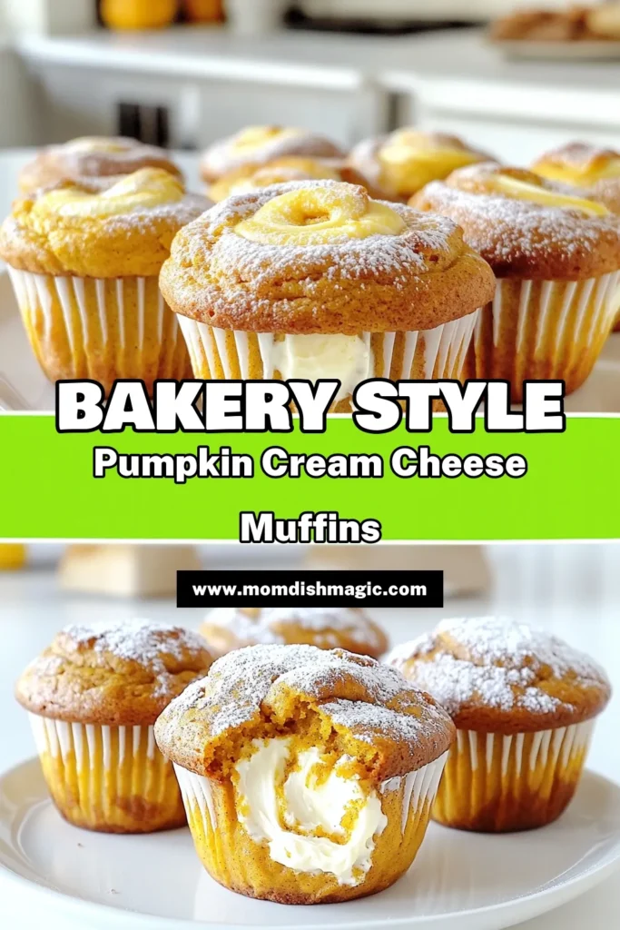 Indulge in the ultimate fall treat with these Bakery-Style Pumpkin Cream Cheese Muffins! Moist pumpkin muffins filled with creamy, dreamy filling are perfect for breakfast or a cozy snack. Easy to make and bursting with seasonal flavors, these muffins will impress everyone. Click through to explore the full recipe and bring autumn into your kitchen today! #PumpkinMuffins #FallBaking #CreamCheeseFilling #BakingRecipes