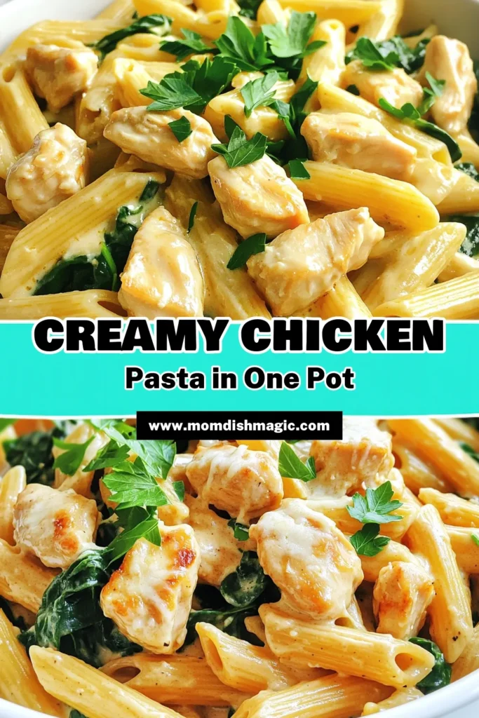 Experience the deliciousness of cozy one-pot creamy chicken Parmesan pasta in just 30 minutes! This comforting dish combines tender chicken, creamy sauce, and perfectly cooked penne pasta, all in one pot for easy cleanup. Perfect for busy weeknights or a special family meal. Click through for the full recipe and bring warmth to your dinner table tonight! #OnePotPasta #ChickenParmesan #QuickRecipes #ComfortFood
