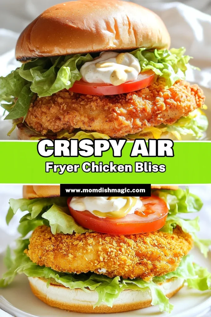 Satisfy your cravings with this irresistibly crispy Air Fryer Chicken Sandwich recipe! Featuring juicy marinated chicken and a delicious homemade sauce, this sandwich is a game changer for any meal. Perfectly seasoned and air-fried to golden perfection, it's quick and easy to make. Click through to discover all the steps and create your new favorite dish today! #AirFryerRecipes #ChickenSandwich #HealthyEating #EasyDinnerIdeas