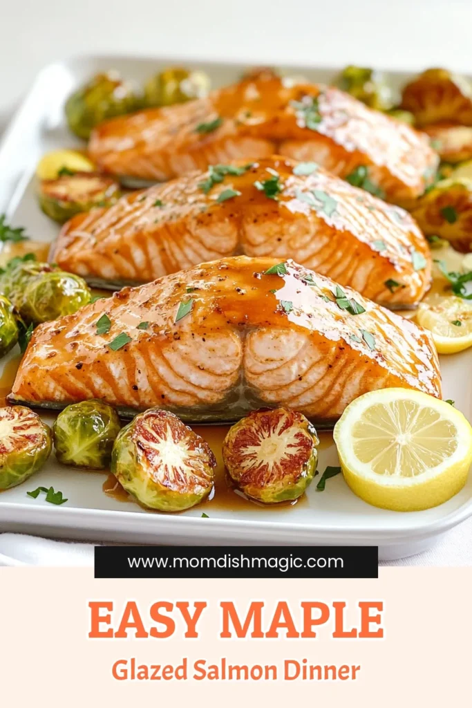 Indulge in a delicious and healthy meal with this Sheet Pan Maple Glazed Salmon & Brussels Sprouts recipe! Perfect for busy weeknights, it's quick to prepare and packed with flavor. With tender salmon, caramelized Brussels sprouts, and a sweet maple glaze, this dish is sure to impress. Ready in just 25 minutes, click through to discover the full recipe and elevate your dinner game tonight! #SheetPanRecipes #HealthyEating #SalmonRecipe #EasyDinnerIdeas