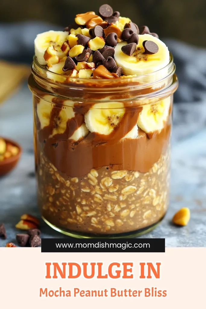 Start your day with the delicious Mocha Peanut Butter Overnight Oats! This simple recipe combines rolled oats, almond milk, cocoa powder, and peanut butter for a breakfast that’s rich in flavor and nutrients. Perfectly sweetened with maple syrup and enhanced by a touch of coffee, these oats are easy to prepare and make for a delightful morning treat. Click through to explore the full recipe and make your mornings more exciting!