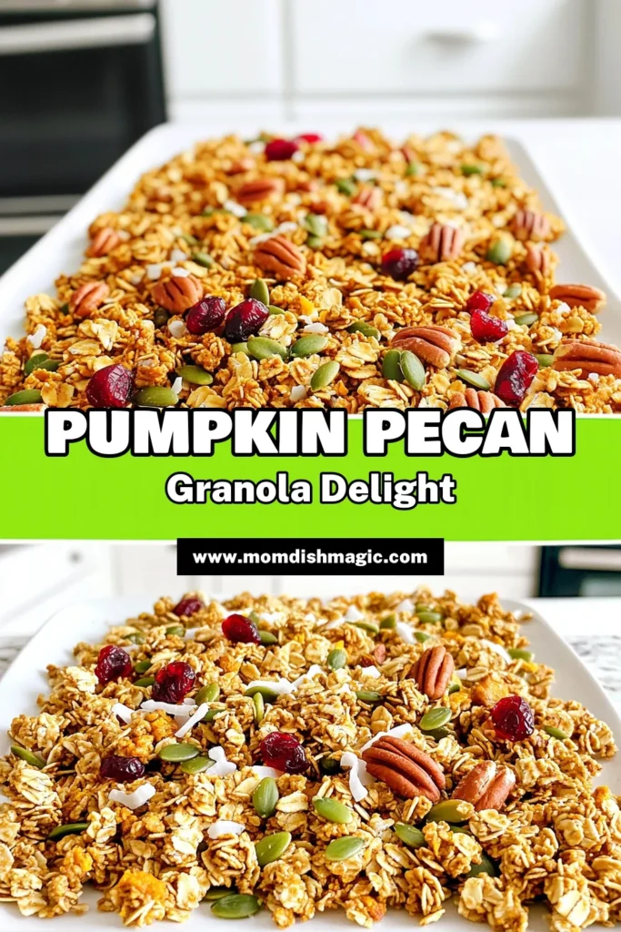 Looking for a delicious way to kick-start your mornings? Try this amazing Pumpkin Pecan Granola recipe! Packed with wholesome ingredients like oats, pecans, and pumpkin puree, it's a crunchy, nutritious treat you'll love. Perfect for breakfast or a quick snack, this granola is easy to make and full of fall flavor. Click through to discover the simple steps and enjoy a healthy twist on your morning routine! #GranolaRecipes #PumpkinSpice #HealthySnacks #FallRecipes