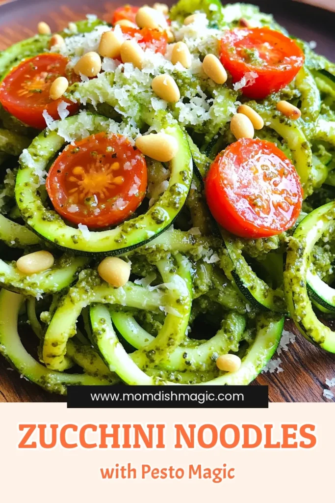 Looking for a delicious and healthy meal? Try these Pesto Parmesan Zucchini Noodles! Made with fresh ingredients like basil, pine nuts, and Parmesan, this creamy dish is perfect for any night of the week. Quick to prepare and full of flavor, it's a fantastic way to enjoy zucchini in a new light. Click to explore the full recipe and get ready to impress your taste buds! #ZucchiniNoodles #HealthyRecipes #PastaAlternatives #VegetarianMeals