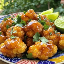 - Cauliflower florets - Sweet chili sauce - Soy sauce (or tamari) - Garlic powder - Onion powder - Smoked paprika - Cornstarch - Salt and pepper - Fresh cilantro - Optional toppings To make Air Fryer Sweet Chili Cauliflower, start with fresh cauliflower florets. A medium head is perfect for this dish. The sweet chili sauce brings a touch of sweetness and a little heat. Add soy sauce or tamari for a savory kick. Garlic powder adds depth to the flavor. Next, include onion powder and smoked paprika. These spices enhance the taste and aroma. Cornstarch is key for that crispy texture you crave. Don’t forget salt and pepper to balance everything out. For garnishing, freshly chopped cilantro adds color and freshness. You can also add toppings like sesame seeds or chopped peanuts for extra crunch. This mix of ingredients ensures your dish is both tasty and colorful. Mixing the marinade Start by grabbing a large mixing bowl. Add 3 tablespoons of sweet chili sauce. Then, pour in 1 tablespoon of soy sauce. Next, add 1 teaspoon each of garlic powder and onion powder. Add ½ teaspoon of smoked paprika, along with salt and pepper to taste. Mix all these ingredients well until smooth. The marinade should be thick and flavorful. Coating the cauliflower Now, take your medium head of cauliflower and cut it into florets. Put the florets in the bowl with the marinade. Toss the florets until they are well coated. Make sure each piece has a nice layer of sauce. Then, sprinkle 2 tablespoons of cornstarch over the marinated cauliflower. Toss again. This step is key for making the cauliflower crispy. Preheating the air fryer Set your air fryer to 400°F (200°C). Let it preheat for about 5 minutes. This step ensures the cauliflower cooks evenly and gets that delicious crispiness. Cooking time and temperature Place the coated cauliflower florets in the air fryer basket. Make sure they are in a single layer. If your basket is small, work in batches. Cook the florets for 12 to 15 minutes. You'll want to check them halfway through. Shaking the basket for even cooking At the 6 or 7-minute mark, shake the basket gently. This helps the cauliflower cook evenly. You want that golden-brown color on all sides. Transferring to serving dish Once the cauliflower is crispy and golden, take it out of the air fryer. Carefully transfer the florets to a serving dish. Garnishing with cilantro Chop some fresh cilantro and sprinkle it over the cauliflower. This adds a nice pop of color and flavor. Serve right away for the best taste! To make your sweet chili cauliflower crispy, cornstarch is key. It helps the florets get that crunchy outside you want. After marinating, sprinkle cornstarch over the cauliflower. Toss it well so each piece is coated. This step is vital for texture. Avoiding overcrowding in the air fryer is also important. If you pile too many florets in, they will steam instead of crisp. Cook in batches if needed. This way, every piece gets the heat it needs for perfect crunch. You can enhance the flavor by adding more spices. Consider using cayenne for heat or ginger for a fresh twist. Feel free to customize sauce levels too. If you like it sweeter, add more sweet chili sauce. You can also add some lime juice for tanginess. Pair your sweet chili cauliflower with other dishes for a great meal. It goes well with rice or a fresh salad. You can also serve it as a tasty snack at parties. For dipping, sweet chili sauce is a perfect match. You might also try soy sauce or a creamy ranch. These dips elevate the dish and make it even more enjoyable. {{image_2}} You can change the flavor by using different sauces. Sriracha gives it a spicy kick. If you like garlic, try garlic sauce for a rich taste. For a vegan option, look for plant-based sauces. This way, you keep the dish tasty and friendly for all diets. To make your meal heartier, add protein. Tofu works great; it absorbs flavors well. Simply cube it and toss with your cauliflower. Tempeh is another option; it has a nutty taste and is packed with protein. Want some crunch? Add nuts like cashews or peanuts. They provide a nice texture contrast. Using seasonal veggies can change the dish’s vibe. In spring, try asparagus or snap peas. In fall, add roasted squash for warmth. You can also adjust spices based on the season. For summer, use lighter spices like lime zest. It keeps the dish fresh and vibrant year-round. To store leftovers, place the sweet chili cauliflower in an airtight container. Make sure to let it cool first. Keep it in the fridge for up to three days. For best sealing, wrap the container with plastic wrap or foil. This helps keep moisture in and prevents drying out. For reheating, the air fryer works best. Set it to 350°F (175°C) and cook for about 5-7 minutes. This keeps the cauliflower crispy. If you prefer the oven, preheat it to 350°F (175°C) and bake for 10-12 minutes. Check often to avoid burning. To maintain crispiness, do not cover the cauliflower while reheating. Yes, you can freeze cooked cauliflower. Just let it cool completely first. Place it in a freezer bag or container. Remove as much air as possible to prevent freezer burn. When you are ready to eat it, thaw it overnight in the fridge. Reheat it in the air fryer or oven for the best texture. It takes about 12 to 15 minutes to cook cauliflower in an air fryer. Set your air fryer to 400°F (200°C). Shake the basket halfway through to cook evenly. You want it golden brown and crispy. Yes, you can. Use tamari instead of soy sauce. Tamari is gluten-free and gives great flavor. Make sure to check your sweet chili sauce for gluten too. You can serve this dish with rice or quinoa. It pairs well with grilled chicken or tofu. A fresh salad on the side adds crunch and color. Yes, you can use frozen cauliflower. Just thaw it first and pat it dry. This helps get rid of excess moisture. It may take a little longer to cook, so check for doneness. Yes, it is a healthy option. Cauliflower is low in calories and high in fiber. Using the air fryer cuts down on oil, making it a lighter dish. Enjoy this tasty treat guilt-free! This article explained how to make air fryer sweet chili cauliflower. We covered the main ingredients, including cauliflower, sweet chili sauce, and seasonings. You learned steps for preparation and cooking, plus tips for achieving a crispy texture. We also discussed variations, storage, and answered common questions. With this easy recipe, you can enjoy a tasty dish anytime. Don't hesitate to make it your own by trying new sauces or ingredients! Happy cooking!
