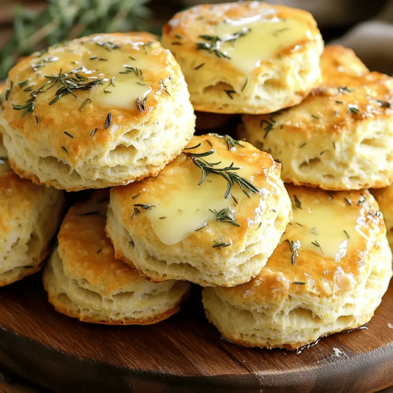 For buttery herb drop biscuits, you will need: - 2 cups all-purpose flour - 1 tablespoon baking powder - 1 teaspoon salt - 1/2 teaspoon baking soda - 1/4 cup cold unsalted butter, cubed - 1 tablespoon fresh rosemary, finely chopped (or 1 teaspoon dried) - 1 tablespoon fresh thyme leaves (or 1 teaspoon dried) - 1 cup buttermilk (or milk with 1 tablespoon lemon juice added) - 2 tablespoons honey (optional for sweetness) - Additional melted butter for brushing You can switch some ingredients if needed. Use whole wheat flour for a nutty flavor. If you lack buttermilk, mix milk with lemon juice for a quick fix. Swap fresh herbs for dried ones, but use less. One teaspoon of dried herbs works well for every tablespoon of fresh. If you want a richer taste, try using salted butter instead of unsalted. Honey adds sweetness, but you can skip it if you prefer savory biscuits. Using fresh herbs gives your biscuits bright flavors and a lovely aroma. Fresh rosemary and thyme add depth to the dough and make it special. Dried herbs do work too, especially if that’s what you have on hand. They have a more concentrated flavor, so adjust quantities. Remember, fresh herbs bring a pop of color to your biscuits, while dried herbs can blend in more. Choose based on what you enjoy or what's available. Start by preheating your oven to 425°F (220°C). Line a baking sheet with parchment paper. In a large bowl, mix 2 cups of all-purpose flour, 1 tablespoon of baking powder, 1 teaspoon of salt, and 1/2 teaspoon of baking soda. Whisk these dry ingredients well. Next, add 1/4 cup of cold, cubed unsalted butter. Use your fingers or a pastry cutter to blend the butter into the flour until the mix looks like coarse crumbs. Now, stir in 1 tablespoon of finely chopped fresh rosemary and 1 tablespoon of fresh thyme leaves. Mix until the herbs are spread out evenly. Pour in 1 cup of buttermilk and 2 tablespoons of honey, if you want a touch of sweetness. Fold the mixture gently until just combined. Don’t overmix; a little stickiness is fine. Using a spoon or cookie scoop, drop heaping tablespoons of the dough onto your baking sheet. Space the biscuits about 2 inches apart. Place them in the oven and bake for 12-15 minutes. Watch for a golden brown color on top. This means they are ready. When the biscuits come out of the oven, brush the tops with melted butter for extra flavor and shine. Let them cool slightly on the baking sheet before serving. For a lovely presentation, stack them on a rustic wooden platter and add some fresh herbs. Enjoy your warm, buttery herb drop biscuits! To make light and fluffy biscuits, cold butter is key. Cube the butter and chill it in the fridge before use. When you mix it into the flour, you want it to feel coarse. This creates small pockets of butter that will melt during baking. Also, don't overmix! A few gentle folds are enough to combine the dough. A slight stickiness in the dough is okay. Herbs bring these biscuits to life. Fresh rosemary and thyme are great choices, but feel free to experiment. You can add garlic powder or even cheese for a twist. A touch of honey adds a hint of sweetness, too. Brush the tops with melted butter right after baking for extra flavor. This simple step makes them even more appealing. One common mistake is overworking the dough. This can lead to tough biscuits. Another issue is forgetting to preheat the oven. Your biscuits need that hot environment to rise. Lastly, don’t skip the parchment paper. It prevents sticking and ensures even baking. Keep these tips in mind, and your biscuits will turn out perfect every time! {{image_2}} You can change the flavor of your biscuits by using different herbs. Instead of rosemary and thyme, try using fresh parsley or chives. These herbs bring a mild taste that pairs well with butter. If you want a stronger flavor, consider dill or oregano. You can also mix and match your herbs. Just keep the total amount about the same. This way, your biscuits stay soft and fluffy. Adding cheese or garlic can take these biscuits to the next level. Try mixing in 1 cup of shredded cheese, like cheddar or parmesan. This will give your biscuits a rich, cheesy flavor. For garlic lovers, mix in minced garlic or garlic powder. You can add about 1 teaspoon of garlic powder or 1-2 cloves of fresh garlic. This will give a warm, savory taste that makes your biscuits extra special. If you want to make sweet biscuits, you can add honey or sugar. You can increase the honey to 4 tablespoons for a sweeter bite. For a different touch, mix in 2 tablespoons of sugar instead. This will make your biscuits perfect for breakfast or a snack. You can also add a pinch of cinnamon for warmth. Sweet variations make great pairings with tea or coffee. To keep your buttery herb drop biscuits fresh, store them in an airtight container. This helps maintain their soft texture. You can keep them at room temperature for up to two days. If you want to store them longer, consider refrigerating them. Just be sure to wrap them tightly in plastic wrap first. When you're ready to enjoy leftovers, reheating is key. Preheat your oven to 350°F (175°C). Place the biscuits on a baking sheet for about 5 to 10 minutes. This warms them through and makes the outside crispy again. You can also microwave them for 15-20 seconds, but this may make them a bit soft. Freezing is a great option for these biscuits. First, let them cool completely. Then, place them in a freezer-safe bag or container. They can last up to three months in the freezer. When you’re ready to eat, thaw them in the fridge overnight and reheat as mentioned above. This way, you’ll always have a tasty treat on hand! Yes, you can make these biscuits without buttermilk. If you don’t have buttermilk, mix regular milk with lemon juice. Use 1 cup of milk and add 1 tablespoon of lemon juice. Let it sit for five minutes. This will give you a similar tangy flavor that buttermilk provides. The biscuits will still be soft and tasty! You’ll know the biscuits are done when they turn golden brown on top. It usually takes about 12 to 15 minutes in the oven. Check them at the 12-minute mark. You can also gently tap the top. If it feels firm and sounds hollow, they are ready to come out! Buttery herb drop biscuits are great on their own, but they pair well with many dishes. Serve them with soups or stews for a comforting meal. They also go nicely with salads or as a side for roasted meats. Try them with some honey or jam for a sweet twist! In this blog post, we covered all the key parts of making buttery herb drop biscuits. We discussed ingredients, including options for substitutions. We explored the preparation, baking, and how to get the best texture. I shared tips for flavor and common mistakes to avoid. We also looked at different variations and storage methods. These biscuits are easy to make and fun to tweak. Experiment with fresh herbs or flavors you love. Enjoy baking and sharing these delightful treats!