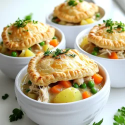 For this crock pot chicken pot pie, you'll need: - 2 pounds boneless, skinless chicken breasts - 4 medium carrots, diced - 3 medium potatoes, diced - 1 cup frozen peas - 1 cup celery, chopped - 1 medium onion, chopped - 4 cloves garlic, minced - 1 can (10.5 oz) cream of chicken soup - 1 cup chicken broth - 1 cup heavy cream - 1 pre-made pie crust (for topping) These ingredients create a hearty base. The chicken gives protein, while the veggies bring color and texture. To enhance the dish, you'll want: - 1 teaspoon dried thyme - 1 teaspoon dried rosemary - Salt and pepper to taste - 1 tablespoon Worcestershire sauce These seasonings add depth. Thyme and rosemary provide an earthy aroma, while Worcestershire sauce boosts the savory flavor. If you want to mix it up, consider adding: - 1 cup corn for sweetness - 1 cup green beans for crunch - Fresh herbs like parsley for garnish These add-ins can change the taste. They allow you to tailor the dish to your family's favorites. Start by cutting the chicken into bite-sized pieces. Place the chicken in the bottom of the Crock Pot. Season it with salt and pepper for extra flavor. Next, chop the carrots, potatoes, celery, and onion. Dice the garlic as well. Add the diced carrots, potatoes, peas, celery, onions, and minced garlic on top of the chicken. In a bowl, mix the cream of chicken soup, chicken broth, and Worcestershire sauce. Stir until it is smooth. Pour this mixture over the chicken and vegetables in the Crock Pot. Sprinkle the dried thyme and rosemary on top. This will add great flavor to your dish. Cover the Crock Pot with its lid. Cook on low for 6-8 hours or on high for 4-5 hours. The chicken should be tender when done. About 30 minutes before serving, stir in the heavy cream for richness. Preheat the oven to 425°F (220°C). Once the cooking time is up, shred the chicken with two forks. Mix it back into the pot. Transfer the mixture to a baking dish. Roll out the pre-made pie crust on top. Cut slits in the crust for steam. Bake for 20-25 minutes until the crust is golden brown. Enjoy your warm, savory chicken pot pie! Cooking time can change based on your Crock Pot. If you use a larger size, the food may cook faster. For smaller pots, it may take longer. Always check if the chicken is cooked through. A good rule is to cook on low for 6-8 hours or high for 4-5 hours. To boost flavor, use fresh herbs instead of dried ones. Fresh thyme and rosemary can make a big difference. Adding a bit more garlic or onion will enhance the taste. Don’t skip the Worcestershire sauce; it adds depth to the dish. Taste the filling before baking and adjust salt and pepper if needed. Presentation matters, even for comfort food. Serve your pot pie in individual bowls for a warm touch. A sprinkle of fresh parsley adds color. You can also add some black pepper for a pop. These small touches make your dish look gourmet and inviting. {{image_2}} You can use other proteins for this dish. Instead of chicken, try turkey. It gives a nice flavor. You can also use cooked beef or pork. For a twist, use shredded rotisserie chicken. Each option adds a unique taste while keeping it cozy. If you want a vegan version, swap the chicken for jackfruit or chickpeas. These options provide great texture. Use vegetable broth instead of chicken broth. For creaminess, try coconut cream or cashew cream. This keeps the dish rich and satisfying without meat. Feel free to mix and match your veggies. Swap carrots for sweet potatoes or add green beans. You can also use fresh herbs instead of dried. If you don’t have cream of chicken soup, use cream of mushroom soup. It works well and adds a different flavor. To store your leftover chicken pot pie, let it cool first. Place it in an airtight container. You can keep it in the fridge for up to three days. Make sure to cover it well to avoid drying out. If you want to keep it longer, freezing is a great option. To freeze chicken pot pie, let it cool completely. Use a freezer-safe dish to store it. You can also wrap it tightly with plastic wrap and then foil. This helps to prevent freezer burn. It will stay good for up to three months. When you're ready to eat, just thaw it in the fridge overnight. Reheat your chicken pot pie in the oven for the best results. Preheat the oven to 350°F (175°C). Place the pie in a baking dish and cover it with foil. Heat for about 20-30 minutes until it's hot. You can also microwave it, but the crust may not stay crispy. If using a microwave, heat in short bursts. Check it often so it doesn’t overcook. Yes, you can use frozen chicken. Just add it to the Crock Pot without thawing. This makes it easy and quick. Just keep in mind that the cooking time will be a bit longer. If you cook it on low, allow 8-10 hours. On high, aim for 5-6 hours. Always check the chicken's temperature before serving. It should reach 165°F (75°C). The chicken is done when it is tender and easy to shred. Use a meat thermometer to check the internal temperature. It should be at least 165°F (75°C). If you do not have a thermometer, shred it with two forks. If it falls apart easily, it's ready. Also, make sure the juices run clear. This shows it has cooked through. Chicken pot pie is great on its own, but you can add sides for a full meal. Here are some tasty options: - Green Salad: A fresh salad with mixed greens adds crunch. - Mashed Potatoes: Creamy mashed potatoes complement the pie well. - Steamed Vegetables: Broccoli or green beans are healthy choices. - Crusty Bread: Serve warm bread to soak up the filling. These sides enhance the meal and bring new flavors to the table. Enjoy mixing and matching! This blog post covered everything you need for a great chicken pot pie. We discussed key ingredients like chicken, veggies, and spices. I shared easy steps to prepare, cook, and enhance your dish. Tips for timing and flavor help make it even better. Plus, I gave ideas for variations and how to store leftovers. Enjoy cooking your meal and impress your friends and family with your skills!