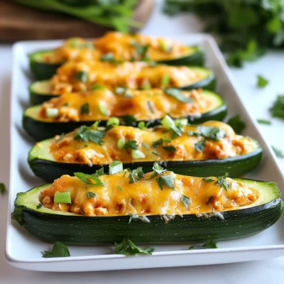 Buffalo Chicken Stuffed Zucchini Boats Flavor Boost