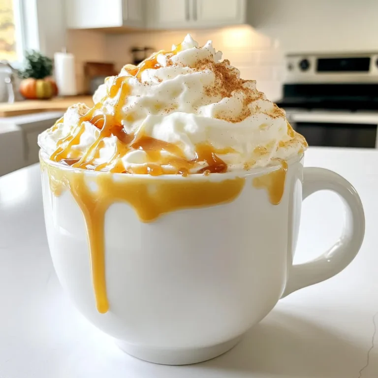 To make your delicious salted caramel pumpkin latte, gather the following ingredients: - 1 cup brewed espresso or strong coffee - 1 cup milk (dairy or non-dairy) - 2 tablespoons pumpkin puree - 1 tablespoon caramel sauce - 1/2 teaspoon vanilla extract - 1/2 teaspoon pumpkin pie spice - 1/4 teaspoon sea salt - Whipped cream for topping (optional) - Additional pumpkin pie spice for garnish These ingredients come together to create a warm, cozy drink. Pumpkin puree gives it a rich taste. Caramel sauce adds sweetness, while sea salt balances the flavors. You can use any milk you like. Almond, oat, or soy milk are great non-dairy options. When you have all your ingredients ready, you can start making your latte. This drink is perfect for chilly days. Plus, you can share it with friends or enjoy it all by yourself! Start by brewing your espresso or strong coffee. You want it rich and bold. Once brewed, set it aside to cool slightly. This helps blend the flavors later. Next, grab a small saucepan. Combine one cup of milk and two tablespoons of pumpkin puree in it. Heat this mixture over medium heat. Keep whisking until it gets hot but does not boil. Whisking helps blend everything well. Now, it’s time to bring it all together. Stir in one tablespoon of caramel sauce, a half teaspoon of vanilla extract, a half teaspoon of pumpkin pie spice, and a quarter teaspoon of sea salt. Keep whisking until it’s frothy and smooth. In a large mug, pour in your brewed coffee first. Then, add the pumpkin milk mixture on top. If you want, top it off with whipped cream. Drizzle some extra caramel sauce on top for a sweet finish. Sprinkle a pinch of pumpkin pie spice for a lovely touch. Enjoy your cozy drink! To make your latte frothy, heat the milk slowly. Use a whisk or a frother. Whisking adds air and creates foam. For a thicker foam, try oat or almond milk. These alternatives have a creamy texture that works well. You can adjust the sweetness of your latte. Add more or less caramel sauce to suit your taste. For a spicier kick, mix in extra spices. Cinnamon or nutmeg can enhance the pumpkin flavor. Just a pinch can make a big difference. The best time to enjoy your latte is in the morning or during a cozy afternoon. Pair it with a slice of pumpkin bread or a warm muffin. These snacks complement the flavors well and make your drink even more enjoyable. {{image_2}} You can switch up flavors in your Salted Caramel Pumpkin Latte. Try using different syrups like chocolate or hazelnut. This gives your drink a fun twist. You can also swap pumpkin spice for other spices. Mix in chai spice or even peppermint for a festive touch. If you want a lighter drink, there are great options. You can use sugar-free caramel sauce to cut calories. Non-dairy milk is another choice. Almond, oat, or coconut milk works well. These swaps keep your drink tasty while making it a bit healthier. Want to cool down? Making an iced salted caramel pumpkin latte is easy. Start by brewing your espresso or coffee and letting it cool. Mix your pumpkin milk mixture as usual. Then, pour it over ice instead of hot. This gives you a refreshing twist on the classic drink! To store pumpkin puree, place it in an airtight container. Keep it in the fridge. It lasts about five days. You can also freeze it. Pour it into ice cube trays for easy use later. Caramel sauce can stay in the fridge for two weeks. Keep it in a sealed jar. Milk, whether dairy or non-dairy, should be used within a week after opening. When reheating the pumpkin milk mixture, use low heat. This helps keep the flavors intact. Stir it often to prevent sticking. Heat until it's warm but not boiling. If it bubbles, you risk losing that nice texture. To freeze the pumpkin latte mixture, let it cool first. Then, pour it into a freezer-safe container. Leave some space at the top for expansion. It can last up to three months in the freezer. When ready to use, place it in the fridge overnight to thaw. You can also use the microwave on low power. Stir after every minute until warm. A Salted Caramel Pumpkin Latte has about 300 calories. This depends on the milk and toppings you use. Here's a quick breakdown: - Espresso/Coffee: 2 calories - Milk (whole): 150 calories - Pumpkin puree: 20 calories - Caramel sauce: 60 calories - Vanilla extract: 12 calories - Pumpkin pie spice: 1 calorie - Sea salt: 0 calories - Whipped cream (optional): 50 calories Keep in mind, using non-dairy milk can change the calorie count. Always check the labels for exact numbers. Yes, you can easily make this latte vegan! Here are some swaps to consider: - Milk: Use almond, soy, or oat milk instead of dairy milk. - Caramel sauce: Look for a vegan caramel sauce or make your own with coconut cream and sugar. - Whipped cream: Use coconut whipped cream or skip it altogether. These changes keep the cozy taste while fitting a vegan diet. You can find a Salted Caramel Pumpkin Latte at many coffee shops. Here are a few popular places: - Starbucks: They offer it each fall as part of their seasonal menu. - Dunkin': Known for easy access and a quick grab-and-go option. - Local cafés: Check with nearby coffee shops; many create their own versions. You can also find pre-made versions at grocery stores, but they may not taste the same as fresh. This recipe for a Salted Caramel Pumpkin Latte brings autumn flavors right to your cup. You learned how to brew the perfect coffee, create a creamy pumpkin milk blend, and customize your latte's taste. Whether you prefer it warm or iced, there are options for everyone. Enjoy this drink at any time, and don't forget to try different ingredients! Your choices will make each cup special. Experimenting will only enhance your latte experience. Remember, the best drink is the one made just for you.
