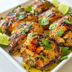 - 4 boneless, skinless chicken thighs - 2 stalks of fresh lemongrass, finely chopped (tender white parts only) - 3 cloves garlic, minced - 1-inch piece of ginger, grated - 2 tablespoons fish sauce - 1 tablespoon soy sauce - 1 tablespoon honey - Juice of 1 lime - 1 teaspoon chili flakes (adjust to taste) - Salt and pepper to taste - Fresh cilantro, for garnish - Lime wedges, for serving Gather these ingredients before you start. I love using boneless, skinless chicken thighs because they stay juicy. Fresh lemongrass adds a bright, citrusy flavor. Make sure to chop only the tender white parts for the best taste. The garlic and ginger give depth to the dish. Fish sauce and soy sauce mix well to create a savory base. Honey balances the flavors with sweetness. Lime juice adds a refreshing zing, while chili flakes give a nice kick. Don’t forget salt and pepper to enhance the taste! Garnishing with fresh cilantro and lime wedges makes the dish pop. They add color and freshness. Enjoy this combination for a delightful meal! {{ingredient_image_1}} To start, gather your ingredients. You need lemongrass, garlic, ginger, fish sauce, soy sauce, honey, lime juice, chili flakes, salt, and pepper. In a large bowl, mix these ingredients well. This step creates a flavorful marinade. Make sure the chicken is well-coated. This helps the chicken soak up all those tasty flavors. How long should you marinate the chicken? I recommend at least one hour. If you have time, marinate for up to four hours. Marination is key for flavor. It allows the chicken to absorb the marinade deeply. This makes each bite packed with zest and spice. Preheat your grill to medium-high heat. If using charcoal, let the coals glow white. This will give you even heat. Remove the chicken from the marinade. Let any extra marinade drip off. Save some marinade for basting while grilling. Place the chicken thighs on the grill. Cook for about six to seven minutes on each side. Aim for an internal temperature of 165°F (75°C). Baste with the reserved marinade a few times. This adds even more flavor to your chicken. After grilling, let the chicken rest for five minutes. Resting is important. It helps the juices settle back into the meat. For plating, arrange the sliced chicken on a wooden platter. Drizzle some reserved marinade over it. Scatter fresh cilantro on top. Add lime wedges on the side for a pop of color. This presentation will impress your guests! To grill chicken perfectly, aim for medium-high heat. This temperature helps the chicken cook evenly. A good grill temperature is around 375°F to 400°F. Always check the internal temperature of your chicken. Use a meat thermometer to make sure it reaches 165°F. This rule ensures the chicken is safe to eat. Do not over-marinade the chicken. Marinating for too long can make it mushy. Aim for 1 to 4 hours for the best texture and flavor. After grilling, let the chicken rest for about 5 minutes. Resting allows the juices to settle. This step keeps the chicken moist and flavorful. You can add extra ingredients for a fun twist. Try adding sliced jalapeños or fresh mint to the marinade. These additions can bring new flavors to your dish. For deeper flavors, consider marinating overnight. This longer marination allows the spices to soak in. You’ll enjoy a richer taste with every bite. Pro Tips Marinate for Maximum Flavor: Allow the chicken to marinate for at least 4 hours to enhance the flavor. If you have time, marinating overnight will yield even more delicious results. Check Grill Temperature: Make sure your grill is at medium-high heat before adding the chicken. This helps achieve a nice sear and prevents the meat from sticking. Use a Meat Thermometer: To ensure your chicken is perfectly cooked, use a meat thermometer to check that it reaches an internal temperature of 165°F (75°C). Garnish Creatively: For a beautiful presentation, consider garnishing with additional fresh herbs or colorful vegetables alongside the cilantro and lime wedges. {{image_2}} You can swap chicken thighs for chicken breasts or tofu. Chicken breasts cook faster, so watch the grill closely. Tofu absorbs flavors well, making it a great substitute. Just make sure to press the tofu first to remove extra water. Adjust the marinade to fit your protein. For chicken, keep the same recipe. For tofu, use the same marinade but add a touch more soy sauce for extra flavor. Want some heat? Add spicy elements like sriracha or more chili flakes. You can also experiment with different herbs and spices. Try adding fresh basil or mint for a twist. A dash of cumin or coriander can add a unique taste. These changes make the dish exciting and personal. Pair your grilled lemongrass chicken with fresh sides. A simple cucumber salad adds crunch. Jasmine rice or sticky rice complements the meal well. Grilled vegetables, like bell peppers and zucchini, bring color and health. For a full meal, consider a bright mango salsa. This adds sweetness and balances the flavors perfectly. To keep your grilled lemongrass chicken fresh, follow these tips: - Refrigeration: Place leftover chicken in an airtight container. It will stay fresh for up to 3 days in the fridge. - Freezing: For longer storage, wrap the chicken tightly in plastic wrap, then place it in a freezer bag. It can last up to 3 months in the freezer. When you’re ready to enjoy it again, simply thaw it in the fridge overnight. To reheat your grilled chicken and keep it tasty, use these methods: - Oven: Preheat your oven to 350°F (175°C). Place the chicken in a baking dish, cover it with foil, and heat for 15-20 minutes. This keeps the chicken moist. - Stovetop: Heat a skillet over medium heat. Add a splash of water or broth, then cover the skillet. Heat for 5-7 minutes, flipping the chicken halfway. Avoid drying out the chicken by checking it often. Enjoy it just like fresh! Marinate the chicken for at least 1 hour. For deeper flavor, aim for 4 hours. The longer you marinate, the more the chicken absorbs the tasty lemongrass and other flavors. If you’re short on time, don’t worry. Even 30 minutes will still enhance the taste. Yes, you can use a grill pan. Heat it over medium-high heat and add a bit of oil. Cook the chicken just like you would on an outdoor grill. Cooking times may vary slightly. Always check that the chicken reaches an internal temperature of 165°F (75°C) for safety. Leftover lemongrass can add zest to many dishes. You can: - Use it in soups for flavor. - Make lemongrass tea by boiling it in water. - Add it to stir-fries for a fresh twist. - Freeze it for later use in future recipes. Yes, grilled lemongrass chicken is healthy. It’s low in fat and high in protein. The marinade adds flavor without too many calories. Lemongrass has health benefits, too. It can aid digestion and has anti-inflammatory properties. Just watch the amount of fish sauce and honey for sodium and sugar. Grilled lemongrass chicken is a delicious dish with easy steps. Start by preparing a tasty marinade. Marinate the chicken to lock in flavor and grill it to perfection. Remember to rest the chicken after grilling for the best taste. You can adjust the recipe with other proteins or spices. Whether you enjoy leftovers or explore new pairings, you can make this dish shine. With these tips, you are set for a great meal. Enjoy creating and savoring every bite.