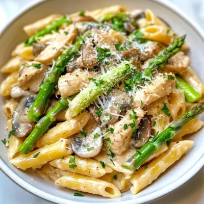 Mushroom Asparagus Chicken Penne Quick and Easy Meal