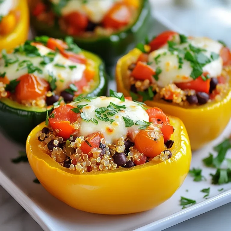 To make a Stuffed Vegetable Medley, gather these fresh ingredients: - 2 medium zucchinis, halved and hollowed out - 2 bell peppers (any color), halved and seeds removed - 1 cup cherry tomatoes, diced - 1 cup cooked quinoa - 1 cup black beans, rinsed and drained - 1 small onion, finely chopped - 2 cloves garlic, minced - Fresh parsley or cilantro for garnish These fresh veggies add color and nutrition to our dish. Zucchini and bell peppers serve as the perfect holders for our stuffing. The cherry tomatoes add sweetness and freshness, while black beans offer protein and fiber. You will also need some basic cooking staples: - 1 teaspoon cumin - 1 teaspoon smoked paprika - 2 tablespoons olive oil - Salt and pepper to taste - ½ cup shredded mozzarella cheese (or vegan alternative) Cumin and smoked paprika give our dish a warm, rich flavor. Olive oil helps to cook the veggies and brings them together. The cheese adds a creamy texture, but you can skip it for a vegan option. Feel free to add your own twist with these optional garnishes and variations: - Crushed red pepper for heat - Chopped nuts for crunch - Sliced avocado for creaminess Garnishes like fresh herbs brighten the dish. You can also try different spices or fillings. Mixing in cooked grains or nuts can add more flavor and texture. These options make this dish your own! {{ingredient_image_1}} Start with fresh zucchinis and bell peppers. Cut the zucchinis in half. Carefully scoop out the insides. Leave enough flesh to keep them sturdy. Next, cut the bell peppers in half and remove the seeds. This will create a nice boat for your stuffing. Set the hollowed veggies aside on a baking dish. In a skillet, heat two tablespoons of olive oil over medium heat. Add one small onion, finely chopped, and two cloves of minced garlic. Sauté for about three to four minutes. The onion should become soft. Then, stir in one cup of diced cherry tomatoes. Add one cup of cooked quinoa and one cup of rinsed black beans. Sprinkle in one teaspoon of cumin and one teaspoon of smoked paprika. Season with salt and pepper. Cook this mixture for an additional five minutes. This helps all the flavors blend together. Finally, remove the skillet from heat and fold in half a cup of shredded mozzarella cheese. Once your stuffing is ready, it’s time to fill the veggies. Take the hollowed zucchinis and bell peppers. Spoon the quinoa mixture into each half. Pack it in gently but firmly. Place the stuffed vegetables in your greased baking dish. Cover with foil. Bake in a preheated oven at 375°F (190°C) for 25 to 30 minutes. After that, remove the foil and bake for another 10 to 15 minutes. You want the tops to turn golden and the veggies to be tender. When done, garnish with fresh parsley or cilantro for a pop of color. Enjoy your healthy and flavorful dish! To make your stuffed vegetable medley pop with flavor, balance is key. Use fresh herbs like parsley or cilantro to add brightness. The cumin and smoked paprika give warmth, making each bite exciting. Don't forget to taste your filling before you stuff the veggies. Adjust salt and pepper as needed for the best flavor. You can prepare this dish ahead. Make the filling and stuff the veggies, then cover and store them in the fridge for up to two days. If you want to freeze, wrap each stuffed veggie in foil. They can last for about three months in the freezer. Just remember to thaw them overnight before baking. Different vegetables may need varied cooking times. If you use firmer veggies, like eggplant, cook them a bit longer. For softer ones, like mushrooms, check for doneness sooner. Always keep an eye on your dish. You want it tender but not mushy. Adjust the times to your taste and enjoy experimenting! Pro Tips Choose Colorful Veggies: Using a variety of colored vegetables not only makes your dish visually appealing but also increases the nutritional value. Pack it Tight: When filling the vegetables, press the quinoa mixture down firmly to ensure they hold together during baking. Cheese Variations: Experiment with different types of cheese or vegan alternatives for varied flavor profiles and textures in your stuffed vegetables. Herb Enhancements: Add fresh herbs like basil or thyme to the filling for an extra layer of flavor; they complement the vegetables beautifully. {{image_2}} You can easily make this dish vegetarian or vegan. To keep it vegetarian, simply use regular mozzarella cheese. For a vegan twist, swap it for a plant-based cheese. You can also skip the cheese entirely and use extra herbs or spices to enhance the taste. This dish is still packed with flavor without any dairy. The beauty of stuffed vegetables is their versatility. You can change the filling based on what you have at home. Here are some ideas: - Brown rice instead of quinoa for a different texture. - Chickpeas or lentils add protein and fiber. - Mushrooms can bring a rich, earthy flavor. - Spinach or other leafy greens add freshness. Mix and match these options to create your perfect filling. Want to try something new? You can grill or air fry the stuffed vegetables. Grilling gives them a smoky flavor. Just preheat your grill and cook the stuffed veggies for about 15-20 minutes. Keep an eye on them to avoid burning. For air frying, set your air fryer to 375°F (190°C). Cook for 10-15 minutes until they are tender and golden. Both methods are quick and add a fun twist to the dish. After you make the stuffed vegetable medley, let it cool down. Place the leftovers in an airtight container. You can store the dish in the fridge for up to four days. If you are not going to eat it soon, freezing is a better option. When you want to eat your leftovers, remove them from the fridge. Preheat your oven to 350°F (175°C). Place the stuffed vegetables in a baking dish. Cover with foil to keep them moist. Heat for about 20 minutes. You can also use a microwave for quick reheating. Heat in 1-minute intervals until warm. To freeze, wrap each stuffed vegetable tightly in plastic wrap. Place them in a freezer-safe bag. They can last for up to three months. When you want to eat them, take them out of the freezer. Let them thaw in the fridge overnight. After thawing, follow the reheating tips to enjoy your meal. You can use rice, couscous, or farro. Each option adds its own flavor. Rice works well if you want something soft. Couscous cooks fast and is light. Farro adds a chewy texture, which is fun. Just make sure to adjust your cooking time based on what you choose. Yes, you can easily make this dish gluten-free. Use quinoa or rice as your base. Both are gluten-free grains. Check that your spices and cheese are gluten-free too. This way, everyone can enjoy this tasty meal without worry. The stuffed vegetables are ready when they are tender. The tops should be golden brown and crisp. You can poke them with a fork to check softness. If they feel soft and cooked, they are done. Let them cool a bit before serving to enjoy the best flavor. This article covered the key steps in making stuffed vegetables. You learned the fresh ingredients and cooking staples needed. We explored the prep work, stuffing, and baking methods for a tasty dish. I shared tips to enhance flavors and how to store and reheat your meals. As you experiment with variations, remember that cooking is about fun and creativity. Enjoy trying new ingredients and methods, and don’t be afraid to make the recipe your own!