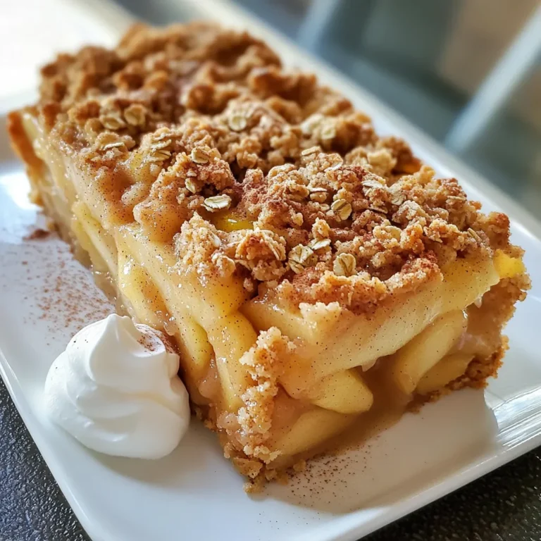 Let’s gather the good stuff for our Apple Crumble Loaf. Here’s what you need: - 2 medium apples, preferably Granny Smith or Honeycrisp - 1 cup all-purpose flour - Baking essentials: 1 teaspoon baking powder and 1/2 teaspoon baking soda - Ground spices: 1/2 teaspoon ground cinnamon and 1/4 teaspoon ground nutmeg - Sugars: 1/2 cup brown sugar, packed, and 1/4 cup granulated sugar - Wet ingredients: 1/2 cup unsalted butter (softened), 1 large egg, 1/2 cup milk (or a plant-based alternative), and 1/2 teaspoon vanilla extract - Additional texture: 1/3 cup rolled oats and 1/3 cup chopped nuts (like walnuts or pecans) Each ingredient plays a role. The apples give moisture and flavor. The flour binds it all together. The sugars add sweetness, while the spices bring warmth. Oats and nuts add crunch and texture. First, preheat your oven to 350°F (175°C). This step is key for even baking. Next, grab a 9x5-inch loaf pan. Grease it well and line the bottom with parchment paper. This makes it easy to take the loaf out later. Now, it's time to prepare your apples. Take two medium apples, like Granny Smith or Honeycrisp. Peel and dice them into small pieces. In a bowl, mix the diced apples with 1 tablespoon of granulated sugar and a sprinkle of cinnamon. Let this sit for a few minutes. This helps the apples release their juices, giving them a sweet flavor. In a separate bowl, combine the dry ingredients. Whisk together 1 cup of all-purpose flour, 1 teaspoon of baking powder, 1/2 teaspoon of baking soda, 1/2 teaspoon of cinnamon, and a pinch of nutmeg. Set this bowl aside. In a large mixing bowl, cream together 1/2 cup of softened unsalted butter, 1/2 cup of brown sugar, and 1/4 cup of granulated sugar. Beat until the mixture looks light and fluffy. After that, add 1 large egg, 1/2 cup of milk, and 1/2 teaspoon of vanilla extract. Mix until everything is well combined. Now, slowly add the dry ingredients to the wet mixture. Stir gently until just mixed. Be careful not to overmix, as this can make the loaf tough. Next, gently fold in the diced apples, 1/3 cup of rolled oats, and 1/3 cup of chopped nuts like walnuts or pecans. This adds great texture and flavor. Pour this batter into your prepared loaf pan. Smooth the top with a spatula. In a small bowl, mix 1/3 cup of rolled oats, a dash of cinnamon, and 1 tablespoon of brown sugar. This will be your crumble topping. Sprinkle this mixture evenly over the top of the batter. Finally, bake the loaf for 50-60 minutes. Check for doneness by inserting a toothpick into the center. If it comes out clean, your loaf is ready. Once done, let it cool in the pan for about 10 minutes. Then, transfer it to a wire rack to cool completely. Use apples that hold their shape well. Granny Smith and Honeycrisp are great choices. They add tartness and sweetness. When selecting apples, look for firm and shiny ones. Avoid apples with blemishes or soft spots. This ensures a better texture in your loaf. For the ideal crumb texture, mix oats, sugar, and butter until crumbly. Use cold butter to get that perfect crunch. Add a dash of cinnamon or nutmeg for extra flavor. This makes your topping even more special. Don't be afraid to experiment with spices! Slice the loaf and serve it warm. A dollop of whipped cream on top adds a nice touch. Vanilla ice cream is another great choice. For an elegant look, dust with powdered sugar. This makes your dish pop! Each slice will be a delight for your guests. {{image_2}} You can make a gluten-free Apple Crumble Loaf by swapping the all-purpose flour for a gluten-free blend. Many brands offer good mixes that act like regular flour. Just make sure it contains xanthan gum to help with texture. For vegan options, replace the butter with coconut oil or a vegan butter spread. Use a flax egg instead of a regular egg. Mix 1 tablespoon of ground flaxseed with 2.5 tablespoons of water. Let it sit for five minutes to thicken. You’ll still get a moist and tasty loaf. Adding dried fruits can give your loaf a nice twist. Try raisins, cranberries, or chopped apricots for a fruity punch. If you love chocolate, toss in some chocolate chips. They melt beautifully and add a rich flavor. You can also experiment with nuts. Walnuts and pecans work great, but try almonds or hazelnuts for a different crunch. Seeds like sunflower or pumpkin can add a fun texture, too. Get creative with what you have on hand! To keep your Apple Crumble Loaf fresh, wrap it in plastic wrap or foil. Store it at room temperature for up to three days. If you want to keep it longer, freeze it. For freezing, let the loaf cool completely. Wrap it tightly in plastic wrap, then in foil. This keeps the moisture in and prevents freezer burn. You can freeze it for up to three months. To thaw, move it to the fridge overnight. You can also leave it on the counter for a few hours. To enjoy your Apple Crumble Loaf warm, preheat your oven to 350°F (175°C). Slice the loaf and place the pieces on a baking sheet. Cover them with foil to keep them from drying out. Warm it in the oven for about 10 to 15 minutes. If you want a quick way to reheat, use a microwave. Place a slice on a microwave-safe plate. Heat it for 15 to 20 seconds. Enjoy it warm, as it brings out the flavors! How long does it take to bake? It takes about 50 to 60 minutes to bake the loaf. This timing may vary based on your oven. Always check for doneness using a toothpick. Can I use other fruits in the recipe? Yes, you can use other fruits. Pears or berries work well too. Just adjust the sugar based on the fruit's sweetness. What can I substitute for milk in this recipe? You can use a plant-based milk like almond or oat milk. This keeps the loaf tasty for all diets. How do I know when the loaf is done baking? Insert a toothpick into the center of the loaf. If it comes out clean, the loaf is done. The top should also be golden brown. This blog post covered how to make a delicious Apple Crumble Loaf. We discussed the ingredients, including apples, flour, and spices. I shared step-by-step instructions for preparation and baking. You learned tips for choosing apples and perfecting the crumble topping. We also explored variations, storage information, and answered common questions. Baking is fun, and this loaf is sure to impress. Enjoy making it your own!