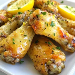 - 2 lbs chicken wings - 2 tablespoons olive oil - 1 teaspoon lemon zest - 2 tablespoons lemon juice - 1 tablespoon black pepper - 1 teaspoon garlic powder - 1 teaspoon onion powder - 1 teaspoon salt - Fresh parsley for garnish When cooking Air Fryer Lemon Pepper Wings, you need the best ingredients. Start with 2 pounds of fresh chicken wings. These will be the star of your dish! You also need 2 tablespoons of olive oil. This helps the wings get nice and crispy. Next, gather your seasoning ingredients. You will use 1 teaspoon of lemon zest for a bright flavor. Add 2 tablespoons of lemon juice for a tangy kick. Then, sprinkle in 1 tablespoon of black pepper. This will give your wings a bold taste. Don’t forget 1 teaspoon each of garlic powder and onion powder. These add depth to your wings. Finally, use 1 teaspoon of salt to bring all the flavors together. To make your dish look pretty, have some fresh parsley ready for garnish. It adds color and freshness to your wings. Enjoy these simple yet tasty ingredients as you prepare to make your crispy and flavorful Air Fryer Lemon Pepper Wings! {{ingredient_image_1}} Set your air fryer to 400°F (200°C). Preheating helps get that crispy texture. Let it warm up for about 5 minutes. In a large bowl, add the chicken wings. Pour in 2 tablespoons of olive oil. Then, add 1 teaspoon of lemon zest, 2 tablespoons of lemon juice, 1 tablespoon of black pepper, 1 teaspoon of garlic powder, 1 teaspoon of onion powder, and 1 teaspoon of salt. Mix well. Make sure every wing gets a good coating of the seasoning. This makes the wings flavorful. Now, take the seasoned wings and place them in the air fryer basket. Keep them in a single layer. Don't overcrowd the basket; this helps them cook evenly. Cook the wings for about 25-30 minutes. Flip them halfway through. This step is key for crispy skin on both sides. When they turn golden and crispy, they are ready. Remove them from the air fryer and let them rest for a minute. To make sure your wings come out crispy, avoid overcrowding the air fryer basket. When wings sit too close together, they can steam instead of crisping up. Arrange them in a single layer. This allows hot air to flow freely around each wing. Flipping the wings halfway through cooking is key. This ensures both sides get that perfect golden-brown color. Use tongs to carefully turn them. You can adjust the lemon and pepper levels to suit your taste. If you love a strong lemon flavor, add more zest or juice. For a bolder pepper kick, simply increase the black pepper. Feel free to get creative. Adding garlic powder or onion powder gives depth to the flavor. You can also try spices like paprika or cayenne for a bit of heat. Dipping sauces elevate your wings. Classic choices include ranch or blue cheese. A spicy aioli also works well. Pair your wings with sides for a full meal. Celery and carrot sticks add crunch. French fries or a fresh salad make great sides, too. Pro Tips Dry Your Wings: Pat the chicken wings dry with paper towels before seasoning to help achieve a crispier skin. Marinate for Flavor: For even more flavor, marinate the seasoned wings in the refrigerator for 30 minutes to 2 hours before cooking. Check for Doneness: Use a meat thermometer to ensure the internal temperature of the wings reaches 165°F (74°C) for safe consumption. Experiment with Seasonings: Feel free to customize the seasoning mix with your favorite spices or add a pinch of cayenne for a spicy kick! {{image_2}} You can add a kick to your wings with cayenne or hot sauce. If you love spice, try adding one teaspoon of cayenne pepper to your seasoning mix. You can also drizzle some hot sauce on your wings after cooking. This extra heat will balance well with the lemon flavor. Just remember, you can always add more spice, but you can't take it out! Not everyone has an air fryer, and that's okay! You can bake these wings in the oven. Preheat your oven to 425°F (220°C). Spread the wings on a baking sheet lined with parchment paper. Bake for about 40-45 minutes, flipping halfway through. This method gives you crispy wings too, but be sure to keep an eye on them! Want a healthier version? You can make these wings with less salt. Use half a teaspoon of salt instead of one. You can also try using low-sodium soy sauce or broth for flavor. Fresh lemon juice and zest will still give you that bright taste without all the salt. Enjoy your wings guilt-free! After you cook the wings, let them cool. Place the wings in an airtight container. You can keep them in the fridge for up to three days. Make sure they are stored well to keep their flavor and texture. To reheat, use the air fryer. Set it to 350°F (175°C). Cook the wings for about 5 to 7 minutes. This helps them stay crispy. You can also use the oven at 350°F. Just place them on a baking tray for the same time. Avoid the microwave, as it can make them soggy. If you want to freeze the wings, let them cool completely first. Place them in a freezer bag. Squeeze out as much air as you can. This helps prevent freezer burn. You can freeze them for up to three months. To thaw, place them in the fridge overnight before reheating. Cook lemon pepper wings for 25 to 30 minutes at 400°F (200°C). Flip them halfway through for even cooking. Check for a crispy texture and golden color before serving. Yes, you can use frozen chicken wings. Just add extra time to the cooking. Cook them for about 30 to 35 minutes. Make sure to check that they reach an internal temperature of 165°F (74°C). Lemon pepper wings taste great with many dips. Some popular choices are ranch dressing, blue cheese dressing, and a zesty garlic sauce. You can also try a sweet chili sauce for an exciting twist. You learned how to make tasty lemon pepper wings with an air fryer. We covered the main ingredients, step-by-step instructions, and helpful tips. Remember to adjust seasonings to fit your taste. Try classic or spicy versions for variety. Store leftovers properly and reheat them for that crispiness. With these easy steps, you can impress your family and friends with delicious wings any time. Enjoy your cooking adventure!