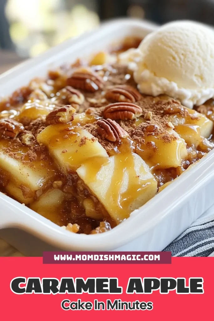 Indulge in this easy apple pie dessert with our delectable caramel apple dump cake! This quick fruit dump cake is made with just a few ingredients including yellow cake mix, caramel sauce, and apple pie filling, making it a perfect weeknight treat. Simply bake and enjoy a warm, gooey caramel apple dessert topped with whipped cream or ice cream. Save this recipe for your next gathering! #CaramelAppleDumpCake #EasyApplePieDessert #QuickFruitDumpCake #YellowCakeMixRecipe