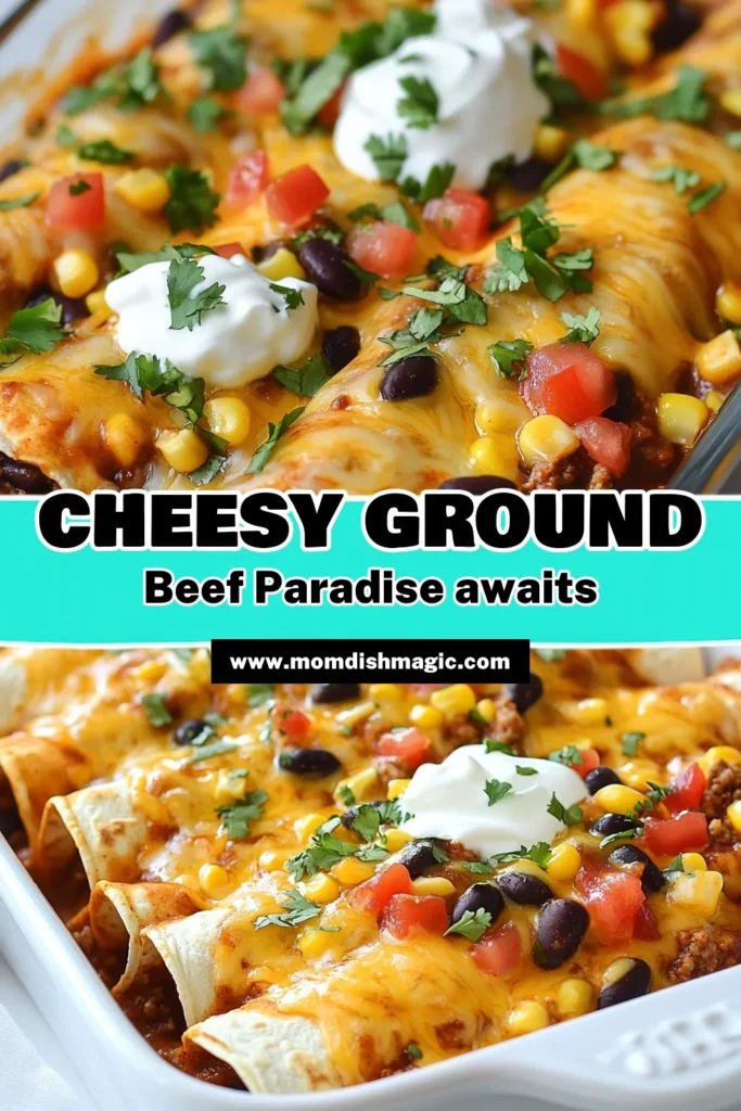 Indulge in these cheesy ground beef enchiladas, the perfect easy enchilada recipe for busy weeknights. Packed with beef, black beans, and two kinds of cheese, these beef and cheese enchiladas are a crowd-pleaser. Best of all, they make a delicious homemade enchiladas with black beans that everyone will love. Try this cheesy Mexican dinner recipe tonight! Save this recipe for your next meal! #Enchiladas #MexicanDinner #EasyRecipes #ComfortFood