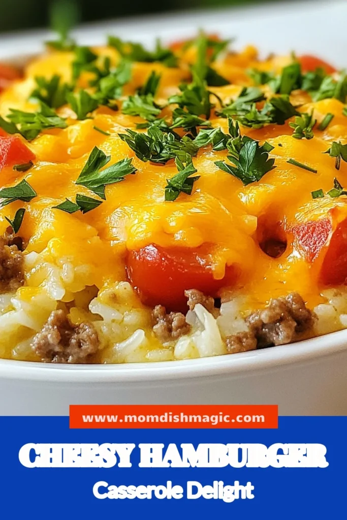 Discover the ultimate comfort food with this Cheesy Hamburger Rice Casserole recipe! Perfectly combining ground beef and rice, this easy beef casserole recipe is a one-pot cheesy casserole that your family will love. In just 40 minutes, enjoy a delicious dish full of flavor that's perfect for weeknight dinners. Don't miss out—save this easy recipe for your dinner rotation now! #CheesyHamburgerRiceCasserole #BeefCasserole #ComfortFood #OnePotMeals