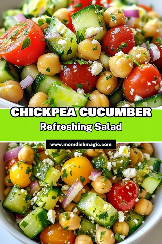Discover this delightful chickpea salad recipe that offers a refreshing cucumber salad packed with flavor and nutrition. This healthy chickpea recipe is perfect as a Mediterranean salad with feta, making it ideal for easy vegetarian dishes. With fresh ingredients and simple steps, you’ll enjoy a tasty dish that’s perfect for any occasion. Save this recipe to enjoy later! #ChickpeaSalad #CucumberSalad #HealthyRecipes #MediterraneanFood