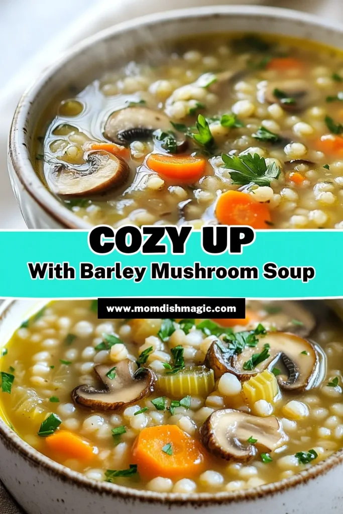 Discover the warm comfort of this hearty barley mushroom soup that's perfect for chilly days! This easy soup recipe combines pearl barley, fresh vegetables, and an array of mushrooms for a delicious vegetarian barley soup. Packed with healthy nutrients, this hearty mushroom soup recipe is not only nutritious but also simple to make. Try it tonight and experience the cozy flavor yourself! Save this recipe for later! #BarleyMushroomSoup #HeartySoup #VegetarianRecipes #EasySoupRecipes