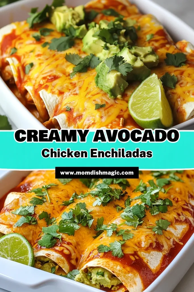 Discover the deliciousness of Avocado Chicken Enchiladas with this healthy chicken enchiladas recipe! These easy enchiladas with avocado, chicken, and black beans are perfect for a quick weeknight dinner. Packed with flavor and nutrition, this Mexican avocado recipe is sure to impress your family and friends. Try it today and elevate your meal game! Don't forget to save this recipe for later! #AvocadoChickenEnchiladas #HealthyRecipes #EasyEnchiladas #MexicanFood